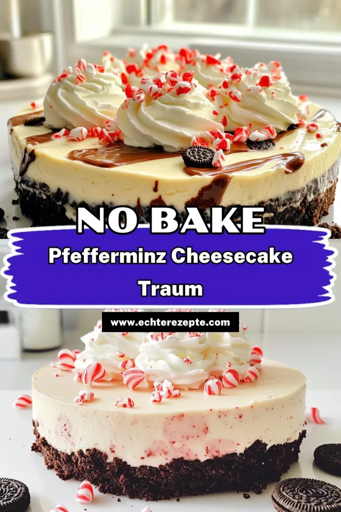 Genießen Sie den ultimativen Genuss mit diesem No Bake Peppermint Oreo Cheesecake! Dieser einfache und köstliche Käsekuchen kombiniert die Aromen von Oreo-Keksen und Pfefferminze zu einer himmlischen Nachspeise, die perfekt für die Feierlichkeiten ist. Entdecken Sie die einfache Zubereitung und lassen Sie sich von den festlichen Tipps inspirieren. Klicken Sie hier, um das Rezept und mehr leckere Ideen zu entdecken! #cheesecake #nobake #dessert #rezepte