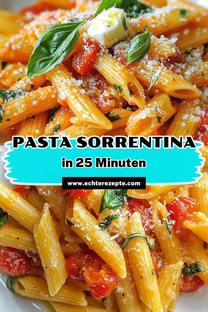 Entdecken Sie unser schnelles und einfaches Pasta alla Sorrentina Rezept! Diese köstliche Kirschtomaten Pasta mit gebratenen Nudeln und Mozzarella wird Ihnen das Gefühl von Italien auf den Teller bringen. Perfekt für ein schnelles Abendessen, vereint dieses italienische Pasta Rezept frische Zutaten und unwiderstehlichen Geschmack. Lassen Sie sich inspirieren und probieren Sie es aus! #PastaRezept #Küchenzauber #ItalienischeKüche #SchnelleRezepte