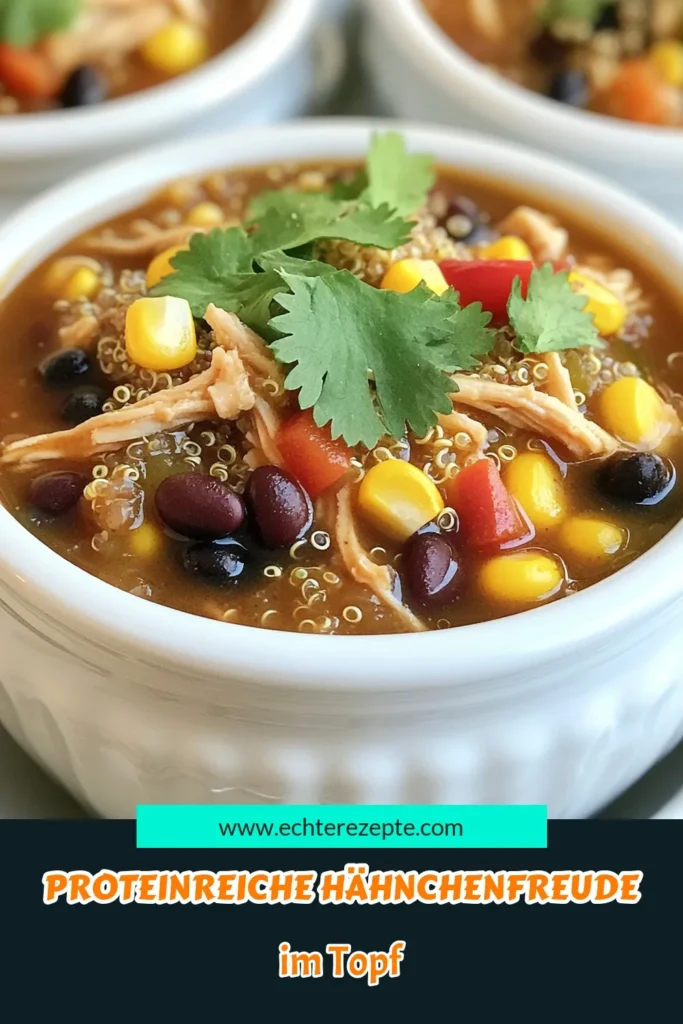 Entdecken Sie das köstliche Rezept für Crockpot High Protein Chicken Delight! Mit zarten Hähnchenbrustfilets, nährstoffreichen schwarzen Bohnen und Quinoa ist dieses Gericht nicht nur einfach zuzubereiten, sondern auch reich an Proteinen. Perfekt für ein gesundes Abendessen! Klicken Sie jetzt, um die Schritt-für-Schritt-Anleitung und weitere leckere Rezepte zu entdecken! #CrockpotRezepte #Proteinreich #GesundeErnährung #LeckeresEssen