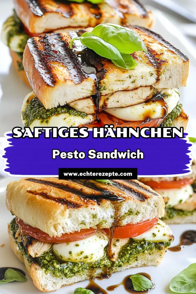 Entdecke das köstliche Hähnchen-Pesto-Sandwich, das die Aromen Italiens in einem Ciabatta-Brötchen Rezept vereint! Mit saftiger gegrillter Hähnchenbrust, frischem Basilikumpesto und zarten Tomaten ist dieses Caprese-Sandwich einfach zuzubereiten und perfekt für jede Gelegenheit. Probiere unser einfaches Pesto-Rezept für noch mehr Geschmack! Teile deine Kreationen mit uns! #HähnchenPesto #CiabattaRezept #Caprese #PestoRezept