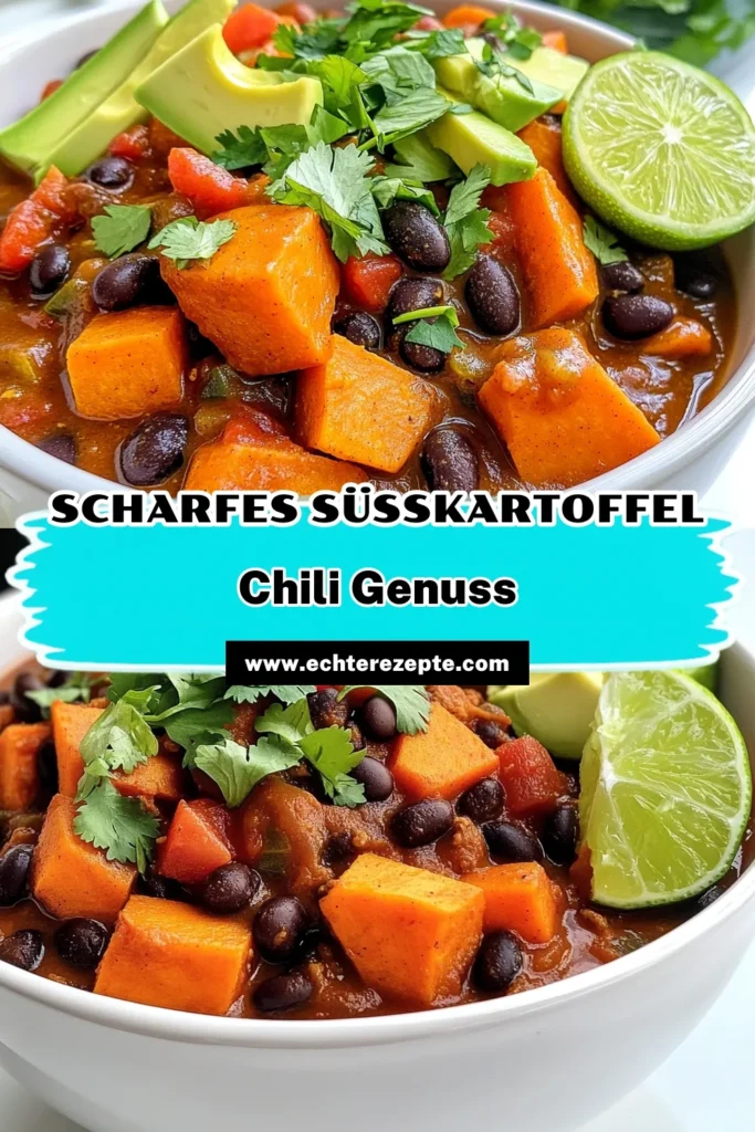 Entdecke das köstliche Süßkartoffel-Schwarzbohnen-Chili, das gesund und einfach zuzubereiten ist! Mit frischen Zutaten wie Süßkartoffeln, schwarzen Bohnen, Paprika und aromatischen Gewürzen wird dieses Gericht schnell zu deinem neuen Favoriten. Perfekt für eine herzhafte Mahlzeit oder als wärmer Snacks. Klicke jetzt, um das vollständige Rezept zu sehen und dein Chili selbst zu kreieren! #Süßkartoffel #Schwarzbohnen #Chili #Rezepte