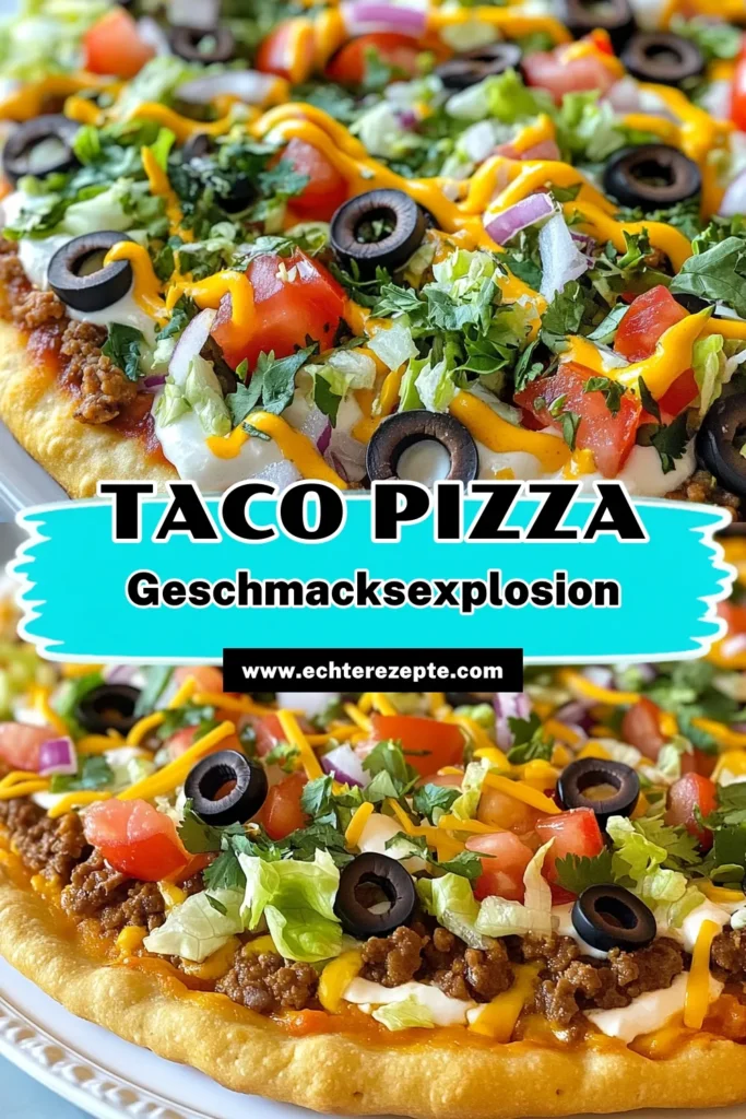 Entdecken Sie das köstliche Taco Pizza Rezept, das Tex-Mex Aromen auf die nächste Stufe hebt! Diese einfache Taco Pizza mit Bohnen ist perfekt für jeden Anlass und kann in nur 30 Minuten zubereitet werden. Genießen Sie leckere Pizzarezepte mit einem knusprigen Boden, geschmolzenem Käse und frischen Toppings. Überzeugen Sie sich selbst und probieren Sie es aus! Speichern Sie diese Rezeptidee für Ihre nächste Dinner-Party! #TacoPizza #Pizzarezepte #TexMex #PizzaLovers