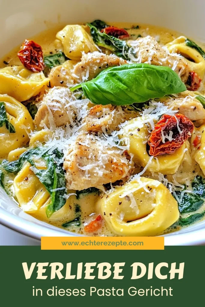 Entdecken Sie das köstliche Hähnchen Tortellini Rezept mit dem beliebten Marry Me Chicken! Diese cremigen Tortellini mit Spinat und saftigem Hähnchen sind das perfekte einfache Pasta Gericht für ein schnelles Abendessen. Ideal für romantische Abende oder familiäre Zusammenkünfte. Lassen Sie sich von diesem italienischen Hähnchen Rezept begeistern! Probieren Sie es aus und speichern Sie das Rezept! #HähnchenTortelliniRezept #MarryMeChicken #CremigeTortellini #EinfachePastaGerichte
