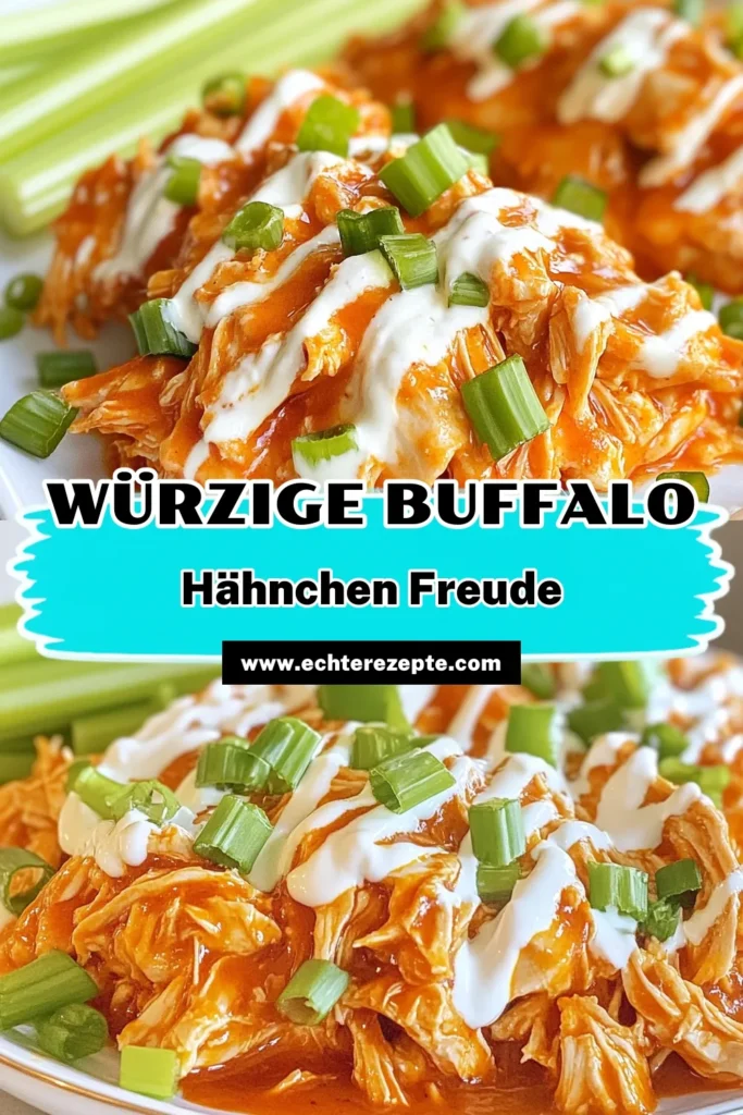 Entdecke dieses köstliche Buffalo Hähnchen Rezept für den Slow Cooker! Dieses würzige Hähnchengericht bietet zartes Hähnchen in einer verlockenden Buffalo Sauce. Ideal für Parties oder ein einfaches Abendessen, verfeinert mit cremigem Ranch-Dressing. Perfekt für echte Buffalo-Fans! Probiere es jetzt aus und bringe etwas Würze in deinen Dinner-Tisch! #BuffaloHähnchen #SlowCookerHähnchen #WürzigesHähnchengericht #BuffaloSauceHähnchen