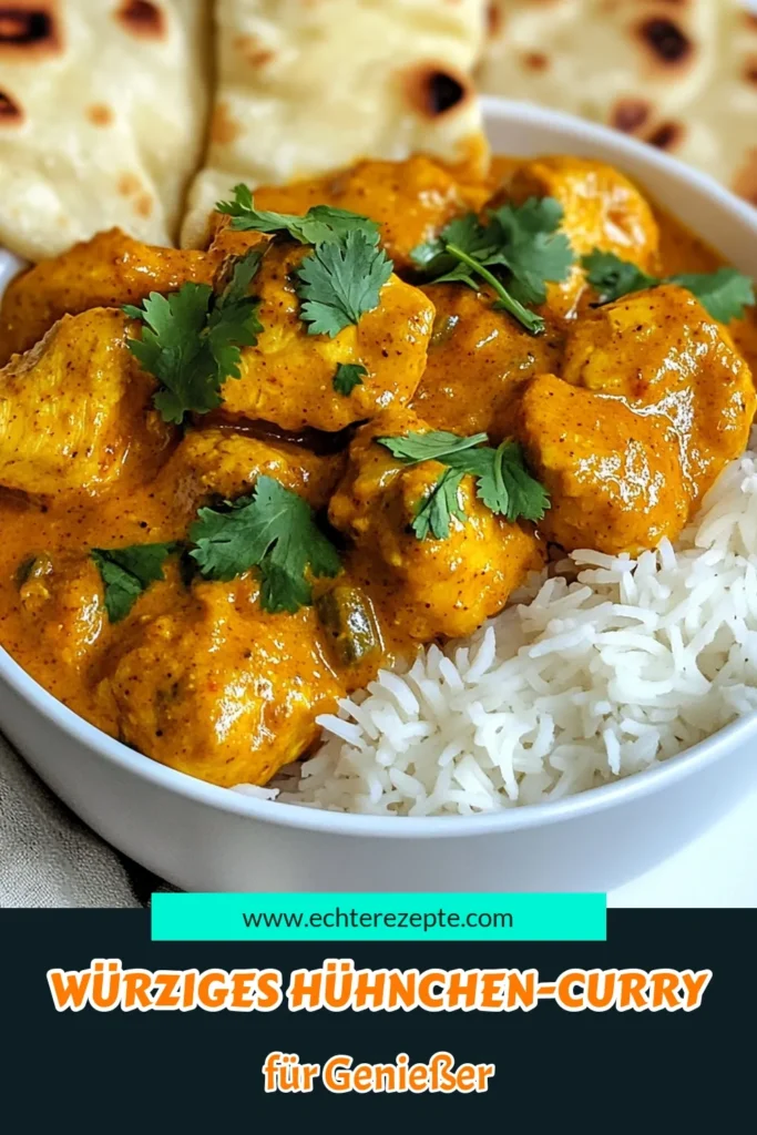 Entdecke das authentische Indische Hühnchen-Curry mit unserem würzigen Hühnchen-Curry Rezept! Dieses Hähnchen-Curry indisch vereint köstliche Gewürze und cremigen Curry mit Joghurt für eine optimale Geschmacksexplosion. Perfekt für ein einfaches indisches Rezept, das deine Liebsten begeistern wird. Klicke auf das Rezept und bring die Aromen Indiens in deine Küche! #IndischesHühnchenCurry #HähnchenCurry #indischeRezepte #CurryMitJoghurt