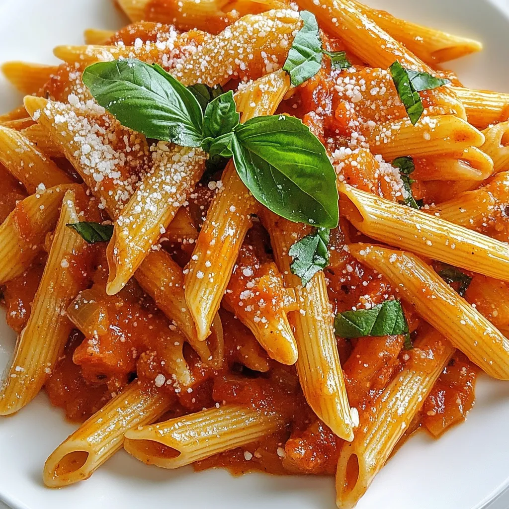 Für Penne Napoli benötigst du einige wichtige Zutaten. Diese sind: - 250 g Penne-Pasta - 2 Esslöffel Olivenöl - 1 mittelgroße gelbe Zwiebel, fein gehackt - 2 Knoblauchzehen, püriert - 1 Karotte, fein gerieben - 1 Selleriestange, fein gehackt - 400 g Dosentomaten, gehackt - 1 Esslöffel Tomatenmark Diese Zutaten bilden die Basis für unsere leckere Sauce. Um den Geschmack zu verbessern, fügen wir einige Gewürze hinzu: - 1 Teelöffel getrockneter Oregano - 1 Teelöffel Zucker - Salz und Pfeffer nach Geschmack Diese Gewürze geben der Sauce das besondere Etwas. Für eine noch bessere Note gibt es einige optionale Zutaten: - Frische Basilikumblätter zur Garnierung - Geriebener Parmesan oder vegane Käsealternative zum Servieren Diese Optionen machen das Gericht besonders schmackhaft und ansprechend. {{ingredient_image_2}} Um die Penne perfekt zu kochen, bringe einen großen Topf mit gesalzenem Wasser zum Kochen. Füge die 250 g Penne-Pasta hinzu und koche sie nach den Anweisungen auf der Verpackung. Es ist wichtig, die Pasta al dente zu kochen. Das bedeutet, sie sollte noch etwas Biss haben. Wenn die Pasta fertig ist, gieße sie ab und stelle sie beiseite. Vergiss nicht, eine Tasse des Nudelwassers aufzuheben. Das Wasser hilft später, die Sauce zu binden. Erhitze 2 Esslöffel Olivenöl in einer großen Pfanne bei mittlerer Hitze. Füge die fein gehackte Zwiebel und den pürierten Knoblauch hinzu. Sauté dies für etwa 1-2 Minuten, bis die Zwiebel weich wird. Danach füge die fein geriebene Karotte und den gehackten Sellerie hinzu. Brate das Gemüse für 5-7 Minuten an, bis es weich und durchscheinend ist. Jetzt kommen die Tomaten ins Spiel. Rühre die 400 g gehackten Dosentomaten und 1 Esslöffel Tomatenmark unter das Gemüse. Es ist wichtig, alles gut zu vermischen. Füge dann 1 Teelöffel getrockneten Oregano, 1 Teelöffel Zucker sowie Salz und Pfeffer nach Geschmack hinzu. Lasse die Sauce für etwa 15 Minuten köcheln. Rühre gelegentlich um, damit nichts anbrennt. Die Sauce sollte leicht eindicken. Wenn sie zu dick ist, füge etwas vom aufbewahrten Nudelwasser hinzu. Zum Schluss vermenge die abgetropfte Penne mit der Sauce. Garniere alles mit frischen Basilikumblättern und optional mit geriebenem Parmesan. Um die Sauce perfekt zu machen, achte auf die Kochzeit. Lasse die Sauce mindestens 15 Minuten köcheln. So dickt sie gut ein. Wenn sie zu dick ist, gib etwas Nudelwasser dazu. Das macht sie cremig und flüssig. Für den besten Geschmack empfehle ich Parmesan. Er bringt einen tollen Umami-Geschmack. Veganer Käse ist auch eine gute Option. Probier unterschiedliche Sorten aus. Jeder Käse hat seinen eigenen Charakter und Geschmack. Bereite das Gemüse vor, bevor du mit dem Kochen beginnst. Hacke die Zwiebel und püriere den Knoblauch im Voraus. So sparst du Zeit beim Kochen. Du kannst auch die Pasta im Voraus kochen und kalt stellen. So geht alles schneller, wenn du Gäste hast oder einfach schnell essen möchtest. Pro Tipps Wasser mit Salz: Das Wasser, in dem die Pasta gekocht wird, sollte gut gesalzen sein. Dies sorgt dafür, dass die Pasta Geschmack aufnimmt und nicht fade schmeckt. Frische Kräuter: Verwenden Sie frische Basilikumblätter anstelle von getrockneten, um den Geschmack der Sauce zu intensivieren und frische Aromen hinzuzufügen. Tomatenqualität: Wählen Sie hochwertige Dosentomaten, da sie den Hauptgeschmack der Sauce ausmachen. San Marzano Tomaten sind eine ausgezeichnete Wahl. Pasta al Dente: Kochen Sie die Pasta bis sie al dente ist, damit sie beim Mischen mit der Sauce nicht zu weich wird und die Textur behält. {{image_4}} Penne Napoli ist einfach und lecker. Für eine vegetarische oder vegane Version, tauschen Sie den Käse aus. Verwenden Sie stattdessen eine vegane Käsealternative oder lassen Sie den Käse ganz weg. Die Sauce bleibt trotzdem aromatisch. Die Kombination aus Gemüse und Tomaten sorgt für viel Geschmack. Um das Gericht noch gesünder zu machen, können Sie zusätzliches Gemüse hinzufügen. Zucchini, Paprika oder Spinat passen gut. Schneiden Sie das Gemüse klein und braten Sie es mit der Zwiebel an. So wird die Sauce bunt und nahrhaft. Es macht auch Spaß, verschiedene Gemüsesorten auszuprobieren. Für eine scharfe Note, fügen Sie Peperoni hinzu. Einfach die Peperoni klein schneiden und mit dem Gemüse anbraten. So bekommt die Sauce eine angenehme Schärfe. Passen Sie die Menge an, je nachdem, wie scharf Sie es mögen. Diese Variante bringt einen aufregenden Kick in Ihr Gericht. Um die Reste deiner Penne Napoli frisch zu halten, lagere sie in einem luftdichten Behälter. Achte darauf, die Sauce und die Pasta getrennt aufzubewahren, wenn möglich. So bleibt die Pasta nicht matschig. Stelle den Behälter in den Kühlschrank. So bleiben die Reste bis zu drei Tage genießbar. Penne Napoli hält sich im Kühlschrank etwa drei Tage. Wenn du sie einfrierst, kann sie bis zu drei Monate halten. Stelle sicher, dass sie gut verpackt ist, um Gefrierbrand zu vermeiden. So hast du immer eine schnelle Mahlzeit zur Hand. Um die Penne Napoli wieder aufzuwärmen, nutze eine Pfanne oder die Mikrowelle. In der Pfanne füge etwas Wasser oder Brühe hinzu, um die Sauce wieder cremig zu machen. In der Mikrowelle erwärmst du die Portion in kurzen Abständen von ein bis zwei Minuten. Rühre zwischendurch um, damit sie gleichmäßig warm wird. Wenn du keine Penne hast, keine Sorge! Du kannst andere Nudeln verwenden. Fusilli, Rigatoni oder Spaghetti sind gute Alternativen. Diese Nudeln nehmen die Sauce gut auf. Achte darauf, die Kochzeit anzupassen. Jede Nudel hat ihre eigene Zeit zum Kochen. Du willst sie al dente, also nicht zu weich. Ja, du kannst frische Tomaten nehmen. Du brauchst etwa 800 g frische Tomaten. Entferne die Haut, bevor du sie hackst. Frische Tomaten geben der Sauce einen tollen Geschmack. Koche sie etwas länger, damit sie weich werden. Die Sauce könnte weniger dick sein, also achte darauf. Um die Sauce würziger zu machen, füge mehr Gewürze hinzu. Du kannst Chili-Flocken für Schärfe verwenden. Oder mehr Oregano für einen stärkeren Geschmack. Probiere auch frische Kräuter wie Basilikum oder Thymian. Ein Spritzer Zitronensaft kann die Aromen anheben. Sei kreativ und finde deinen perfekten Geschmack! Penne Napoli ist ein einfaches und leckeres Gericht. Wir haben die Hauptzutaten und Gewürze besprochen. Ich habe dir gezeigt, wie du die Pasta kochst, das Gemüse anbrätst und die Sauce zubereitest. Mit Tipps für die perfekte Konsistenz und Käse haben wir es noch besser gemacht. Es gibt viele Variationen, die du ausprobieren kannst. Denke daran, Reste richtig aufzubewahren. Diese Tipps helfen dir, stets ein tolles Gericht auf den Tisch zu bringen. Koche und genieße es!