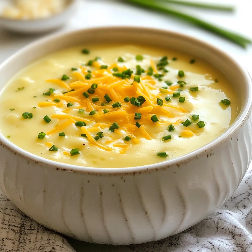 Für die ultimative cremige Kartoffelsuppe benötigst du einige einfache und frische Zutaten. Hier sind sie: - 4 große Russet-Kartoffeln, geschält und gewürfelt - 1 mittelgroße Zwiebel, fein gehackt - 2 Knoblauchzehen, gehackt - 4 Tassen Gemüsebrühe - 1 Tasse Schlagsahne - 2 Esslöffel Butter - 1 Teelöffel Thymian (frisch oder getrocknet) Diese Zutaten bilden die Basis für deine leckere Suppe. Die Kartoffeln geben der Suppe ihren cremigen Charakter. Die Zwiebel und der Knoblauch sorgen für eine tolle Tiefe im Geschmack. Neben den Hauptzutaten sind auch Gewürze wichtig. Hier sind die, die du brauchst: - Salz und Pfeffer nach Geschmack Diese beiden Gewürze sind ganz entscheidend. Sie bringen die Aromen der anderen Zutaten zum Strahlen. Der Thymian fügt eine schöne Kräuternote hinzu, die die Suppe perfekt abrundet. Eine Garnitur macht die Suppe noch schöner und leckerer. Du kannst Folgendes verwenden: - 1 Tasse frisch geriebener scharfer Cheddar-Käse - 1/4 Tasse frisch gehackter Schnittlauch Der Cheddar-Käse schmilzt wunderbar in der heißen Suppe und gibt ihr einen herzhaften Geschmack. Der Schnittlauch bringt Frische und Farbe. So wird deine Kartoffelsuppe nicht nur lecker, sondern sieht auch toll aus. {{ingredient_image_2}} Beginne mit einem großen Topf. Erhitze die Butter bei mittlerer Hitze. Gib die fein gehackte Zwiebel dazu. Brate sie etwa fünf Minuten an, bis sie weich und glasig ist. Füge dann den gehackten Knoblauch und den Thymian hinzu. Koche alles für ein bis zwei Minuten, bis die Aromen kommen. Jetzt gib die gewürfelten Kartoffeln in den Topf. Gieße die Gemüsebrühe dazu und bringe alles zum Kochen. Reduziere die Hitze und lasse die Mischung 15 bis 20 Minuten köcheln. Die Kartoffeln sollten weich sein. Sobald die Kartoffeln zart sind, nimm einen Stabmixer. Püriere die Suppe, bis sie die gewünschte Konsistenz hat. Du kannst sie ganz glatt oder etwas stückig lassen. Wenn du keinen Stabmixer hast, fülle die Mischung portionsweise in einen normalen Mixer. Achte darauf, den Deckel nicht zu fest zu schließen, damit Dampf entweichen kann. Püriere die Mischung bis sie schön cremig ist. Gib die pürierte Suppe zurück in den Topf. Rühre die Schlagsahne ein und erhitze die Suppe bei niedriger Hitze. Lasse sie fünf bis zehn Minuten warm werden. Der letzte Schliff ist der Käse. Füge den frisch geriebenen Cheddar-Käse hinzu und rühre, bis er schmilzt. Würze die Suppe mit Salz und Pfeffer nach Geschmack. Serviere die heiße Suppe in Schalen und garniere sie mit frisch gehacktem Schnittlauch. Diese Suppe ist nicht nur lecker, sie sieht auch toll aus! Um die perfekte Konsistenz zu bekommen, püriere die Kartoffeln gut. Ein Stabmixer ist ideal, da er die Suppe gleichmäßig macht. Du kannst auch einen normalen Mixer verwenden. Achte darauf, die Suppe nicht zu lange zu pürieren, wenn du Stücke magst. Für eine dickere Suppe, lasse sie nach dem Pürieren kurz köcheln. Wenn sie zu dick wird, füge etwas mehr Gemüsebrühe hinzu. Du kannst den Geschmack leicht anpassen. Füge mehr Thymian hinzu, wenn du es würziger magst. Salz und Pfeffer sind wichtig, also schmecke die Suppe ab. Für mehr Tiefe, probiere geräucherten Paprika oder eine Prise Muskatnuss. Wenn du die Suppe dünner magst, gieße mehr Brühe hinein. Für eine dickere Variante, nutze mehr Kartoffeln oder reduziere die Brühe. Präsentiere die Suppe in schönen Schalen. Ein Klecks Schlagsahne obendrauf sieht toll aus. Streue frischen Schnittlauch darüber für Farbe und Geschmack. Du kannst auch etwas geriebenen Käse auf die Suppe legen. Ein paar knusprige Croutons oder geröstete Nüsse geben zusätzlichen Crunch. Experimentiere mit verschiedenen Toppings, um deine persönliche Note zu finden. Pro Tipps Die richtige Kartoffelsorte wählen: Für eine cremige Konsistenz sind Russet-Kartoffeln ideal, da sie viel Stärke enthalten. Die Suppe pürieren: Ein Stabmixer sorgt für eine gleichmäßige Textur, während ein normaler Mixer die Suppe in kleinen Portionen gleichmäßig pürieren kann. Für mehr Geschmack sorgen: Experimentiere mit zusätzlichen Kräutern wie Rosmarin oder Petersilie, um der Suppe eine besondere Note zu verleihen. Die Garnitur variieren: Anstelle von Schnittlauch kannst du auch frisch gehackte Petersilie oder Croutons verwenden, um der Suppe mehr Textur und Farbe zu geben. {{image_4}} Möchtest du eine vegane Kartoffelsuppe? Das ist ganz einfach! Ersetze die Schlagsahne durch Kokosmilch oder eine pflanzliche Sahne. Verwende auch vegane Butter anstelle der normalen Butter. Das gibt der Suppe eine cremige Textur ohne tierische Produkte. Du kannst sogar einen veganen Käse verwenden, um den Geschmack zu verstärken. Es gibt viele Möglichkeiten, deiner Kartoffelsuppe mehr Geschmack zu verleihen. Füge geräucherte Paprika hinzu, um ein rauchiges Aroma zu bekommen. Du kannst auch einen Schuss Zitronensaft einrühren, um die Frische zu erhöhen. Wenn du es scharf magst, probiere etwas Cayennepfeffer oder frisch gehackte Chilischoten. Diese kleinen Änderungen bringen deine Suppe auf das nächste Level. Die Suppe ist sehr anpassbar, je nach Saison. Im Frühling kannst du frische Erbsen oder Spargel hinzufügen. Im Herbst passen geröstete Kürbiswürfel sehr gut dazu. Auch Karotten oder Sellerie können in die Suppe geworfen werden. Mit saisonalen Zutaten bleibt die Suppe frisch und aufregend. So wird jede Portion zu einem neuen Erlebnis. Um die Suppe frisch zu halten, lass sie zuerst abkühlen. Danach füllst du sie in einen luftdichten Behälter. Achte darauf, dass du so viel Luft wie möglich entfernst. So bleibt der Geschmack erhalten. Du kannst die Suppe auch in Portionen teilen, um sie einfacher zu nutzen. Um die Kartoffelsuppe aufzuwärmen, nimm eine Pfanne oder einen Topf. Erhitze die Suppe bei mittlerer Hitze. Rühre oft um, damit sie nicht anbrennt. Du kannst auch etwas Brühe oder Wasser hinzufügen, wenn sie zu dick ist. Wenn du die Suppe in der Mikrowelle aufwärmst, achte darauf, sie in einem mikrowellengeeigneten Behälter zu verwenden. Rühre die Suppe während des Erwärmens, um eine gleichmäßige Temperatur zu erreichen. Im Kühlschrank hält sich die Suppe etwa 3 bis 4 Tage. Stelle sicher, dass sie gut verpackt ist. Wenn du die Suppe länger aufbewahren möchtest, kannst du sie einfrieren. In einem luftdichten Behälter bleibt sie etwa 2 bis 3 Monate frisch. Achte darauf, etwas Platz im Behälter zu lassen, da sich die Suppe beim Gefrieren ausdehnt. Um die Kartoffelsuppe noch cremiger zu machen, füge mehr Sahne hinzu. Du kannst auch Frischkäse verwenden. Püriere die Suppe länger, damit sie glatter wird. Ein Spritzer Zitronensaft kann die Cremigkeit noch verstärken. Experimentiere mit verschiedenen Zutaten, bis du deinen perfekten Geschmack findest. Ja, du kannst andere Gemüse hinzufügen. Möhren, Sellerie oder Lauch passen gut. Diese Gemüse geben mehr Geschmack und Textur. Achte darauf, sie klein zu schneiden, damit sie gleichmäßig kochen. Du kannst auch Blattgemüse wie Spinat oder Grünkohl hinzufügen. Das macht die Suppe nährstoffreicher. Ja, die Suppe schmeckt auch ohne Sahne lecker. Du kannst sie mit mehr Gemüsebrühe pürieren. Oder verwende pflanzliche Milch für die Cremigkeit. Kokosmilch gibt einen besonderen Geschmack. Auch pürierte weiße Bohnen sind eine tolle Option für die Textur. Diese Anleitung hat dir gezeigt, wie du eine köstliche Kartoffelsuppe zubereitest. Wir haben die Zutaten, die Zubereitung und die besten Tipps besprochen. Denke daran, die Suppe nach deinem Geschmack zu variieren. Experimentiere mit verschiedenen Zutaten und Garnituren, um das beste Ergebnis zu erreichen. Richtig gelagerte Suppe bleibt frisch und lecker. Mit diesen Tipps wirst du immer wieder neue Variationen entdecken. Viel Spaß beim Kochen!