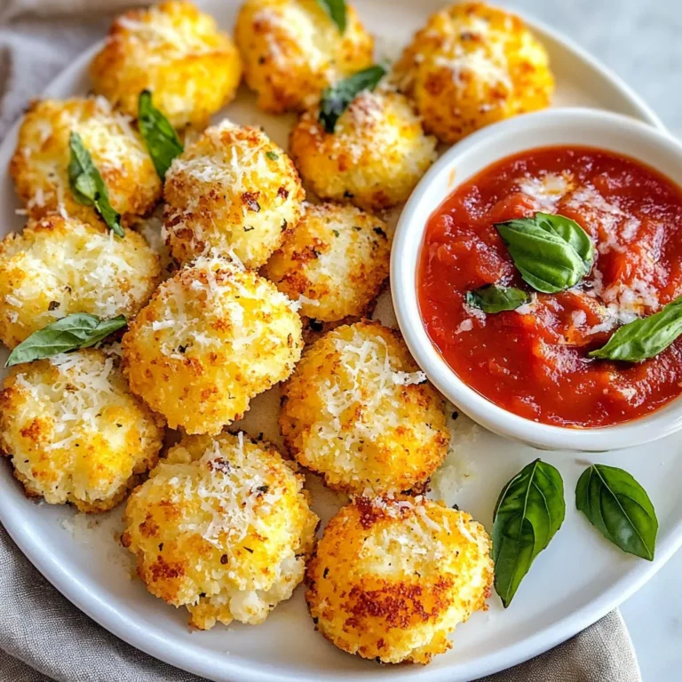 Für die Käseblüten-Cauliflower-Pizza-Bisse benötigst du: - 1 mittelgroßer Blumenkohl, zu Reis verarbeitet (ca. 3 Tassen) - 1 Tasse geriebener Mozzarella-Käse - 1/2 Tasse geriebener Parmesan-Käse - 1 großes Ei - 1 Teelöffel Knoblauchpulver - 1 Teelöffel getrockneter Oregano - 1/2 Teelöffel Salz - 1/4 Teelöffel schwarzer Pfeffer - 1/2 Tasse Marinara-Soße (zuckerfrei) - Frische Basilikumblätter zur Garnierung (optional) Diese Zutaten machen die Bisse lecker und gesund. Der Blumenkohl gibt dir die richtige Textur, während die Käsesorten den Geschmack verbessern. Wenn du etwas anderes ausprobieren möchtest, kannst du einige Zutaten ändern: - Verwende Cheddar-Käse statt Mozzarella für einen kräftigeren Geschmack. - Füge etwas Chili-Pulver oder Paprika für Schärfe hinzu. - Nutze vegane Käsealternativen für eine pflanzliche Version. - Ersetze die Marinara-Soße durch Pesto oder eine andere Soße, die du magst. Diese Varianten bringen neue Aromen in deine Bisse. Experimentiere, um deinen Favoriten zu finden! Ein Blick auf die Nährwerte zeigt, dass die Käseblüten-Cauliflower-Pizza-Bisse eine gute Wahl sind. Eine Portion hat: - Ca. 5 Gramm Kohlenhydrate - Ca. 12 Gramm Protein - Ca. 8 Gramm Fett Diese Werte können leicht variieren, je nach den verwendeten Zutaten. Die Bisse sind ideal für eine ketogene Diät. Sie sind nahrhaft und sättigend, ohne viele Kohlenhydrate. {{ingredient_image_2}} Heize den Ofen auf 220 °C vor. Lege ein Backblech mit Backpapier aus. Dies hilft, dass die Bisse nicht kleben bleiben. Nimm den Blumenkohl und zerkleinere ihn zu Reis. Gib ihn in eine mikrowellengeeignete Schüssel. Erhitze den Blumenkohl für 5-7 Minuten in der Mikrowelle. Rühre zwischendurch um. Lass den Blumenkohl etwas abkühlen. Lege ihn dann in ein sauberes Küchentuch. Drücke den Blumenkohl kräftig, um Flüssigkeit zu entfernen. Je trockener, desto besser die Konsistenz. In einer großen Schüssel mische den abgetropften Blumenkohl, Mozzarella, Parmesan, das Ei, Knoblauchpulver, Oregano, Salz und Pfeffer. Rühre alles gut um, bis eine homogene Masse entsteht. Nimm kleine Portionen der Mischung. Forme sie zu runden Bissen, etwa 5 cm groß. Lege sie gleichmäßig auf das Backblech. Backe die Bisse für 15-20 Minuten. Sie sollten goldbraun und knusprig sein. Achte darauf, dass sie die perfekte Konsistenz haben. Nimm die Bisse aus dem Ofen und lasse sie kurz abkühlen. Serviere sie warm mit Marinara-Soße. Garnieren kannst du sie mit frischen Basilikumblättern. Einer der häufigsten Fehler ist zu viel Flüssigkeit im Blumenkohl. Wenn Sie ihn nicht gut abtropfen lassen, werden die Bisse matschig. Stellen Sie sicher, dass Sie ihn gut auspressen. Ein weiterer Fehler ist, die Bisse zu dünn zu formen. Dickere Bisse bleiben knuspriger. Achten Sie darauf, die richtige Größe zu wählen, etwa 5 cm Durchmesser. Backen Sie die Bisse nicht zu kurz. Sie sollten goldbraun sein für beste Textur und Geschmack. Um die Bisse frisch zu halten, lagern Sie sie in einem luftdichten Behälter. Lassen Sie sie zuerst abkühlen, bevor Sie sie wegpacken. Sie können die Bisse auch im Kühlschrank aufbewahren. Dort bleiben sie etwa 3 bis 4 Tage frisch. Wenn Sie sie länger behalten möchten, frieren Sie sie ein. Achten Sie darauf, sie in Frischhaltefolie einzuwickeln und dann in einen Behälter zu geben. So bleiben sie lecker und frisch. Präsentieren Sie die Bisse auf einem schönen Teller. Verwenden Sie frische Basilikumblätter als Garnierung. Sie sehen nicht nur gut aus, sondern bringen auch frischen Geschmack. Servieren Sie die Bisse mit der Marinara-Soße in einer kleinen Schüssel. Das macht das Essen noch spaßiger. Sie können auch etwas Parmesan über die Bisse streuen, bevor Sie sie backen. So erhalten sie eine schöne goldene Farbe und zusätzlichen Geschmack. Pro Tipps Richtige Blumenkohlvorbereitung: Achten Sie darauf, den Blumenkohl gut auszupressen, um überschüssige Feuchtigkeit zu entfernen. Dies sorgt für eine bessere Konsistenz und Knusprigkeit der Pizza-Bisse. Käsevariationen: Experimentieren Sie mit verschiedenen Käsesorten wie Cheddar oder Gouda, um den Geschmack der Bisse zu variieren und anzupassen. Gewürze anpassen: Fühlen Sie sich frei, zusätzliche Gewürze wie Paprika oder italienische Kräuter hinzuzufügen, um den Bissen mehr Geschmack zu verleihen. Serviervorschläge: Servieren Sie die Pizza-Bisse mit verschiedenen Dips wie Pesto oder saurer Sahne für eine zusätzliche Geschmacksexplosion. {{image_4}} Du kannst die Käseblüten-Cauliflower-Pizza-Bisse nach deinem Geschmack anpassen. Hier sind einige Ideen für Beläge: - Peperoni - Geschnittene Oliven - Paprika in Würfeln - Zwiebeln in Ringen - Frischer Spinat Diese Zutaten bringen neue Aromen und Farben auf deinen Teller. Experimentiere und finde deine Lieblingskombination! Wenn du eine vegane Version machen möchtest, ersetze den Käse und das Ei. Hier sind die besten Alternativen: - Verwende veganen Käse. - Nutze ein Flax-Ei (1 Esslöffel Leinsamenmehl mit 2,5 Esslöffel Wasser). Diese Anpassungen machen die Bisse pflanzenbasiert, lecker und gesund. Um den Nährwert zu steigern, füge diese Zutaten hinzu: - Chia-Samen für Ballaststoffe. - Nüsse oder Saaten für gesunde Fette. - Frische Kräuter wie Petersilie oder Schnittlauch für mehr Geschmack. Diese kleinen Ergänzungen machen einen großen Unterschied in der Ernährung und dem Geschmack. Sei kreativ und genieße diese köstlichen Variationen! Um die Käseblüten-Cauliflower-Pizza-Bisse frisch zu halten, lege sie in einen luftdichten Behälter. Du kannst sie bis zu drei Tage im Kühlschrank aufbewahren. Stelle sicher, dass die Bisse vollständig abgekühlt sind, bevor du sie lagerst. Das hilft, Feuchtigkeit zu vermeiden und die Knusprigkeit zu erhalten. Wenn du die Bisse einfrieren möchtest, lege sie zuerst auf ein Backblech. Lasse sie anfrieren, bis sie fest sind. Danach kannst du sie in einen gefriergeeigneten Beutel legen. So kannst du sie bis zu drei Monate lagern. Achte darauf, die Luft aus dem Beutel zu drücken, bevor du ihn verschließt, um Frostbildung zu vermeiden. Um die Bisse aufzuwärmen, heize deinen Ofen auf 200 °C vor. Lege die Bisse auf ein Backblech und backe sie für 10 bis 15 Minuten. So werden sie wieder schön knusprig. Du kannst die Bisse auch in der Mikrowelle aufwärmen, aber sie werden nicht so knusprig. Wenn du es eilig hast, ist das eine gute Option. Eine Portion der Käseblüten-Cauliflower-Pizza-Bisse hat etwa 4-5 Gramm Kohlenhydrate. Diese Zahl kann je nach Größe der Portion und den verwendeten Zutaten leicht variieren. Blumenkohl ist eine tolle Wahl, weil er wenig Kohlenhydrate hat. So bleibt das Rezept keto-freundlich und lecker. Ja, du kannst den Blumenkohl im Voraus vorbereiten. Du kannst ihn bereits zu Reis verarbeiten und im Kühlschrank lagern. Achte darauf, ihn in einem luftdichten Behälter aufzubewahren. So bleibt er frisch. Am besten verwendest du den Blumenkohl innerhalb von zwei bis drei Tagen. Wenn du ihn lange lagern möchtest, kannst du ihn auch einfrieren. Zu den Käseblüten-Cauliflower-Pizza-Bissen passen viele Soßen gut. Eine zuckerfreie Marinara-Soße ist eine beliebte Wahl. Du kannst auch Pesto oder eine scharfe Salsa ausprobieren. Diese Soßen bringen mehr Geschmack und machen das Essen noch besser. Probiere verschiedene Soßen aus und finde heraus, welche dir am besten gefällt! Käseblüten-Cauliflower-Pizza-Bisse sind lecker, gesund und einfach zuzubereiten. Wir haben die Hauptzutaten und Alternativen besprochen, sowie die Nährwerte betrachtet. Die Schritt-für-Schritt-Anleitung hilft Ihnen, die Bisse perfekt hinzubekommen. Tipps zeigen, wie Sie Fehler vermeiden und neue Variationen erstellen. Denken Sie an die richtige Lagerung, um die Bisse frisch zu halten. Diese Bisse sind flexibel und schmackhaft. Wählen Sie Ihre Lieblingszutaten und genießen Sie eine köstliche, gesunde Snack-Option!