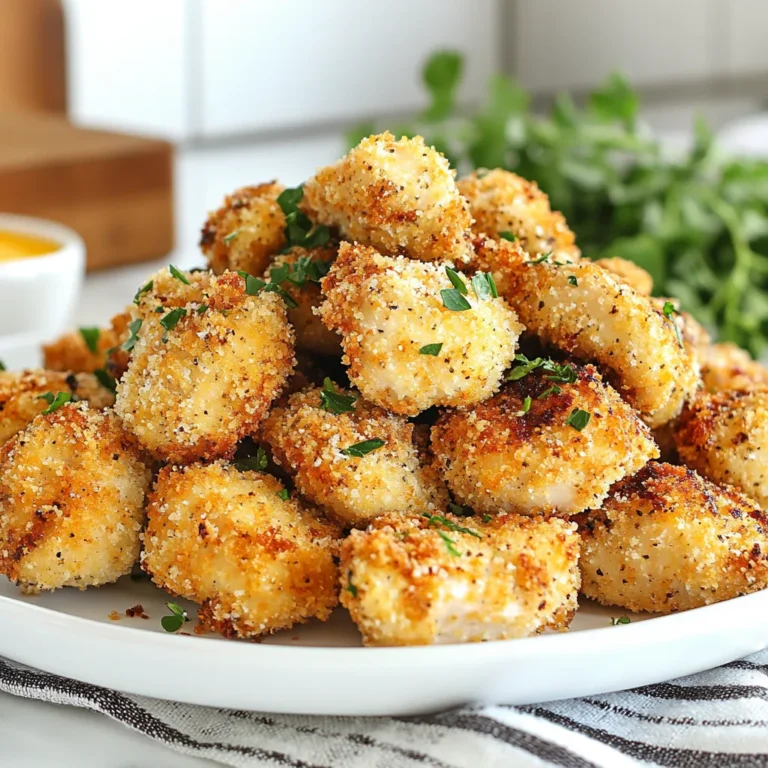 Für die perfekten Hähnchenbissen benötigst du: - 450 g Hähnchenbrust, in mundgerechte Stücke geschnitten - 240 ml Buttermilch (oder eine pflanzliche Alternative) - 120 g Weizenmehl - 120 g Panko-Semmelbrösel Diese Zutaten sind einfach zu finden und machen die Bissen saftig und lecker. Die Gewürze sind wichtig für den Geschmack. Hier sind die, die du brauchst: - 1 Teelöffel Knoblauchpulver - 1 Teelöffel Zwiebelpulver - 1 Teelöffel geräuchertes Paprikapulver - 1 Teelöffel getrockneter Oregano - Salz und Pfeffer nach Geschmack Knoblauch- und Zwiebelpulver geben Tiefe. Paprika sorgt für Farbe und einen rauchigen Geschmack. Oregano bringt ein wenig Frische. Wenn du eine pflanzliche Option möchtest, kannst du einige Zutaten ändern. Nutze Tofu oder Seitan anstelle von Hähnchen. Für die Buttermilch kannst du Mandelmilch oder Sojamilch verwenden. Das sorgt für einen ähnlichen Geschmack und Textur. {{ingredient_image_2}} Zuerst nimmst du die Hähnchenbrust und schneidest sie in mundgerechte Stücke. Gib diese Stücke in eine große Schüssel. Füge die Buttermilch hinzu und lasse die Hähnchenstücke darin marinieren. Mindestens 30 Minuten sind ideal, um das Fleisch zart zu machen. Wenn du mehr Zeit hast, lass es bis zu einer Stunde marinieren. Diese Marinade hilft, die Hähnchenbissen Feuchtigkeit und Geschmack zu geben. In einer anderen Schüssel mischst du das Weizenmehl mit den Gewürzen. Füge den Knoblauch- und Zwiebelpulver, das geräucherte Paprikapulver, den Oregano sowie Salz und Pfeffer hinzu. Rühre alles gut um, damit die Gewürze gleichmäßig verteilt sind. In einer dritten Schüssel bereitest du die Panko-Semmelbrösel vor. Diese sorgen für die extra Knusprigkeit. Nimm die marinierten Hähnchenstücke aus der Buttermilch und lasse die überschüssige Flüssigkeit abtropfen. Wälze die Stücke zuerst in der Mehlmischung. Achte darauf, dass sie gleichmäßig bedeckt sind. Danach tauchst du jedes Stück in die Panko-Semmelbrösel. Drücke leicht, damit die Brösel gut haften. Heize die Heißluftfritteuse auf 200 °C vor. Besprühe den Korb leicht mit Kochspray oder Olivenöl, um ein Ankleben zu verhindern. Lege die panierten Hähnchenbissen in einer einzigen Schicht in den Korb. Frittiere sie für 10 bis 12 Minuten. Schüttle den Korb einmal, um die Bissen gleichmäßig zu garen. Sie sind fertig, wenn sie goldbraun und knusprig sind. Lass die Hähnchenbissen vor dem Servieren zwei Minuten ruhen. Um das Hähnchen besonders knusprig zu machen, ist die richtige Panade wichtig. Verwende Panko-Semmelbrösel. Diese sind grober und machen die Bissen knuspriger. Hier sind einige Tipps: - Doppelte Panade: Panier das Hähnchen zweimal. Zuerst in der Mehlmischung, dann in den Panko-Semmelbröseln. - Luftzirkulation: Achte darauf, dass die Hähnchenstücke im Korb der Heißluftfritteuse nicht übereinander liegen. So zirkuliert die Luft besser. - Öl verwenden: Sprühe etwas Kochspray auf die Hähnchenstücke. Das hilft, die Knusprigkeit zu erhöhen. Die Marinierzeit ist entscheidend für den Geschmack und die Zartheit des Hähnchens. Ich empfehle, das Hähnchen mindestens 30 Minuten in der Buttermilch zu lassen. Hier sind die Details: - Mindestens 30 Minuten: So wird das Hähnchen zart und saftig. - Bis zu 1 Stunde: Für mehr Geschmack kann das Hähnchen bis zu einer Stunde marinieren. - Übernacht marinieren: Wenn du Zeit hast, lasse das Hähnchen über Nacht marinieren. Das bringt noch mehr Geschmack. Ein paar einfache Fehler können den Unterschied machen. Hier sind die häufigsten und wie du sie vermeidest: - Zu viel Hähnchen auf einmal: Überfülle den Korb nicht. Es wird sonst nicht knusprig. - Nicht genug Zeit: Koche das Hähnchen nicht zu kurz. Achte auf die goldbraune Farbe und die richtige Innentemperatur. - Falsche Temperatur: Stelle sicher, dass die Heißluftfritteuse auf 200 °C vorgeheizt ist, bevor du die Bissen hineinlegst. Pro Tipps Marinieren für mehr Geschmack: Lassen Sie die Hähnchenstücke mindestens eine Stunde in der Buttermilch marinieren, um die Aromen besser aufzunehmen und die Textur zarter zu machen. Panko für extra Knusprigkeit: Verwenden Sie Panko-Semmelbrösel anstelle von normalen Semmelbröseln, um eine besonders knusprige Textur zu erzielen. Heißluftfriteuse vorheizen: Achten Sie darauf, die Heißluftfriteuse vor dem Frittieren vorzuheizen, damit die Hähnchenstücke gleichmäßig garen und schön knusprig werden. Ruhen lassen: Lassen Sie die Hähnchenbissen nach dem Frittieren 2 Minuten ruhen, damit sich die Säfte setzen und sie saftiger bleiben. {{image_4}} Wenn Sie es gerne scharf mögen, probieren Sie diese würzige Variante. Fügen Sie einfach etwas Cayennepfeffer oder Chili-Flocken zur Paniermischung hinzu. Diese Gewürze bringen Hitze und einen tollen Geschmack. Sie können auch eine scharfe Sauce in die Buttermilch geben. Der Hähnchenbiss wird so zart und voller Geschmack. So passen die Würze und die Knusprigkeit perfekt zusammen. Für einen asiatischen Touch können Sie Sojasauce und frischen Ingwer verwenden. Marinieren Sie das Hähnchen in einer Mischung aus Buttermilch und Sojasauce. Das gibt dem Fleisch eine tolle Umami-Note. Fügen Sie dann etwas geriebenen Ingwer zur Paniermischung hinzu, um die Aromen zu verstärken. Diese Kombination macht die Hähnchenbissen besonders aromatisch und spannend. Für eine vegetarische Option können Sie Paneer oder Tofu verwenden. Schneiden Sie den Paneer oder Tofu in kleine Würfel. Marinieren Sie diese wie das Hähnchen in der Buttermilch-Mischung. Panieren Sie sie dann genauso. Die Zubereitung bleibt gleich. So haben Sie leckere, knusprige Bissen für Vegetarier. Diese Alternativen bieten eine tolle Möglichkeit, das Gericht zu variieren und neue Geschmäcker zu entdecken. Um die Hähnchenbissen frisch zu halten, lege sie in einen luftdichten Behälter. Du kannst auch Frischhaltefolie verwenden, um sie zu umwickeln. Stelle sicher, dass die Bissen abgekühlt sind, bevor du sie lagerst. So bleibt die Knusprigkeit erhalten. Wenn du die Hähnchenbissen wieder aufwärmst, nutze die Heißluftfritteuse. Das macht sie wieder knusprig. Erhitze sie bei 180 °C (350 °F) für etwa 5-7 Minuten. Du kannst auch einen Backofen verwenden, aber die Heißluftfritteuse macht es schneller und effizienter. Vermeide die Mikrowelle, da sie die Bissen weich macht. Im Kühlschrank bleiben die Hähnchenbissen etwa 3-4 Tage frisch. Wenn du sie länger aufbewahren willst, friere sie ein. Im Gefrierschrank halten sie bis zu 3 Monate. Achte darauf, sie gut zu verpacken, um Gefrierbrand zu vermeiden. Vor dem Verzehr einfach im Kühlschrank auftauen lassen. Es dauert etwa 10 bis 12 Minuten, um die Hähnchenbissen zu kochen. Achte darauf, die Heißluftfritteuse auf 200 °C vorzuheizen. Schüttel den Korb nach der Hälfte der Zeit, damit sie gleichmäßig garen. Du weißt, dass sie fertig sind, wenn sie goldbraun sind und die Innentemperatur 75 °C erreicht. Du kannst frisches Hähnchen verwenden, es muss nicht gefroren sein. Frisches Hähnchen schmeckt meist besser und hat eine zarte Textur. Achte darauf, dass es gut mariniert wird, um den besten Geschmack zu erzielen. Wenn du gefrorenes Hähnchen verwendest, taue es vorher gründlich auf, um gleichmäßiges Garen zu gewährleisten. Schneide die Hähnchenbrust in mundgerechte Stücke, etwa 3 bis 5 cm groß. So garen sie gleichmäßig und schnell. Verwende ein scharfes Messer, um saubere Schnitte zu machen. Achte darauf, dass du das Hähnchen auf einem stabilen Schneidebrett schneidest. So bleibt alles sicher und ordentlich. Zusammenfassung der Hauptpunkte: Wir haben die besten Zutaten für Hähnchenbissen besprochen, inklusive Gewürze und Optionen für Pflanzenfreunde. Ich zeigten dir eine einfache Schritt-für-Schritt-Anleitung zur Zubereitung und gab dir Tipps für besonders knusprige Ergebnisse. Variationen wie scharfe und asiatische Optionen bieten neuen Geschmack. Außerdem habe ich erläutert, wie du Hähnchenbissen richtig lagerst und aufwärmst. Egal ob du Anfänger oder Profi bist, du kannst leckere Hähnchenbissen zaubern. Lass deiner Kreativität freien Lauf und experimentiere mit Aromen!