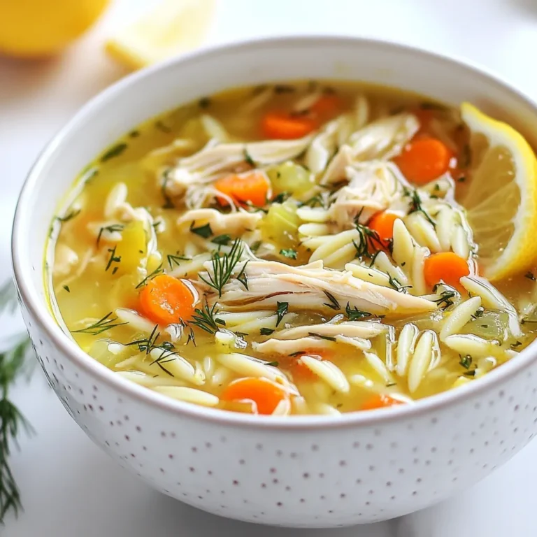 Für die griechische Zitronen-Hühnchensuppe benötigst du folgende Zutaten: - 2 Esslöffel Olivenöl - 1 mittlere Zwiebel, fein gehackt - 2 Knoblauchzehen, gehackt - 3 mittlere Karotten, gewürfelt - 2 Selleriestangen, gewürfelt - 6 Tassen natriumarmer Hühnerbrühe - 450 g Hähnchenbrustfilets, ohne Haut und Knochen - 1 Tasse Orzo-Nudeln - Saft von 2 großen Zitronen - Abrieb von 1 Zitrone - Salz und Pfeffer nach Geschmack - Frischer Dill, gehackt, zum Garnieren - Frische Petersilie, gehackt, zum Garnieren Die Mengen sind für etwa sechs Portionen gedacht. Wenn du weniger brauchst, teile die Menge einfach. Achte darauf, frisches Gemüse zu wählen. Die Zwiebel sollte fest und glänzend sein. Karotten und Sellerie sollten knackig sein. Verwende natriumarme Hühnerbrühe, um mehr Kontrolle über den Salzgehalt zu haben. Das Hähnchen sollte frisch sein. Achte darauf, dass es keine Haut oder Knochen hat. Frische Kräuter geben der Suppe einen klaren, lebendigen Geschmack. Dill und Petersilie sind frisch am besten. Getrocknete Kräuter haben weniger Aroma, aber sie sind praktisch. Wenn du getrocknete Kräuter verwendest, nimm weniger, etwa einen Teelöffel. Frische Kräuter fügen Farbe und Textur hinzu. Sie machen die Suppe appetitlicher. Wenn du die Möglichkeit hast, wähle frische Kräuter. Sie sind dein Schlüssel zu einer köstlichen, griechischen Zitronen-Hühnchensuppe. {{ingredient_image_2}} Zuerst musst du alle frischen Zutaten bereitstellen. Du brauchst: - 2 Esslöffel Olivenöl - 1 mittlere Zwiebel, fein gehackt - 2 Knoblauchzehen, gehackt - 3 mittlere Karotten, gewürfelt - 2 Selleriestangen, gewürfelt - 6 Tassen natriumarmer Hühnerbrühe - 450 g Hähnchenbrustfilets, ohne Haut und Knochen - 1 Tasse Orzo-Nudeln - Saft von 2 großen Zitronen - Abrieb von 1 Zitrone - Salz und Pfeffer nach Geschmack - Frischer Dill und Petersilie zum Garnieren Stelle sicher, dass alles gut gewaschen und vorbereitet ist. So geht das Kochen schneller. Erhitze das Olivenöl in einem großen Topf bei mittlerer Hitze. Gib die Zwiebel hinzu und dünste sie 5 Minuten lang. Die Zwiebel wird glasig und duftet. Füge dann den Knoblauch, die Karotten und den Sellerie hinzu. Koche das Gemüse weitere 5 Minuten, bis es weich wird. Gieße nun die Hühnerbrühe in den Topf und bringe alles zum Kochen. Lege die Hühnerbrustfilets in die Brühe. Reduziere die Hitze auf niedrig und lasse das Ganze 15-20 Minuten köcheln. Das Hähnchen wird dann zart und saftig. Sobald das Hähnchen gar ist, nimm es aus dem Topf. Zerkleinere das Hähnchen mit zwei Gabeln. Gib das zerkleinerte Hähnchen zurück in die Suppe. Füge nun die Orzo-Nudeln hinzu und koche sie nach den Anweisungen auf der Verpackung, normalerweise etwa 8-10 Minuten. Die Nudeln geben der Suppe mehr Textur und machen sie herzhaft. In den letzten Minuten des Kochens fügst du den Zitronensaft und den Zitronenabrieb hinzu. Das bringt frischen Geschmack. Würze die Suppe nach Belieben mit Salz und Pfeffer. Nimm den Topf vom Herd. Rühre dann den frischen Dill und die Petersilie ein. So wird die Suppe noch aromatischer. Serviere die Suppe heiß in tiefen Schalen und garniere sie mit extra Dill und Petersilie. Eine Zitronenscheibe als Beilage macht das Gericht noch frischer. Um die beste griechische Zitronen-Hühnchensuppe zu machen, achte auf frische Zutaten. Verwende frische Zitronen für den Saft und den Abrieb. Das bringt mehr Geschmack. Dünste das Gemüse gut an, bevor du die Brühe hinzufügst. So entfalten sich die Aromen besser. Wenn du das Hähnchen kochst, achte darauf, es nicht zu lange zu garen. Zu langes Kochen macht es trocken. Ein häufiger Fehler ist, die Brühe zu salzig zu machen. Nutze natriumarme Hühnerbrühe, um das zu vermeiden. Ein weiterer Fehler ist, die Orzo-Nudeln zu lange zu kochen. Halte dich an die Verpackungsanweisungen. So bleiben sie al dente und geben der Suppe einen schönen Biss. Vermeide auch, die Zitronen direkt zuzugeben, bevor die Suppe fertig ist. Das wird den Geschmack schärfer machen. Du kannst die Suppe anpassen, um deinen Geschmack zu treffen. Füge mehr Zitrone hinzu, wenn du es zitroniger magst. Für einen würzigeren Geschmack, füge etwas Cayennepfeffer hinzu. Wenn du die Suppe cremiger magst, kannst du ein wenig Sahne oder griechischen Joghurt einrühren. Frische Kräuter wie Minze oder Thymian geben der Suppe ebenfalls eine neue Note. Pro Tips Zitronenfrische: Verwende frischen Zitronensaft anstelle von Flaschen-Zitronensaft für einen intensiveren Geschmack. Orzo-Nudeln: Koche die Orzo-Nudeln separat und füge sie erst kurz vor dem Servieren hinzu, um ein Aufweichen zu vermeiden. Hühnerbrust: Für mehr Geschmack, mariniere die Hühnerbrust vor dem Kochen in einer Mischung aus Zitronensaft und Olivenöl. Gemüsevielfalt: Füge zusätzliches Gemüse wie Spinat oder Zucchini hinzu, um die Nährstoffe zu erhöhen und die Suppe bunter zu gestalten. {{image_4}} Wenn du eine vegetarische Version der griechischen Zitronen-Hühnchensuppe machen willst, ersetze die Hühnerbrühe. Nutze stattdessen Gemüsebrühe. Diese Brühe gibt der Suppe einen tollen Geschmack. Du kannst auch Tofu oder Kichererbsen hinzufügen. So erhält die Suppe mehr Protein und bleibt nahrhaft. Um die Suppe glutenfrei zu machen, ersetze die Orzo-Nudeln. Verwende Reis oder glutenfreie Pasta. Achte darauf, dass deine Brühe ebenfalls glutenfrei ist. Das ist wichtig, um die Suppe für alle genießbar zu machen. Diese Anpassungen sorgen für eine köstliche, glutenfreie Mahlzeit. Du kannst die Suppe mit verschiedenen Zutaten anpassen. Füge Spinat oder Grünkohl hinzu, um mehr Nährstoffe zu bekommen. Auch Erbsen oder Zucchini passen gut zur Suppe. Das bringt neue Geschmäcker und Texturen. Experimentiere mit frischen Kräutern wie Thymian oder Oregano für mehr Tiefe. So bleibt die Suppe spannend und frisch. Um die griechische Zitronen-Hühnchensuppe frisch zu halten, lagere sie im Kühlschrank. Fülle die Suppe in einen luftdichten Behälter. Lass die Suppe zuerst abkühlen, bevor du sie im Kühlschrank aufbewahrst. So bleibt der Geschmack erhalten und die Konsistenz bleibt gut. Beim Aufwärmen ist es wichtig, die Suppe langsam zu erhitzen. Verwende einen Topf bei mittlerer Hitze. Rühre dabei häufig um, damit sie gleichmäßig warm wird. Du kannst auch etwas Wasser oder Brühe hinzufügen, wenn die Suppe zu dick ist. Serviere die Suppe heiß und garniere sie mit frischem Dill und Petersilie. Die Suppe hält sich im Kühlschrank etwa drei bis vier Tage. Wenn du sie länger aufbewahren möchtest, friere sie ein. Teile die Suppe in Portionen auf, damit du nur das auftauen musst, was du brauchst. Achte darauf, die Suppe gut zu kennzeichnen, damit du das Datum weißt. So vermeidest du Lebensmittelverschwendung und kannst die köstliche Suppe immer wieder genießen. Ja, du kannst die Orzo-Nudeln weglassen. Ohne Orzo wird die Suppe leichter. Du kannst stattdessen Reis oder Quinoa verwenden. Diese Optionen verleihen der Suppe auch eine gute Textur. Die Suppe hält sich gut im Kühlschrank. Du kannst sie bis zu drei Tage lagern. Achte darauf, sie in einem luftdichten Behälter zu verstauen. So bleibt der Geschmack frisch. Ja, du kannst die Suppe im Voraus zubereiten. Sie schmeckt sogar besser, wenn sie etwas durchzieht. Koche sie einfach und lasse sie abkühlen, bevor du sie im Kühlschrank lagerst. Wärm sie vor dem Servieren auf. Zu dieser Suppe passen frisches Brot oder ein einfacher griechischer Salat. Auch knusprige Croutons sind eine tolle Ergänzung. Sie bringen eine schöne Textur und unterstützen den Zitronengeschmack der Suppe. In diesem Artikel haben wir alles Wichtige zur griechischen Zitronen-Hühnchensuppe besprochen. Wir haben die Zutaten, die Zubereitung und nützliche Tipps behandelt. Sie können die Suppe nach Ihrem Geschmack anpassen und sie richtig lagern. Denken Sie daran, die frischen Kräuter sind oft besser als die getrockneten. Mit den richtigen Tipps wird Ihre Suppe perfekt. Genießen Sie die Vielfalt beim Kochen und probieren Sie neue Varianten aus. Ihre Familie wird begeistert sein!