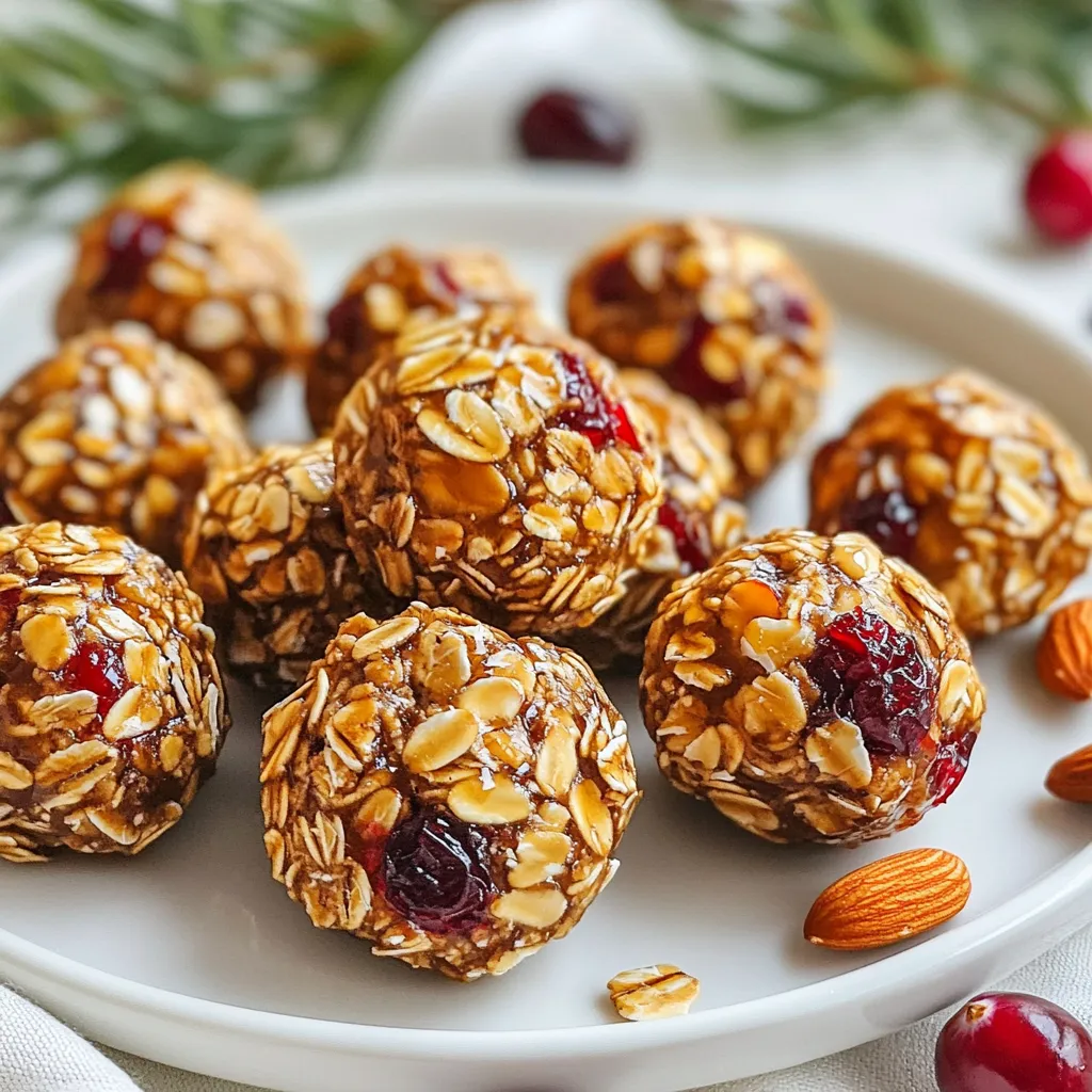 Für die Cranberry Almond Energy Bites benötigen Sie: - 1 Tasse Haferflocken - 1/2 Tasse Mandelbutter - 1/2 Tasse Honig oder Ahornsirup - 1/2 Tasse getrocknete Cranberries, gehackt - 1/4 Tasse gehobelte Mandeln - 1/4 Tasse Chiasamen - 1 Teelöffel Vanilleextrakt - Eine Prise Meersalz Diese Zutaten sorgen für einen nahrhaften Snack. Haferflocken geben Energie und Ballaststoffe. Mandelbutter bringt gesunde Fette und Protein. Cranberries fügen eine süße, fruchtige Note hinzu. Chiasamen sind voll von Omega-3-Fettsäuren. Sie helfen, das allgemeine Wohlbefinden zu fördern. Wenn Sie nicht alle Zutaten haben, gibt es Alternativen: - Anstelle von Haferflocken können Sie Quinoa verwenden. - Ersetzen Sie Mandelbutter durch Erdnussbutter oder Sonnenblumenbutter. - Verwenden Sie Agavendicksaft statt Honig oder Ahornsirup. - Statt getrockneter Cranberries können Sie Rosinen oder Datteln nehmen. - Gehobelte Mandeln können durch Walnüsse oder Cashews ersetzt werden. - Chiasamen können durch Leinsamen ersetzt werden. Diese Alternativen bieten Ihnen Flexibilität. Sie können die Snacks an Ihren Geschmack anpassen. Die Zutaten bieten viele Nährstoffe: - Haferflocken: Gut für die Verdauung. Sie halten Sie lange satt. - Mandelbutter: Liefert gesunde Fette. Sie unterstützt die Herzgesundheit. - Honig oder Ahornsirup: Natürliche Süßstoffe, die Energie liefern. - Cranberries: Reich an Antioxidantien. Sie helfen, das Immunsystem zu stärken. - Gehobelte Mandeln: Voller Vitamin E. Es unterstützt die Hautgesundheit. - Chiasamen: Bieten Ballaststoffe und Omega-3-Fettsäuren. Sie sind gut für das Herz. - Vanilleextrakt: Verbessert den Geschmack und hat beruhigende Eigenschaften. Diese Snacks sind nicht nur lecker, sondern auch gut für Ihre Gesundheit. Sie sind ideal für einen schnellen Energieschub. {{ingredient_image_2}} Zuerst müssen Sie alle Zutaten bereitstellen. Sie benötigen: - 1 Tasse Haferflocken - 1/2 Tasse Mandelbutter - 1/2 Tasse Honig oder Ahornsirup - 1/2 Tasse getrocknete Cranberries, gehackt - 1/4 Tasse gehobelte Mandeln - 1/4 Tasse Chiasamen - 1 Teelöffel Vanilleextrakt - Eine Prise Meersalz Sammeln Sie eine große Rührschüssel und einen Löffel. Das macht das Mischen leichter. Geben Sie die Haferflocken, Mandelbutter und den Honig oder Ahornsirup in die Schüssel. Rühren Sie die Mischung gut um, bis sie glatt ist. Jetzt fügen Sie die gehackten Cranberries, gehobelten Mandeln, Chiasamen, Vanilleextrakt und eine Prise Meersalz hinzu. Mischen Sie alles gut, bis die Masse klebrig ist. Dies sorgt dafür, dass die Energiehäppchen gut zusammenhalten. Nehmen Sie kleine Portionen der Mischung. Rollen Sie diese mit den Händen zu Bällchen. Jedes Bällchen sollte etwa 2,5 cm groß sein. Legen Sie die geformten Häppchen auf ein Backblech oder einen Teller. Achten Sie darauf, dass sie sich nicht berühren, damit sie nicht zusammenkleben. Stellen Sie das Backblech oder den Teller für mindestens 30 Minuten in den Kühlschrank. Dies hilft, die Energiehäppchen fest zu machen. Nach der Kühlzeit bewahren Sie die Häppchen in einem luftdichten Behälter im Kühlschrank auf. So bleiben sie bis zu einer Woche frisch. Um perfekte Cranberry Almond Energy Bites zu machen, achten Sie auf die Messung. Verwenden Sie einen Messbecher für die Haferflocken und die Mandelbutter. Wenn Sie zu viel oder zu wenig nehmen, kann die Mischung nicht gut binden. Auch die Temperatur der Zutaten spielt eine Rolle. Kalte Mandelbutter kann schwer zu mischen sein. Lassen Sie die Mandelbutter etwas wärmer werden, falls nötig. Um die Konsistenz Ihrer Energiehäppchen zu verbessern, probieren Sie diese Tipps. Fügen Sie mehr Haferflocken hinzu, wenn die Mischung zu feucht ist. Wenn sie zu trocken ist, geben Sie einen kleinen Spritzer Wasser oder mehr Mandelbutter hinzu. Das Kneten mit den Händen hilft, die Zutaten gut zu vermengen. Achten Sie darauf, dass die Mischung klebrig ist, denn das sorgt für die richtige Textur. Für mehr Geschmack können Sie die Energiehäppchen auf verschiedene Arten servieren. Legen Sie sie in ein Einmachglas für eine schöne Präsentation. Streuen Sie gehobelte Mandeln und getrocknete Cranberries rundherum. Dies macht es noch bunter und einladender. Sie können auch eine Schokoladensauce oder einen Joghurt-Dip dazu reichen. Das gibt einen zusätzlichen Geschmackskick und macht das Snacken noch lustiger! Pro Tipps Die richtige Konsistenz: Achten Sie darauf, dass die Mischung gut vermengt und klebrig ist, damit die Energiehäppchen gut zusammenhalten. Variationen ausprobieren: Fühlen Sie sich frei, andere Nüsse oder Trockenfrüchte hinzuzufügen, um verschiedene Geschmäcker zu kreieren. Vorkühlen: Stellen Sie sicher, dass die Häppchen ausreichend im Kühlschrank kühlen, um ihre Form zu behalten und die Aromen zu intensivieren. Perfekte Portionierung: Verwenden Sie einen Esslöffel oder einen Eisportionierer, um gleichmäßige Bällchen zu formen und eine konsistente Größe zu gewährleisten. {{image_4}} Wenn Sie gerne experimentieren, probieren Sie andere Nüsse. Walnüsse oder Cashews passen gut. Diese Nüsse bringen einen anderen Geschmack. Sie sind auch reich an Nährstoffen. Für Trockenfrüchte können Sie Rosinen oder Aprikosen verwenden. Diese Früchte sorgen für Süße und Farbe. Möchten Sie eine vegane Version? Ersetzen Sie den Honig durch Ahornsirup. Mandelbutter ist schon vegan. Achten Sie darauf, dass alle Zutaten pflanzlich sind. So genießen Sie die Energiehäppchen ohne tierische Produkte. Für einen extra Nährstoffkick fügen Sie Leinsamen hinzu. Sie sind reich an Omega-3-Fettsäuren. Auch Proteinpulver kann helfen, den Proteingehalt zu erhöhen. Probieren Sie auch Kakaonibs für einen schokoladigen Geschmack. Diese Optionen machen Ihre Snacks noch gesünder und leckerer. Die Cranberry Almond Energy Bites bleiben frisch, wenn Sie sie richtig lagern. Bewahren Sie sie in einem luftdichten Behälter auf. So bleibt die Feuchtigkeit erhalten und sie trocknen nicht aus. Stellen Sie den Behälter in den Kühlschrank. So sind sie bis zu einer Woche haltbar. Diese leckeren Snacks sind bis zu einer Woche frisch. Achten Sie darauf, die Bällchen gut zu verschließen. Wenn sie unangenehm riechen oder anders aussehen, werfen Sie sie weg. Das hilft, Ihre Gesundheit zu schützen. Sie können die Energiehäppchen auch einfrieren. Legen Sie sie in einen gefrierfesten Behälter oder in einen Beutel. So halten sie sich bis zu drei Monate. Wenn Sie einen Snack brauchen, nehmen Sie ein paar heraus. Lassen Sie sie an der Luft auftauen oder in der Mikrowelle kurz erwärmen. So sind sie schnell wieder genussbereit. Ein Cranberry Almond Energy Bite hat etwa 100 Kalorien. Die genaue Zahl hängt von der Größe der Bällchen ab. Wenn Sie sie kleiner machen, hat jeder Biss weniger Kalorien. Diese Snacks sind nahrhaft und geben Ihnen Energie. Ja, Sie können anstelle von Honig auch Sirup verwenden. Ahornsirup ist eine gute Wahl. Er hat einen süßen Geschmack und macht die Bites lecker. Es gibt viele Alternativen, aber achten Sie darauf, dass sie dickflüssig sind. So bleibt die Mischung gut zusammen. Ja, diese Energiehäppchen sind für Kinder geeignet. Sie enthalten gesunde Zutaten wie Haferflocken und Mandeln. Diese Snacks sind nahrhaft und einfach zu essen. Achten Sie darauf, dass Kinder keine Allergien gegen Nüsse haben. Sie sind auch eine tolle Option für den kleinen Hunger zwischendurch. Cranberry Almond Energy Bites sind einfach zuzubereiten und bieten viele Nährstoffe. Wir haben die besten Zutaten und Alternativen besprochen. Zudem gibt es Tipps, um Fehler zu vermeiden und die Konsistenz zu verbessern. Variationen mit anderen Nüssen und Trockenfrüchten sorgen für Abwechslung. Denke daran, sie richtig zu lagern, damit sie frisch bleiben. Experimentiere mit den Rezepten und genieße gesunde Snacks, die dir Energie geben.