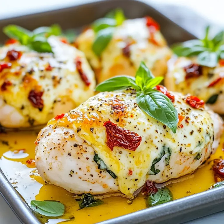 Für mein überbackenes Frischkäse-Hühnchen brauche ich einige wichtige Zutaten: - 4 Hähnchenbrustfilets ohne Haut und Knochen - 225 g Frischkäse, weichgerührt - 1 Tasse geriebener Mozzarella-Käse - 1 Tasse Babyspinat, gehackt - ½ Tasse getrocknete Tomaten, klein gehackt - 2 Knoblauchzehen, fein gehackt Diese Zutaten machen das Gericht besonders saftig und lecker. Um den Geschmack zu heben, verwende ich auch Gewürze und Öle: - 1 Teelöffel italienische Gewürzmischung - Salz und Pfeffer nach Geschmack - 1 Esslöffel Olivenöl Die italienische Gewürzmischung bringt frische Kräuter und Aromen in mein Gericht. Falls du etwas anderes probieren möchtest, gibt es tolle Alternativen: - Statt Hähnchen kannst du Putenbrust nehmen. - Verwende Frischkäse mit Kräutern für mehr Geschmack. - Ricotta kann auch eine gute Wahl sein. - Für eine vegetarische Option ersetze das Hühnchen durch Zucchini oder Auberginen. Diese Alternativen helfen dir, das Rezept nach deinem Geschmack anzupassen. {{ingredient_image_2}} Zuerst heizen Sie Ihren Ofen auf 190°C vor. Das ist wichtig, damit das Hühnchen gleichmäßig gart. Nehmen Sie dann alle Zutaten heraus. Sie brauchen: - 4 Hähnchenbrustfilets ohne Haut und Knochen - 225 g Frischkäse, weichgerührt - 1 Tasse geriebener Mozzarella-Käse - 1 Tasse Babyspinat, gehackt - ½ Tasse getrocknete Tomaten, klein gehackt - 2 Knoblauchzehen, fein gehackt - 1 Teelöffel italienische Gewürzmischung - Salz und Pfeffer nach Geschmack - 1 Esslöffel Olivenöl - Frische Basilikumblätter zur Garnitur (optional) Jetzt können Sie die Füllung vorbereiten. In einer mittleren Schüssel mischen Sie den weichgerührten Frischkäse, den geriebenen Mozzarella, den gehackten Spinat, die getrockneten Tomaten, den Knoblauch und die Gewürze. Fügen Sie Salz und Pfeffer hinzu. Rühren Sie alles gut um, bis es gleichmäßig aussieht. Legen Sie die Hähnchenbrustfilets auf ein Backblech. Achten Sie darauf, dass das Blech mit Backpapier ausgelegt ist. Mit einem scharfen Messer schneiden Sie vorsichtig ein Fach in jede Brust. Seien Sie vorsichtig, dass Sie nicht durchschneiden. Füllen Sie die Frischkäsemischung großzügig in das Fach. Das macht das Hühnchen saftig und lecker. Träufeln Sie die gefüllten Hähnchenbrustfilets mit Olivenöl. Würzen Sie sie dann mit etwas Salz und Pfeffer. Backen Sie das Hühnchen nun im vorgeheizten Ofen für 25 bis 30 Minuten. Achten Sie darauf, dass das Fleisch eine Innentemperatur von 75°C erreicht. Nach dem Backen nehmen Sie das Blech heraus. Lassen Sie das Hühnchen für 5 Minuten ruhen. Servieren Sie es dann auf einem Teller. Ein Spritzer Olivenöl und frische Basilikumblätter machen das Gericht schön. Denken Sie daran, das Hühnchen mit gedämpftem Gemüse oder einem Salat zu servieren. Das rundet die Mahlzeit ab. Um perfekte Hähnchenbrustfilets zu machen, achte auf folgende Punkte: - Frische Zutaten: Kaufe frische Hähnchenbrustfilets. Sie schmecken besser. - Richtige Dicke: Wähle Filets mit ähnlicher Dicke. So garen sie gleichmäßig. - Marinieren: Marinieren hilft, das Fleisch zart zu machen. Nutze Olivenöl, Zitrone oder Kräuter. - Temperatur: Lass das Hähnchen vor dem Kochen auf Zimmertemperatur kommen. Bei der Zubereitung gibt es einige häufige Fehler: - Zu hohe Temperatur: Backe das Hähnchen nicht bei zu hoher Hitze. Es wird außen trocken. - Unzureichendes Ruhen: Lass das Hühnchen nach dem Backen ruhen. So bleibt der Saft im Fleisch. - Überfüllung: Fülle die Hähnchenbrust nicht zu voll. Die Füllung kann herausquellen. - Mangelnde Würze: Vergiss nicht, das Hähnchen gut zu würzen. So schmeckt es besser. Die Präsentation macht viel aus. Hier sind einige Tipps: - Farbige Beilagen: Serviere das Hühnchen mit buntem Gemüse oder einem Salat. - Schöne Teller: Nutze weiße oder hellfarbige Teller. Sie heben die Farben hervor. - Garnierung: Dekoriere das Hühnchen mit frischen Basilikumblättern. Das sieht toll aus. - Olivenöl-Träufeln: Träufele etwas Olivenöl über das Gericht. Das macht es appetitlicher. Mit diesen Tipps kannst du dein Baked Cream Cheese Chicken perfekt zubereiten und anrichten. Pro Tipps Guten Frischkäse wählen: Verwenden Sie hochwertigen Frischkäse, um eine cremige und geschmackvolle Füllung zu erhalten. Achten Sie darauf, dass der Frischkäse gut gerührt ist, damit er sich einfach verteilen lässt. Hähnchen richtig füllen: Seien Sie vorsichtig beim Schneiden der Hähnchenbrust, damit das Fach nicht durchtrennt wird. Dies sorgt dafür, dass die Füllung beim Backen nicht ausläuft. Temperatur überprüfen: Verwenden Sie ein Fleischthermometer, um sicherzustellen, dass das Hähnchen eine Innentemperatur von 75°C (165°F) erreicht hat, bevor Sie es servieren. So bleibt das Fleisch saftig und zart. Die richtige Beilage wählen: Kombinieren Sie das gefüllte Hühnchen mit einem leichten Salat oder gedämpftem Gemüse. Das bringt nicht nur Farbe auf den Teller, sondern sorgt auch für eine ausgewogene Mahlzeit. {{image_4}} Wenn du eine vegetarische Option suchst, kannst du das Hähnchen durch Zucchini oder Auberginen ersetzen. Schneide das Gemüse längs auf und fülle es mit der Frischkäsemischung. Das Gemüse wird weich und saftig im Ofen. Es ist eine tolle Alternative für alle, die kein Fleisch essen. Um das Gericht aufregender zu machen, füge verschiedene Kräuter hinzu. Frischer Thymian oder Oregano passen gut. Du kannst auch etwas Feta-Käse in die Füllung geben. Das sorgt für eine salzige Note. Wenn du es schärfer magst, gib eine Prise Chiliflocken in die Mischung. Wenn du auf Gluten achtest, ist dieses Gericht bereits glutenfrei. Du kannst auch die Käsesorten anpassen. Verwende laktosefreien Frischkäse, wenn nötig. Für eine kalorienärmere Variante, reduziere die Menge an Käse oder nutze fettarmen Frischkäse. Wenn Sie Reste vom überbackenen Frischkäse-Hühnchen haben, kühlen Sie es schnell ab. Legen Sie das Hühnchen in einen luftdichten Behälter. Stellen Sie sicher, dass der Behälter gut schließt. So bleibt das Gericht frisch. Sie können das Hühnchen bei 4°C im Kühlschrank aufbewahren. Um es wieder aufzuwärmen, nutzen Sie den Ofen oder die Mikrowelle. Bei der Mikrowelle erwärmen Sie es in kurzen Intervallen. Überprüfen Sie die Temperatur, um sicherzustellen, dass es gut erhitzt ist. Das überbackene Frischkäse-Hühnchen hält sich im Kühlschrank etwa 3 bis 4 Tage. Achten Sie darauf, den Behälter gut zu verschließen. Wenn Sie es länger aufbewahren möchten, denken Sie ans Einfrieren. So bleibt der Geschmack besser erhalten. Schauen Sie immer nach dem Haltbarkeitsdatum der Zutaten, die Sie verwendet haben. Um das Hühnchen einzufrieren, lassen Sie es zuerst abkühlen. Wickeln Sie jede Portion gut in Folie ein. Sie können auch einen speziellen Gefrierbeutel nutzen. Achten Sie darauf, die Luft gut herauszudrücken. So verhindern Sie Frostschäden. Das Hühnchen bleibt bis zu 3 Monate im Gefrierfach frisch. Zum Aufwärmen nehmen Sie es am besten einen Tag vorher aus dem Gefrierfach und lassen es im Kühlschrank auftauen. Danach können Sie es im Ofen oder in der Mikrowelle aufwärmen. Das Hühnchen muss 25-30 Minuten im Ofen bleiben. Die genaue Zeit hängt von der Dicke der Hähnchenbrustfilets ab. Sie sollten die Innentemperatur von 75°C (165°F) erreichen. Damit wissen Sie, dass das Hühnchen gut durchgegart ist. Lassen Sie das Hühnchen nach dem Backen fünf Minuten ruhen. So bleibt es saftig und zart. Ja, Sie können andere Käsesorten verwenden. Cheddar oder Gouda sind gute Alternativen. Diese Käsesorten bringen einen anderen Geschmack. Wenn Sie experimentieren möchten, probieren Sie Feta oder Blauschimmelkäse. Diese Käsesorten geben dem Gericht eine spannende Note. Achten Sie darauf, den Käse gut zu kombinieren, damit die Füllung cremig bleibt. Zu diesem Gericht passen viele Beilagen. Gedämpftes Gemüse ist eine leichte Wahl. Brokkoli oder grüne Bohnen harmonieren gut mit Hühnchen. Ein frischer Salat sorgt für einen knackigen Kontrast. Auch Reis oder Kartoffeln sind gute Optionen. Sie helfen, die köstliche Füllung perfekt zu ergänzen. In diesem Artikel haben wir die wichtigsten Zutaten und Schritte für überbackenes Frischkäse-Hühnchen besprochen. Wir haben Tipps gegeben, um das Gericht perfekt zuzubereiten, und über leckere Variationen gesprochen. Es ist einfach, das Rezept nach deinem Geschmack anzupassen. Denke daran, die Aufbewahrungshinweise zu beachten, damit nichts verschwendet wird. Mit den Antworten auf häufige Fragen bist du nun bestens gerüstet. Probiere es selbst aus und genieße dein köstliches Hühnchen!