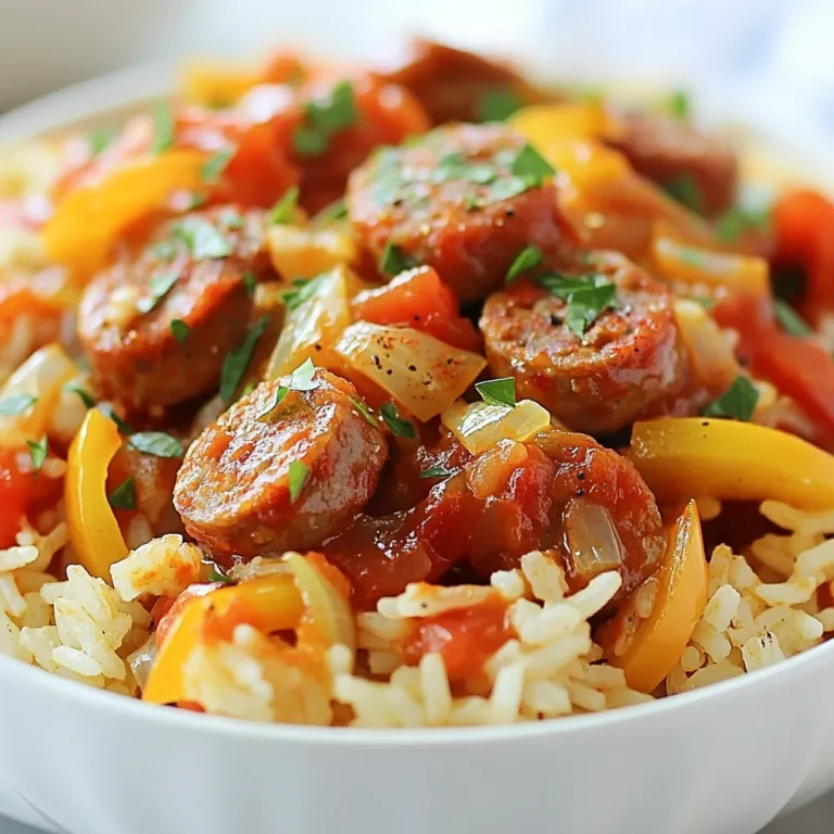 Für dieses leckere Gericht brauchen wir: - 450 g italienische Wurst (mild oder scharf, nach Wahl) - 400 g Langkornreis - 1 mittelgroße Zwiebel, gewürfelt - 3 Knoblauchzehen, gehackt - 1 Paprika (jede Farbe), gewürfelt - 1 Dose (410 g) gewürfelte Tomaten mit Chili - 1 Liter Hühnerbrühe Die Wurst bringt viel Geschmack. Der Reis füllt das Gericht gut aus. Die Zwiebel und der Knoblauch geben ein tolles Aroma. Die Paprika sorgt für Farbe und Knackigkeit. Um das Gericht noch besser zu machen, brauchen wir: - 1 Teelöffel Paprika - 1 Teelöffel getrockneter Oregano - Salz und Pfeffer nach Geschmack Die Gewürze machen die Wurst und den Reis lebendig. Paprika gibt eine süße Note, während Oregano für einen herzhaften Geschmack sorgt. Um das Gericht schön zu servieren, empfehle ich: - Frische Petersilie, gehackt (zum Garnieren) Die frische Petersilie gibt einen tollen Farb- und Aromakick. Du kannst das Gericht auch mit einem Stück Baguette servieren. Es passt super zu dem saftigen Wurst und Reis. {{ingredient_image_2}} Zuerst bereiten Sie alle Zutaten vor. Schneiden Sie die Zwiebel und die Paprika in kleine Stücke. Hacken Sie den Knoblauch fein. Dies macht das Kochen einfach. Entfernen Sie die Haut der Wurst und schneiden Sie sie in kleine Stücke. So brät die Wurst gleichmäßig. Halten Sie alles bereit, bevor Sie mit dem Kochen beginnen. Erhitzen Sie einen großen Topf bei mittlerer bis hoher Hitze. Geben Sie die Wurst hinein und braten Sie sie an. Rühren Sie die Wurst mit einem Löffel, bis sie braun ist. Das dauert etwa 5 bis 7 Minuten. Fügen Sie dann die Zwiebel, den Knoblauch und die Paprika hinzu. Braten Sie das Gemüse für 3 bis 4 Minuten an, bis es weich wird. Der Duft wird köstlich sein! Jetzt ist es Zeit für den Reis. Geben Sie den Langkornreis in den Topf und rühren Sie gut um. Rösten Sie den Reis 2 Minuten lang, damit er Geschmack aufnimmt. Gießen Sie dann die gewürfelten Tomaten und die Hühnerbrühe dazu. Streuen Sie Paprika, Oregano, Salz und Pfeffer darüber. Rühren Sie alles gut durch. Bringen Sie die Mischung zum Kochen, dann reduzieren Sie die Hitze. Decken Sie den Topf ab und lassen Sie das Ganze 20 bis 25 Minuten köcheln. Der Reis wird weich und nimmt die Flüssigkeit auf. Nach dem Kochen lockern Sie den Reis mit einer Gabel auf. Servieren Sie das Gericht heiß und garnieren Sie es mit frischer Petersilie. Wählen Sie die Wurst, die Ihnen am besten gefällt. Italienische Wurst ist ideal. Sie können milde oder scharfe Wurst nehmen, je nach Ihrem Geschmack. Achten Sie darauf, die Wurst vor dem Kochen in kleine Stücke zu schneiden. So brät sie gleichmäßig und wird schön knusprig. Braten Sie die Wurst in einem großen Topf an. Verwenden Sie mittlere bis hohe Hitze. Rühren Sie regelmäßig um, damit sie nicht anbrennt. Wenn die Wurst gut gebräunt ist, schmeckt sie besser. Der Reis ist ein wichtiger Teil dieses Gerichts. Verwenden Sie Langkornreis für die beste Textur. Rühren Sie den Reis kurz an, bevor Sie die Flüssigkeit hinzufügen. So wird der Reis leicht geröstet und nimmt den Geschmack besser auf. Wenn Sie die Hühnerbrühe hinzufügen, stellen Sie sicher, dass sie heiß ist. So bleibt die Kochtemperatur stabil. Lassen Sie den Reis 20 bis 25 Minuten köcheln. Decken Sie den Topf gut ab, damit der Dampf nicht entweicht. Nach dem Kochen lockern Sie den Reis mit einer Gabel auf. Ein häufiger Fehler ist, die Wurst zu lange zu braten. Dies macht sie trocken. Achten Sie darauf, die Wurst nur so lange zu braten, bis sie goldbraun ist. Ein weiterer Fehler ist, den Reis nicht gut umzurühren. Rühren Sie ihn gut um, wenn Sie ihn hinzufügen. So klebt er nicht zusammen. Überprüfen Sie auch den Salzgehalt. Fügen Sie Salz und Pfeffer nach Geschmack hinzu, aber probieren Sie zuerst. Wenn Sie das Gericht zu früh abdecken, kann es nicht richtig kochen. Lassen Sie es immer 20 bis 25 Minuten köcheln, um den besten Geschmack zu erzielen. Pro Tipps Wurst auswählen: Verwenden Sie eine Mischung aus milden und scharfen Würsten für einen interessanten Geschmacksunterschied. Reis vorbereiten: Spülen Sie den Reis vor dem Kochen gründlich ab, um überschüssige Stärke zu entfernen und ein Verkleben zu vermeiden. Gemüse variieren: Experimentieren Sie mit verschiedenen Gemüsesorten wie Zucchini oder Brokkoli, um das Gericht noch farbenfroher und nahrhafter zu machen. Garnitur optimieren: Fügen Sie vor dem Servieren einen Spritzer frischen Zitronensaft hinzu, um die Aromen aufzufrischen. {{image_4}} Du kannst die Wurst durch pflanzliche Alternativen ersetzen. Tofu oder Tempeh sind tolle Optionen. Diese geben deinem Gericht einen herzhaften Geschmack. Du kannst auch eine Mischung aus Bohnen und Linsen verwenden. Achte darauf, sie gut zu würzen. So erhältst du ein schmackhaftes Ergebnis, das alle lieben werden. Wenn du es scharf magst, füge etwas Cayennepfeffer hinzu. Das bringt mehr Hitze in dein Gericht. Du kannst auch scharfe Wurst verwenden. Paprika mit Chili oder frische Jalapeños sind ebenfalls gute Optionen. Probiere, die Menge schrittweise zu erhöhen, um die perfekte Balance zu finden. Ein frischer grüner Salat passt gut zu diesem Gericht. Auch knuspriges Brot ist eine tolle Begleitung. Du kannst auch einen Joghurt-Dip machen, um die Schärfe zu mildern. Garniere das Gericht mit frischer Petersilie für mehr Farbe und Geschmack. Wenn Sie Reste von Ihrem Wurst und Reis Gericht haben, bewahren Sie diese in einem luftdichten Behälter auf. Lassen Sie das Essen zuerst auf Raumtemperatur abkühlen, bevor Sie es in den Kühlschrank stellen. So bleibt der Geschmack frisch. Das Gericht hält sich im Kühlschrank bis zu drei Tage. Achten Sie darauf, die Reste gut zu kennzeichnen, damit Sie wissen, was drin ist. Um das Gericht länger haltbar zu machen, können Sie es einfrieren. Teilen Sie die Portionen in geeignete Behälter oder Gefrierbeutel auf. Achten Sie darauf, so viel Luft wie möglich zu entfernen, um Gefrierbrand zu vermeiden. Beschriften Sie die Behälter mit dem Datum. So wissen Sie, wie lange sie schon eingefroren sind. Das Gericht hält sich bis zu drei Monate im Gefrierfach. Um die Reste wieder aufzuwärmen, geben Sie diese in einen Topf oder eine Mikrowelle. Fügen Sie einen Spritzer Wasser oder Brühe hinzu, um das Gericht feucht zu halten. Erhitzen Sie es bei mittlerer Hitze, bis es gründlich warm ist. Rühren Sie gelegentlich um, um ein Anbrennen zu verhindern. Wenn Sie die Mikrowelle nutzen, stellen Sie sicher, dass Sie es in Intervallen von 1-2 Minuten aufwärmen und zwischendurch umrühren. So bleibt der Geschmack optimal. Dein Gericht hält sich gut im Kühlschrank. Du kannst es dort bis zu drei Tage aufbewahren. Achte darauf, es in einem luftdichten Behälter zu lagern. So bleibt der Geschmack frisch. Wenn du das Gericht länger aufbewahren möchtest, kannst du es einfrieren. Ja, du kannst die Wurst durch andere Zutaten ersetzen. Zum Beispiel sind Hähnchen oder Pute gute Alternativen. Auch vegetarische Würste funktionieren gut. So passt das Gericht zu verschiedenen diätischen Vorlieben. Experimentiere mit deinen Lieblingszutaten für einen neuen Geschmack. Zu diesem Gericht passen verschiedene Beilagen. Ein frischer Salat ergänzt die Aromen perfekt. Auch knuspriges Brot ist eine tolle Wahl. Wenn du möchtest, kannst du etwas Joghurt oder saure Sahne dazu reichen. So wird die Mahlzeit noch leckerer! In diesem Blogbeitrag haben wir die besten Zutaten für Wurst und Reis besprochen. Wir hatten eine Schritt-für-Schritt-Anleitung, damit du das Gericht einfach zubereiten kannst. Tipps zu Gewürzen und häufigen Fehlern haben dir geholfen, perfekt zu kochen. Du hast auch Variationen entdeckt, um das Gericht interessanter zu machen. Denk daran, Reste richtig zu lagern, um später zu genießen. Mit diesen Informationen kannst du dein Wurst-und-Reis-Gericht optimieren und nach deinem Geschmack anpassen. Viel Spaß beim Kochen!