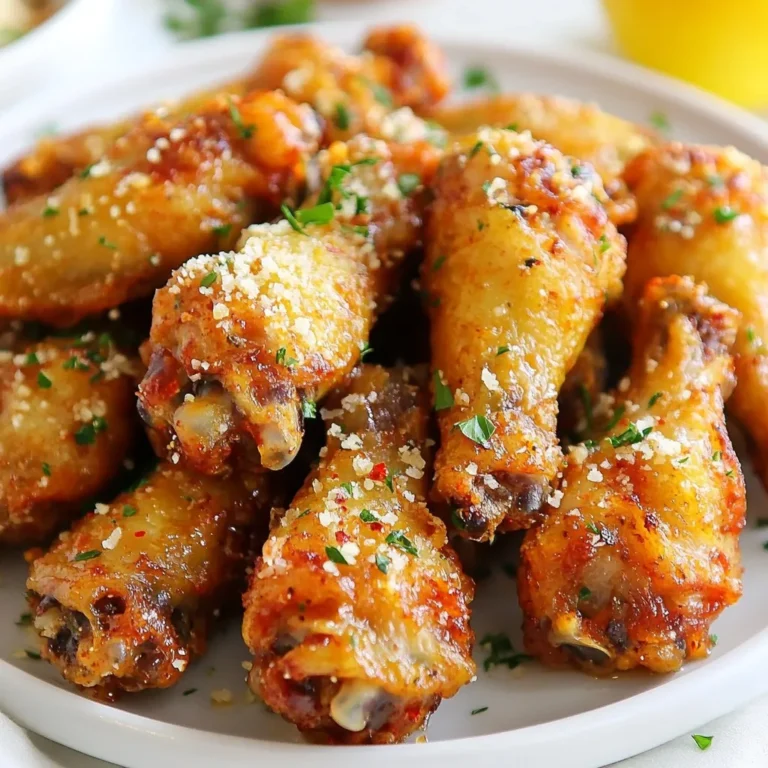 Für diese leckeren Air Fryer Knoblauch Parmesan Flügel benötigst du: - 900 g Hähnchenflügel - 1 Esslöffel Olivenöl - 100 g frisch geriebener Parmesan - ¼ Tasse frische Petersilie, gehackt - Schale von 1 Zitrone Diese Zutaten sorgen für einen vollen und frischen Geschmack. Die Hähnchenflügel sind die Hauptdarsteller in diesem Gericht. Achte darauf, dass sie frisch sind. Die richtige Mischung aus Gewürzen bringt die Flügel zum Leben. Hier sind die Gewürze, die du brauchst: - 1 Teelöffel Knoblauchpulver - 1 Teelöffel Zwiebelpulver - ½ Teelöffel schwarzer Pfeffer - ½ Teelöffel Salz - ½ Teelöffel Paprika Diese Gewürze verleihen den Flügeln Tiefe und Geschmack. Knoblauchpulver sorgt für den typischen Knoblauchgeschmack, während Paprika leichten Rauch hinzufügt. Wenn du es etwas schärfer magst, kannst du rote Paprikaflocken hinzufügen. - Rote Paprikaflocken (nach Geschmack) Diese Flocken geben den Flügeln einen tollen Kick. Experimentiere mit der Menge, um den perfekten Schärfegrad zu finden. {{ingredient_image_2}} Zuerst müssen Sie die Hähnchenflügel gut vorbereiten. Tupfen Sie die Flügel mit Küchenpapier trocken. Dieser Schritt ist wichtig, um die Flügel knusprig zu machen. Wenn die Flügel zu feucht sind, werden sie nicht so lecker. Jetzt geht es ans Marinieren. Nehmen Sie eine große Schüssel und geben Sie die Flügel hinein. Fügen Sie 1 Esslöffel Olivenöl, 1 Teelöffel Knoblauchpulver, 1 Teelöffel Zwiebelpulver, ½ Teelöffel schwarzen Pfeffer, ½ Teelöffel Salz und ½ Teelöffel Paprika hinzu. Mischen Sie alles gut, bis die Flügel gleichmäßig bedeckt sind. Lassen Sie die Flügel mindestens 30 Minuten marinieren, um den Geschmack zu verstärken. Sie können sie auch bis zu 2 Stunden im Kühlschrank lassen. Heizen Sie Ihren Air Fryer auf 193 °C (380 °F) für etwa 5 Minuten vor. Legen Sie dann die marinierten Flügel in den Korb des Air Fryers. Achten Sie darauf, dass sie in einer einzelnen Schicht liegen. Frittieren Sie die Flügel 25-30 Minuten lang. Schütteln Sie den Korb nach der Hälfte der Zeit. So werden die Flügel gleichmäßig gar und sind am Ende goldbraun und knusprig. Um knusprige Flügel zu bekommen, ist das Trocknen wichtig. Tupfen Sie die Hähnchenflügel vor dem Marinieren gut ab. Feuchtigkeit macht sie weich. Verwenden Sie auch Olivenöl, um die Gewürze gut haften zu lassen. Ein weiterer Trick ist, die Flügel in einer einzigen Schicht im Air Fryer zu legen. So bekommen sie alle gleichmäßig Hitze. Stellen Sie Ihren Air Fryer auf 193 °C (380 °F) ein. Frittieren Sie die Flügel für 25 bis 30 Minuten. Schütteln Sie den Korb nach der Hälfte der Zeit. So garen die Flügel gleichmäßig. Überprüfen Sie nach 25 Minuten die Farbe. Sie sollten goldbraun und knusprig sein. Für Dips empfehle ich Ranch-Dressing oder eine scharfe Sauce. Beide passen gut zu den Flügeln. Als Beilage können Sie Selleriestangen und Karotten anbieten. Sie bringen einen frischen Crunch. Oder machen Sie einen einfachen grünen Salat für etwas mehr Farbe auf dem Teller. Pro Tipps Hähnchenflügel richtig trocknen: Tupfen Sie die Flügel gründlich mit Küchenpapier trocken. Dies hilft, überschüssige Feuchtigkeit zu entfernen und sorgt für eine perfekte Knusprigkeit. Marinierzeit verlängern: Für intensiveren Geschmack können Sie die Flügel bis zu 2 Stunden im Kühlschrank marinieren. Dies lässt die Gewürze besser einziehen. Air Fryer nicht überladen: Frittieren Sie die Flügel in einer einzigen Schicht. Überfüllung führt zu ungleichmäßiger Garung und weniger Knusprigkeit. Parmesan sofort hinzufügen: Vermengen Sie die frisch frittierten Flügel sofort mit der Parmesan-Mischung, damit der Käse schmelzen kann und besser haftet. {{image_4}} Wenn du deine Flügel noch interessanter machen möchtest, probiere neue Gewürze. Du kannst zum Beispiel italienische Gewürzmischungen nutzen. Mische Oregano, Basilikum und Thymian für einen tollen Geschmack. Oder füge ein wenig Cayennepfeffer für Schärfe hinzu. Die Möglichkeiten sind endlos. Experimentiere und finde deine Lieblingsmischung. Parmesan ist großartig, aber du kannst auch andere Käsesorten verwenden. Gruyère oder Pecorino Romano geben den Flügeln eine neue Note. Du kannst auch eine Mischung aus verschiedenen Käsesorten probieren. Das sorgt für mehr Geschmack und macht die Flügel noch appetitlicher. Sei kreativ und entdecke neue Kombinationen. Wenn du kein Fleisch isst, gibt es viele Alternativen. Blumenkohlflügel sind eine tolle Wahl. Sie nehmen die Aromen gut auf und sind knusprig. Du kannst auch Tofu verwenden. Mariniere ihn wie die Flügel und frittiere ihn im Air Fryer. So erhältst du eine leckere, gesunde Option. Egal, für was du dich entscheidest, diese Variationen machen deine Mahlzeiten spannend und lecker. Um die Reste Ihrer Air Fryer Garlic Parmesan Wings sicher zu lagern, legen Sie sie in einen luftdichten Behälter. Achten Sie darauf, dass die Flügel vollständig abgekühlt sind, bevor Sie sie lagern. Dies verhindert Kondensation, die die Knusprigkeit beeinträchtigen kann. Sie können die Flügel auch in einer Schicht auf einem Teller anrichten und mit Frischhaltefolie abdecken. Wenn Sie die Flügel aufwärmen möchten, nutzen Sie den Air Fryer. Stellen Sie ihn auf 180 °C ein und erwärmen Sie die Flügel für 5 bis 10 Minuten. So bleiben die Flügel knusprig. Alternativ können Sie sie auch im Ofen bei 180 °C für etwa 10 bis 15 Minuten aufwärmen. Vermeiden Sie die Mikrowelle, da sie die Flügel weich macht. Im Kühlschrank halten sich die Reste etwa 3 bis 4 Tage. Stellen Sie sicher, dass der Behälter gut verschlossen ist. Im Gefrierfach können die Flügel bis zu 3 Monate aufbewahrt werden. Wickeln Sie sie vorher gut ein, um Gefrierbrand zu vermeiden. Wenn Sie die Flügel auftauen, lassen Sie sie über Nacht im Kühlschrank. Die Zubereitung von Air Fryer Hähnchenflügeln dauert insgesamt etwa 1 Stunde. Davon sind 10 Minuten für die Vorbereitung und 25 bis 30 Minuten für das Frittieren nötig. Die Flügel sollten goldbraun und knusprig sein, bevor Sie sie herausnehmen. Ja, Sie können gefrorene Hähnchenflügel verwenden. Achten Sie darauf, die Flügel zuerst vollständig aufzutauen. Dies hilft, die Marinade besser aufzunehmen. Das Auftauen kann über Nacht im Kühlschrank erfolgen. Für die Frittierzeit müssen Sie möglicherweise 5 bis 10 Minuten mehr einplanen. Zu Knoblauch Parmesan Flügeln passen viele Beilagen. Hier sind einige beliebte Optionen: - Selleriestangen mit Blauschimmelkäse-Dip - Karottensticks - Pommes Frites oder Süßkartoffelpommes - Grüner Salat mit leichtem Dressing - Knoblauchbrot oder Baguette Diese Beilagen ergänzen den reichen Geschmack der Flügel und machen Ihr Gericht noch schmackhafter. Wir haben die besten Zutaten und Schritte für knusprige Hähnchenflügel erkundet. Die richtigen Gewürze bringen mehr Geschmack. Mit unserer Schritt-für-Schritt-Anleitung gelingt dir jedes Mal das perfekte Gericht. Beachte unsere Tipps, um die Flügel knusprig zu machen. Experimentiere mit Variationen für noch mehr Genuss. Achte auch auf die Lagerung und Aufwärmung, damit nichts verloren geht. Hähnchenflügel sind einfach und lecker. Probiere es aus und genieße die Vielfalt!