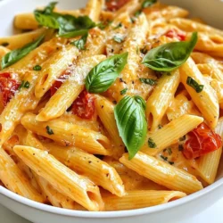 - 340 g Penne-Pasta - 475 ml Gemüsebrühe - 1 Dose (400 g) gewürfelte Tomaten (mit Säfte) - 240 ml Schlagsahne - 1 Tasse frische Basilikumblätter, gehackt - 1 mittlere Zwiebel, fein gehackt - 4 Knoblauchzehen, gehackt - 1 Teelöffel getrockneter Oregano - 1 Teelöffel Salz - 1/2 Teelöffel schwarzer Pfeffer - 1 Esslöffel Olivenöl - Parmesan, zum Servieren (optional) - Pinienkerne für ein nussiges Aroma - Frische Tomaten für mehr Frische - Chili-Flocken für einen zusätzlichen Kick - Spinat für mehr Farbe und Nährstoffe Wählen Sie frische Basilikumblätter. Sie geben das beste Aroma. Achten Sie beim Kauf von Tomaten auf die Dosen, die ganze Stücke enthalten. Sie sind oft saftiger. Verwenden Sie hochwertige Gemüsebrühe. Diese Brühe macht einen großen Unterschied im Geschmack. Wählen Sie die Pasta nach Ihrem Geschmack. Penne passt gut, aber andere Sorten funktionieren auch. Kaufen Sie frische Zwiebeln und Knoblauch. Diese Zutaten bringen mehr Geschmack in Ihr Gericht. {{ingredient_image_2}} Zuerst stelle ich den Instant Pot auf die Sauté-Stufe ein. Ich gebe dann einen Esslöffel Olivenöl hinein. Nach etwa einer Minute erwärmt sich das Öl gut. Jetzt füge ich die fein gehackte Zwiebel hinzu. Ich brate sie an, bis sie glasig ist, was etwa 3 bis 4 Minuten dauert. Der Duft ist schon jetzt köstlich! Dann rühre ich den gehackten Knoblauch und den Oregano ein. Ich gare alles für eine weitere Minute. Nun schalte ich den Sauté-Modus aus. Ich gebe die Gemüsebrühe und die gewürfelten Tomaten (mit Flüssigkeit) dazu. Dann kommen das Salz und der Pfeffer. Jetzt ist es Zeit für die Penne-Pasta. Ich achte darauf, dass sie gut in der Brühe eingetaucht ist. Dann schließe ich den Deckel des Instant Pots und stelle das Ventil auf „Sealing“. Ich wähle den Manuellen Modus für 5 Minuten. Nachdem die Zeit um ist, führe ich eine Schnellfreigabe durch. Ich drehe vorsichtig das Ventil auf „Venting“. Wenn der Druck weg ist, öffne ich den Deckel. Jetzt rühre ich die Schlagsahne und das gehackte Basilikum gründlich unter. Ich achte darauf, dass alles gut vermischt ist. Dann schmecke ich die Sauce ab und passe die Gewürze an. Falls die Sauce zu dick ist, gebe ich einen Schuss Gemüsebrühe hinzu. Jetzt ist die Pasta bereit! Ich serviere sie warm in großen Schüsseln. Ein Spritzer frisch geriebener Parmesan und einige Basilikumblätter obenauf machen das Gericht perfekt. Um die perfekte, cremige Sauce zu erreichen, beachten Sie diese Tipps: - Fügen Sie die Schlagsahne erst nach dem Druckkochen hinzu. So bleibt sie frisch. - Rühren Sie die Sahne gut ein, um Klumpen zu vermeiden. - Wenn die Sauce zu dick ist, geben Sie einfach etwas Gemüsebrühe dazu. Die richtigen Gewürze machen den Unterschied. Ich empfehle: - Oregano: Für einen herzhaften Geschmack. - Basilikum: Frisch gehackt bringt er Aromen heraus. - Pfeffer und Salz: Geschmack anpassen, aber nicht übertreiben. Manchmal kann beim Kochen etwas schiefgehen. Hier sind häufige Fehler: - Zu viel Flüssigkeit: Messen Sie die Brühe genau ab. Zu viel macht die Sauce wässrig. - Nicht genug Rühren: Rühren Sie die Pasta gut, um ein Ankleben zu vermeiden. - Schnellfreigabe übersehen: Vergessen Sie nicht, das Ventil richtig zu stellen, sonst bleibt der Druck. Pro Tipps Frische Kräuter hinzufügen: Fügen Sie die Basilikumblätter erst am Ende hinzu, um das volle Aroma und die Frische zu bewahren. Variationen der Pasta: Experimentieren Sie mit verschiedenen Pasta-Sorten wie Fusilli oder Farfalle, um Abwechslung in das Gericht zu bringen. Die Sauce anpassen: Wenn die Sauce zu dick ist, fügen Sie einen Schuss Gemüsebrühe oder Wasser hinzu, um die gewünschte Konsistenz zu erreichen. Parmesan richtig verwenden: Verwenden Sie frisch geriebenen Parmesan für den besten Geschmack und eine cremigere Textur, wenn Sie ihn unter die Pasta mischen. {{image_4}} Möchtest du eine vegane Variante der Pasta? Das ist einfach! Ersetze die Schlagsahne durch Kokoscreme oder eine Cashew-Sahne. Diese Optionen geben deiner Sauce eine cremige Textur. Nutze auch Gemüsebrühe ohne tierische Produkte. Parmesan kannst du durch Hefeflocken ersetzen. Das gibt einen herzhaften Geschmack. Du kannst die Pasta mit mehr Gemüse aufpeppen. Paprika, Zucchini oder Spinat passen gut dazu. Füge sie einfach zusammen mit der Zwiebel hinzu. So bekommst du mehr Geschmack und Nährstoffe. Du kannst auch tiefgefrorenes Gemüse verwenden. Das spart Zeit und ist praktisch. Statt Penne kannst du andere Nudeln verwenden. Fusilli oder Farfalle sind tolle Optionen. Sie nehmen die Sauce gut auf und machen das Gericht interessant. Du kannst auch glutenfreie Pasta wählen. Diese passt gut zu unserem Rezept und macht es für alle essbar. Lager deine Reste in einem luftdichten Behälter. Das hilft, die Frische zu bewahren. Du kannst die Pasta bei Raumtemperatur abkühlen lassen. Danach stelle sie in den Kühlschrank. Achte darauf, die Reste innerhalb von drei Tagen zu essen. So bleibt der Geschmack gut. Um die Pasta wieder warm zu machen, gebe sie in einen Topf. Füge einen Schuss Gemüsebrühe oder Wasser hinzu. Erhitze sie bei mittlerer Hitze und rühre gut um. Wenn du eine Mikrowelle nutzt, decke die Pasta mit einem feuchten Papierhandtuch ab. So wird sie gleichmäßig warm. Im Kühlschrank hält die Pasta bis zu drei Tage. Im Gefrierschrank bleibt sie bis zu drei Monate frisch. Achte darauf, die Pasta gut zu verpacken, bevor du sie einfrierst. Um die besten Ergebnisse zu haben, lasse sie langsam im Kühlschrank auftauen. So bleibt die Konsistenz angenehm. Die Zubereitung der Pasta dauert insgesamt nur 25 Minuten. Davon sind 10 Minuten für die Vorbereitung und 15 Minuten für das Kochen im Instant Pot. So schnell kannst du eine leckere Mahlzeit zaubern! Ja, diese Pasta ist gefrierbar. Du kannst die Reste in einem luftdichten Behälter aufbewahren. Achte darauf, die Pasta gut abzukühlen, bevor du sie einfrierst. So bleibt der Geschmack frisch! Ja, du kannst auch andere Kräuter verwenden. Thymian oder Petersilie passen gut dazu. Frische Kräuter bringen zusätzlichen Geschmack. Experimentiere mit dem, was du magst! In diesem Artikel haben wir die wichtigsten Zutaten und Tipps für deine Pasta behandelt. Du hast gelernt, welche Optionen gut passen und wie du die besten Zutaten auswählst. Ich habe dir auch eine einfache Schritt-für-Schritt-Anleitung gegeben, um sie perfekt zuzubereiten. Mit meinen Tipps und Tricks kannst du häufige Fehler vermeiden. Denke auch an kreative Variationen und die richtige Lagerung. Bereite deine Pasta voller Freude zu und genieße jedes Gericht.