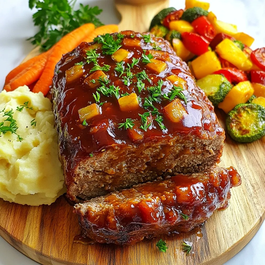 Um den ultimativen Hackbraten mit Ketchupglasur zuzubereiten, brauchen Sie: - 450 g Rinderhackfleisch - 450 g Putenhackfleisch - 1 Tasse Semmelbrösel (vorzugsweise aus Vollkorn) - 1/2 Tasse frisch geriebener Parmesan - 1 kleine Zwiebel, fein gehackt - 2 Knoblauchzehen, gepresst - 2 große Eier - 1/4 Tasse frische Petersilie, gehackt - 1 Esslöffel Worcestershiresauce - 1 Teelöffel getrockneter Oregano - 1 Teelöffel getrockneter Thymian - Salz und Pfeffer nach Geschmack - 1 Tasse Ketchup (geteilt) - 2 Esslöffel brauner Zucker Rinderhackfleisch und Putenhackfleisch sind die Hauptzutaten. Sie geben dem Hackbraten einen tollen Geschmack. Die Semmelbrösel binden die Mischung gut. Vollkornsemmelbrösel sorgen für einen nussigen Geschmack und mehr Ballaststoffe. Parmesan fügt Tiefe hinzu. Petersilie bringt Frische. Worcestershiresauce verstärkt die Aromen und macht das Gericht besonders lecker. Wenn Sie kein Rinderhackfleisch haben, können Sie auch nur Putenhackfleisch verwenden. Für eine glutenfreie Option nutzen Sie glutenfreie Semmelbrösel. Veganer können die Eier durch Leinsamen ersetzen. Mischen Sie 1 Esslöffel Leinsamen mit 2 Esslöffeln Wasser und lassen Sie es quellen. Das sorgt für die nötige Bindung. {{ingredient_image_2}} Zuerst heizen Sie Ihren Ofen auf 175°C vor. Legen Sie eine Kastenform mit Backpapier aus. Lassen Sie etwas Papier überstehen. So nehmen Sie den Hackbraten später leichter heraus. In einer großen Schüssel kombinieren Sie 450 g Rinderhackfleisch und 450 g Putenhackfleisch. Fügen Sie 1 Tasse Semmelbrösel und 1/2 Tasse frisch geriebenen Parmesan hinzu. Mischen Sie alles gut mit den Händen oder einem Löffel. Jetzt kommen die Aromen ins Spiel. Fügen Sie 1 kleine, fein gehackte Zwiebel und 2 gepresste Knoblauchzehen dazu. Geben Sie 2 große Eier, 1/4 Tasse frische, gehackte Petersilie, 1 Esslöffel Worcestershiresauce, 1 Teelöffel getrockneten Oregano und 1 Teelöffel getrockneten Thymian hinzu. Würzen Sie mit Salz und Pfeffer. Mischen Sie alles gründlich, bis die Zutaten gleichmäßig verteilt sind. Geben Sie die Fleischmischung in die vorbereitete Kastenform. Formen Sie sie zu einem Laib und glätten Sie die Oberseite mit einem Spatel. Für die Glasur mischen Sie in einer separaten Schüssel 3/4 Tasse Ketchup mit 2 Esslöffeln braunem Zucker. Bestreichen Sie die Oberseite des Hackbratens mit der Glasur. Bewahren Sie die restliche Glasur für später auf. Jetzt ist der Hackbraten bereit für den Ofen. Backen Sie ihn 1 Stunde lang. Nach dieser Zeit nehmen Sie den Hackbraten heraus. Bestreichen Sie ihn mit der restlichen Ketchupglasur. Stellen Sie ihn für weitere 15 Minuten zurück in den Ofen. Achten Sie darauf, dass die Innentemperatur 70°C erreicht. Nach dem Backen lassen Sie den Hackbraten 10 Minuten ruhen. So binden sich die Säfte besser und das Schneiden wird einfacher. Servieren Sie den Hackbraten warm. Kombinieren Sie ihn mit Beilagen wie Kartoffelpüree und geröstetem Gemüse. So wird Ihr Gericht ein echter Genuss! Um einen perfekten Hackbraten zu machen, gibt es einige Fehler, die man vermeiden sollte: - Zu viel oder zu wenig Feuchtigkeit: Achte darauf, die richtige Menge an Semmelbröseln zu verwenden. Zu viele machen ihn trocken, zu wenige lassen ihn auseinanderfallen. - Übermischen: Mische die Zutaten nur so lange, bis sie gut verbunden sind. Zu viel Mischen kann den Hackbraten zäh machen. - Nicht genug Würze: Vergiss nicht, genug Salz und Pfeffer hinzuzufügen. Dies ist wichtig für den Geschmack. Die Ketchupglasur ist ein Highlight. Du kannst sie einfach anpassen: - Balsamico-Glasur: Füge etwas Balsamico-Essig hinzu. Dies gibt eine süß-saure Note. - Chili-Ketchup: Verwende scharfen Ketchup für einen würzigen Kick. - Honig-Senf-Glasur: Mische Ketchup mit Honig und Senf für einen neuen Geschmack. Du kannst deinen Hackbraten noch besser machen, indem du einige Zutaten hinzufügst: - Gemüse: Füge kleine Stücke von Karotten oder Paprika hinzu. Das macht ihn bunter und gesünder. - Käse: Füge Käse wie Cheddar oder Gouda in die Mischung. Das sorgt für einen tollen Geschmack. - Kräuter: Experimentiere mit frischen Kräutern wie Basilikum oder Rosmarin. Sie geben zusätzliche Frische und Aroma. Pro Tipps Fleischwahl: Verwenden Sie eine Mischung aus Rinder- und Putenhackfleisch für eine perfekte Balance zwischen Geschmack und Saftigkeit. Semmelbrösel: Vollkornsemmelbrösel sorgen nicht nur für mehr Textur, sondern auch für einen zusätzlichen Nährstoffschub. Ruhezeit: Lassen Sie den Hackbraten nach dem Garen ruhen, damit sich die Säfte setzen können, was ihn saftiger macht. Glasur anpassen: Experimentieren Sie mit verschiedenen Ketchupsorten oder fügen Sie Gewürze hinzu, um die Glasur nach Ihrem Geschmack anzupassen. {{image_4}} Hackbraten kann viele Gesichter haben. Eine beliebte Variante ist die mit Speck. Der Speck bringt einen rauchigen Geschmack und mehr Saftigkeit. Um diese Variante zu machen, legen Sie einige Speckscheiben auf die Oberseite des Hackbratens, bevor Sie die Glasur auftragen. Eine andere leckere Idee ist die Hinzufügung von Gemüse. Sie können gewürfelte Paprika, Karotten oder Zucchini in die Fleischmasse mischen. Diese sorgen für mehr Farbe und Nährstoffe. Es gibt viele Wege, kreativ zu sein! Wenn Sie glutenfrei essen, gibt es einfache Alternativen. Verwenden Sie glutenfreie Semmelbrösel oder Haferflocken. Diese binden die Zutaten gut. Achten Sie darauf, dass alle anderen Zutaten auch glutenfrei sind. So bleibt Ihr Hackbraten lecker und sicher für alle. Regionale Zutaten können Ihren Hackbraten einzigartig machen. In Süddeutschland fügen viele Käse wie Emmentaler hinzu. Das gibt einen herzhaften Geschmack. In der italienischen Variante können Sie italienische Kräuter wie Basilikum oder Fenchel verwenden. Diese geben dem Gericht eine neue Note und machen es besonders. Experimentieren Sie mit verschiedenen Zutaten. So finden Sie Ihren ganz persönlichen Lieblings-Hackbraten! Um die Reste Ihres Hackbratens frisch zu halten, lassen Sie ihn zuerst abkühlen. Wickeln Sie ihn dann gut in Frischhaltefolie oder Aluminiumfolie ein. Alternativ können Sie ihn auch in einem luftdichten Behälter aufbewahren. So bleibt der Hackbraten für bis zu drei Tage im Kühlschrank genießbar. Um den Hackbraten wieder aufzuwärmen, heizen Sie Ihren Ofen auf 175°C vor. Legen Sie den Hackbraten auf ein Backblech und decken Sie ihn mit Aluminiumfolie ab. So bleibt er saftig. Erwärmen Sie ihn etwa 20 bis 30 Minuten, bis er durchgehend heiß ist. Sie können auch die Mikrowelle nutzen. Schneiden Sie den Hackbraten in Scheiben und erwärmen Sie ihn für 2 bis 3 Minuten. Hackbraten hält sich gut, wenn Sie ihn richtig lagern. Im Kühlschrank bleibt er bis zu drei Tage frisch. Im Gefrierschrank können Sie ihn bis zu drei Monate aufbewahren. Denken Sie daran, ihn vorher in Portionen zu teilen. So ist er einfacher aufzutauen. Auch die Ketchupglasur können Sie separat aufbewahren. So können Sie den Geschmack frisch halten. Der Hackbraten muss insgesamt 1 Stunde und 15 Minuten garen. Zuerst backen Sie ihn 1 Stunde lang. Dann bestreichen Sie ihn mit der restlichen Ketchupglasur. Danach backen Sie ihn für 15 Minuten weiter. Die Innentemperatur sollte 70°C erreichen. So wird der Hackbraten saftig und durchgegart. Ja, eine vegetarische Version ist möglich. Verwenden Sie stattdessen pflanzliches Hackfleisch. Sie können auch Linsen oder schwarze Bohnen nutzen. Fügen Sie die gleichen Gewürze und Kräuter hinzu. Die Textur wird anders, aber der Geschmack bleibt toll. Experimentieren Sie mit Gemüse wie Karotten oder Zucchini für mehr Vielfalt. Zu Hackbraten passen viele Beilagen. Cremiges Kartoffelpüree ist ein Klassiker. Auch geröstetes Gemüse harmoniert gut. Ein frischer Salat bringt Farbe auf den Teller. Probieren Sie auch gebratene grüne Bohnen oder Kartoffelsalat. Diese Beilagen machen die Mahlzeit bunt und lecker. In diesem Artikel habe ich die wichtigsten Zutaten für Ihren Hackbraten vorgestellt. Ich habe erklärt, wie Sie diese gut zubereiten und welche Tipps Ihnen helfen können. Nutzen Sie die Variationen, um neue Geschmäcker zu entdecken. Achten Sie auf die richtigen Aufbewahrungsmethoden. Die richtige Vorbereitung und die Wahl der Zutaten machen den Unterschied. Experimentieren Sie mit verschiedenen Rezepten. So gelingt Ihnen dieser Klassiker immer wieder.