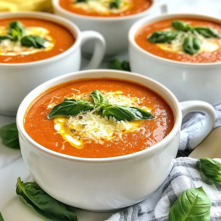 Um die perfekte cremige Tomaten-Basilikum-Suppe zu machen, brauchst du: - 2 Esslöffel Olivenöl - 1 mittelgroße Zwiebel, gehackt - 2 Knoblauchzehen, fein gehackt - 2 Dosen (je 400 g) zerdrückte Tomaten - 500 ml Gemüsebrühe - 1 Teelöffel Zucker (optional) - 1 Teelöffel getrockneter Oregano - 1 Teelöffel getrockneter Basilikum - ½ Teelöffel Salz - ¼ Teelöffel schwarzer Pfeffer - 240 ml Schlagsahne (oder Kokosnusscreme für eine milchfreie Option) - ½ Tasse frische Basilikumblätter, gehackt - Geriebener Parmesan zum Servieren (optional) Diese Zutaten sorgen für einen vollen Geschmack und eine schöne Textur. Die Gewürze machen den Unterschied. Oregano und Basilikum bringen frische Aromen in die Suppe. Der Zucker hilft, die Säure der Tomaten auszugleichen. Salz und Pfeffer runden alles ab. Diese Gewürze sind einfach, aber sie verleihen der Suppe Tiefe. Wenn du eine milchfreie Option möchtest, benutze Kokosnusscreme anstelle von Schlagsahne. Diese gibt eine cremige Konsistenz und einen leichten Kokosgeschmack. So bleibt die Suppe reichhaltig und köstlich für alle. Experimentiere mit verschiedenen Kräutern, um neue Aromen zu entdecken! {{ingredient_image_2}} Um diese köstliche Suppe zu machen, brauchst du einige frische Zutaten. Hier sind die Schritte zur Vorbereitung: - Hacke die Zwiebel in kleine Stücke. - Fein hacke die Knoblauchzehen. - Bereite die zerdrückten Tomaten und Gemüsebrühe vor. - Mische die Gewürze wie Oregano und Basilikum. - Hacke die frischen Basilikumblätter für den letzten Schliff. Jetzt wird der Spaß richtig spannend! Schalte den Instant Pot auf die Sauté-Funktion. - Lass ihn kurz aufheizen. - Füge das Olivenöl hinzu und dann die gehackte Zwiebel. - Brate die Zwiebel für 3-4 Minuten, bis sie glasig ist. - Jetzt kommt der Knoblauch. Brate ihn eine weitere Minute, bis er duftet. Jetzt geht es in die heiße Phase! - Gib die zerdrückten Tomaten und Gemüsebrühe in den Topf. - Füge die anderen Gewürze hinzu und rühre alles gut um. - Schließe den Deckel und stelle den Instant Pot auf hohe Druckeinstellung für 10 Minuten ein. - Nach dem Kochen lasse den Druck schnell ab. - Öffne den Deckel vorsichtig. - Püriere die Suppe mit einem Stabmixer oder einem Standmixer. - Rühre die Schlagsahne und frischen Basilikum unter. - Schmecke die Suppe ab und passe die Würze nach Bedarf an. Um die perfekte Konsistenz zu erreichen, püriere die Suppe gut. Ich empfehle einen Stabmixer. So bleibt die Suppe schön cremig. Wenn du eine dickere Suppe magst, verwende weniger Gemüsebrühe. Für eine dünnere Suppe, füge etwas mehr Brühe hinzu. Schmecke die Suppe vor dem Servieren ab. Wenn du mehr Süße möchtest, füge etwas Zucker hinzu. Du kannst auch frische Kräuter wie Petersilie oder Thymian verwenden. Diese verbessern den Geschmack wunderbar. Experimentiere mit den Gewürzen und finde deine perfekte Mischung. Das Anrichten ist einfach und macht Spaß. Fülle die Suppe in Schalen und garniere sie mit frischem Basilikum. Ein Spritzer geriebener Parmesan bringt zusätzlichen Geschmack. Serviere die Suppe mit knusprigem Brot. Das macht das Essen noch besser. Du kannst auch eine kleine Schale Olivenöl zum Dippen bereitstellen. Pro Tipps Frische Kräuter hinzufügen: Verwende frisches Basilikum anstelle von getrocknetem, um der Suppe ein intensiveres Aroma zu verleihen. Füge es kurz vor dem Servieren hinzu, damit es frisch bleibt. Die Konsistenz anpassen: Wenn du eine dickere Suppe möchtest, lass sie nach dem Pürieren noch etwas auf dem Herd köcheln. Für eine dünnere Konsistenz kannst du mehr Gemüsebrühe hinzufügen. Geschmack intensivieren: Ein Spritzer Balsamico-Essig oder Zitronensaft kurz vor dem Servieren kann die Aromen in der Suppe hervorheben und für eine ausgewogene Säure sorgen. Vegetarische Option: Verwende Kokosnusscreme für eine milchfreie Variante und genieße eine exotische Note, die gut zu den Tomaten und dem Basilikum passt. {{image_4}} Um die Suppe vegan zu machen, ersetze die Schlagsahne durch Kokosnusscreme. Kokosnusscreme gibt einen tollen Geschmack. Außerdem kannst du den Parmesan weglassen oder einen veganen Käse verwenden. So bleibt die Suppe cremig und lecker. Du kannst die Suppe mit Gemüse anreichern. Karotten und Sellerie passen gut dazu. Einfach klein schneiden und mit der Zwiebel anbraten. Auch Spinat oder Zucchini sind gute Optionen. Sie bringen Farbe und Nährstoffe in die Suppe. Variiere die Gewürze nach deinem Geschmack. Füge eine Prise Cayennepfeffer für mehr Schärfe hinzu. Frische Kräuter wie Thymian oder Petersilie bringen tolle Aromen. Du kannst auch etwas Zitronensaft für einen frischen Kick hineingeben. Das macht die Suppe noch interessanter! Um die Suppe frisch zu halten, lasse sie zuerst abkühlen. Fülle sie dann in einen luftdichten Behälter. Stelle sicher, dass der Deckel fest sitzt. Im Kühlschrank bleibt die Suppe bis zu fünf Tage haltbar. Wenn du die Suppe länger aufbewahren möchtest, denke an das Einfrieren. Das Einfrieren ist eine gute Option für längere Lagerung. Lass die Suppe zuerst ganz abkühlen. Verwende gefriergeeignete Behälter oder Beutel. Fülle sie nur zu drei Vierteln, damit Platz für die Ausdehnung bleibt. So bleibt die Suppe bis zu drei Monate frisch. Zum Auftauen stelle die gefrorene Suppe einfach in den Kühlschrank. Wenn du die Suppe aufwärmen möchtest, benutze einen Topf oder die Mikrowelle. Erhitze die Suppe langsam, um die Aromen zu bewahren. Rühre die Suppe regelmäßig um, damit sie gleichmäßig warm wird. Wenn die Suppe zu dick ist, füge etwas Brühe oder Wasser hinzu. So bleibt sie cremig und lecker. Die Suppe bleibt im Kühlschrank bis zu fünf Tage frisch. Du kannst sie in einem luftdichten Behälter aufbewahren. Vor dem Servieren solltest du sie gut aufwärmen. Wenn du sie länger aufbewahren willst, friere sie ein. Im Gefrierfach bleibt sie bis zu drei Monate haltbar. Ja, du kannst frische Tomaten verwenden. Du solltest etwa 1,5 kg frische Tomaten nehmen. Schäle und hacke sie bevor du sie in den Instant Pot gibst. Die frischen Tomaten geben der Suppe einen tollen Geschmack. Du kannst auch die Schalen für mehr Textur drinlassen. Um die Suppe würziger zu machen, füge einen Teelöffel Chili-Flocken hinzu. Du kannst auch frischen Pfeffer oder mehr Oregano verwenden. Experimentiere mit Gewürzen, die du magst. Frischer Knoblauch oder Zwiebeln können auch helfen, mehr Geschmack zu bringen. Diese Suppe hat viele leckere Zutaten und einfach zuzubereiten ist. Wir haben die wichtigsten Hauptzutaten und Gewürze besprochen. Ich habe dir auch Tipps gegeben, um die perfekte Konsistenz und den besten Geschmack zu erreichen. Du kannst spannende Variationen ausprobieren und die Suppe lagern oder einfrieren. Du hast jetzt alle Infos, um dieses Gericht zu meistern. Viel Spaß beim Kochen und Servieren!