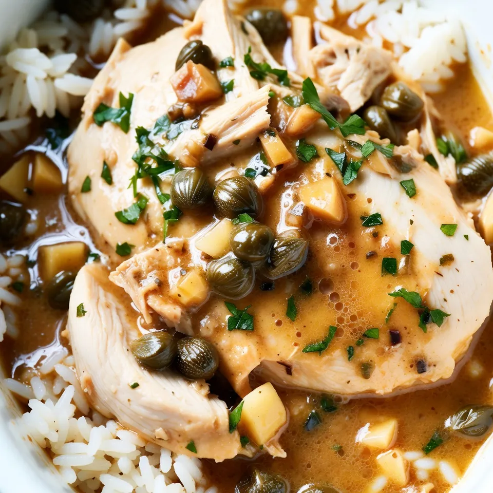 - 4 Hähnchenbrustfilets ohne Knochen und Haut - 1 Tasse Hühnerbrühe - 1/4 Tasse Zitronensaft (frisch gepresst) - 2 Esslöffel Kapern, abgetropft Die Hauptzutaten sind einfach zu finden. Die Hähnchenbrustfilets bilden die Basis. Sie sind zart und lassen sich gut garen. Hühnerbrühe sorgt für viel Geschmack. Zitronensaft bringt Frische und einen tollen Kick. Die Kapern fügen eine salzige Note hinzu. - 2 Knoblauchzehen, fein gehackt - 1 Esslöffel Olivenöl - 1 Teelöffel getrockneter Oregano - 1/2 Teelöffel rote Pfefferflocken (optional, für etwas Schärfe) Knoblauch gibt dem Gericht Tiefe. Olivenöl hilft, alles schön zu vermischen. Oregano bringt mediterranes Flair. Rote Pfefferflocken sind optional, aber sie bringen eine milde Schärfe. Diese Gewürze machen dein Gericht besonders lecker. - Gekochter Reis oder Pasta - Frische Petersilie Serviere das Hähnchen über Reis oder Pasta. Beides passt hervorragend. Frische Petersilie gibt dem Gericht eine schöne Farbe. Außerdem sorgt sie für einen frischen Geschmack. Eine einfache, aber schmackhafte Präsentation macht das Essen noch besser. {{ingredient_image_2}} Um die Sauce zu machen, nimm eine Schüssel. Vermenge darin die Hühnerbrühe, den Zitronensaft und den Knoblauch. Gib das Olivenöl, Oregano und die roten Pfefferflocken hinzu. Rühre alles gut um. Schmecke die Sauce mit Salz und Pfeffer ab. Wenn sie dir gut schmeckt, ist sie bereit. Lege die Hähnchenbrustfilets gleichmäßig in den Crockpot. Achte darauf, dass sie gut nebeneinander liegen. Gieße die vorbereitete Sauce über das Hähnchen. Streue die Kapern gleichmäßig darüber. So bekommen wir einen tollen Geschmack. Setze den Deckel auf den Crockpot. Gare das Hähnchen 6-8 Stunden auf niedriger Hitze. Oder 3-4 Stunden auf hoher Hitze. Das Hähnchen sollte zart sein, wenn es fertig ist. Du kannst es zerkleinern oder ganz servieren. Das hängt von deinem Geschmack ab. Die Garzeit ist wichtig für ein gutes Gericht. Bei niedriger Hitze dauert es 6-8 Stunden. Das Hähnchen wird sehr zart. Hohe Hitze gart das Hähnchen in 3-4 Stunden. Es wird weniger zart, aber immer noch lecker. Du kannst die Aromen noch besser machen. Füge frische Kräuter wie Basilikum oder Thymian hinzu. Diese bringen einen tollen Geschmack. Du kannst auch etwas Weißwein in die Sauce geben. Das gibt mehr Tiefe. Für mehr Schärfe kannst du mehr rote Pfefferflocken verwenden. Das Anrichten ist wichtig für den ersten Eindruck. Lege die Hähnchenbrustfilets schön auf einen Teller. Gieße die Sauce großzügig darüber. Dann streue frisch gehackte Petersilie darüber. Das gibt Farbe und ein frisches Aroma. Serviere das Gericht mit Reis oder Pasta für eine vollständige Mahlzeit. Pro Tipps Hähnchen marinieren: Lassen Sie die Hähnchenbrustfilets einige Stunden oder über Nacht in der Sauce marinieren, um noch intensiveren Geschmack zu erzielen. Kapern ersetzen: Wenn Sie die salzigen Kapern nicht mögen, können Sie sie durch grüne Oliven ersetzen, um dennoch einen ähnlichen Geschmack zu erhalten. Beilagenvariationen: Servieren Sie das Gericht nicht nur mit Reis oder Pasta, sondern probieren Sie auch Quinoa oder ein frisches Baguette für zusätzliche Optionen. Frische Kräuter hinzufügen: Verfeinern Sie die Sauce kurz vor dem Servieren mit frischem Thymian oder Basilikum für ein extra Aroma. {{image_4}} Du kannst dein Crockpot Chicken Piccata mit Gemüse aufpeppen. Füge einfach frisches, saisonales Gemüse hinzu. Zucchini, Karotten oder Paprika passen gut. Schneide das Gemüse in kleine Stücke. Gib es in den Crockpot, bevor du die Sauce hinzufügst. So wird das Gericht bunter und nahrhafter. Es bringt auch zusätzliche Aromen, die das Gericht noch schmackhafter machen. Es gibt verschiedene Kapern, die du verwenden kannst. Gelbe Kapern geben dem Gericht einen neuen Twist. Sie sind süßer und weniger salzig. Probiere sie aus, um eine interessante Note zu erhalten. Ersetze die normalen Kapern einfach durch die gelben. Du wirst überrascht sein, wie unterschiedlich der Geschmack sein kann. Wenn du glutenfrei essen möchtest, gibt es viele Alternativen. Statt Pasta kannst du Quinoa oder Zucchini-Nudeln verwenden. Diese Optionen sind lecker und leicht. Auch für den Reis gibt es glutenfreie Sorten, wie zum Beispiel Blumenkohlreis. Diese Alternativen halten das Gericht leicht und gesund. Crockpot Chicken Piccata bleibt im Kühlschrank frisch. Bewahre es in einem luftdichten Behälter auf. So hält es sich bis zu drei Tage. Wenn du das Hähnchen portionierst, bleibt der Geschmack besser erhalten. Ein Tipp: Lass die Sauce nicht austrocknen. Füge etwas Hühnerbrühe hinzu, wenn du es lagerst. Du kannst Crockpot Chicken Piccata auch einfrieren. Teile die Portionen in einzelne Behälter auf. Achte darauf, die Sauce gut zu portionieren. So bleibt das Gericht saftig. Zum Auftauen lege es über Nacht in den Kühlschrank. Du kannst es auch direkt in der Mikrowelle oder dem Ofen aufwärmen. Es gibt verschiedene Methoden zum Aufwärmen. In der Mikrowelle geht es schnell. Stelle die Temperatur niedrig ein und decke das Gericht ab. Das hilft, die Feuchtigkeit zu bewahren. Du kannst es auch in einer Pfanne auf dem Herd erhitzen. Füge etwas Hühnerbrühe hinzu, um die Sauce wieder cremig zu machen. Du kannst Crockpot Chicken Piccata bis zu 4 Tage im Kühlschrank aufbewahren. Stelle sicher, dass du die Reste in einem luftdichten Behälter lagern. So bleibt das Hähnchen frisch und lecker. Wenn du es länger aufbewahren möchtest, friere es ein. Das Gericht hält sich bis zu 3 Monate im Gefrierfach. Zum Auftauen einfach über Nacht im Kühlschrank lassen. Ja, du kannst das Rezept ganz einfach halbieren. Verwende dann 2 Hähnchenbrustfilets und passe alle anderen Zutaten entsprechend an. Die Garzeit bleibt gleich, da der Crockpot die Temperatur gut hält. Du wirst trotzdem einen vollen Geschmack haben. Ja, du kannst eine vegetarische Version machen. Ersetze das Hähnchen durch Gemüse wie Zucchini oder Auberginen. Du kannst auch Tofu verwenden, um die Proteine zu erhalten. Die Hühnerbrühe kannst du durch Gemüsebrühe ersetzen. So bleibt der Geschmack toll und das Gericht wird weiterhin köstlich. Diese Anleitung zeigt, wie man ein köstliches Crockpot Chicken Piccata zubereitet. Wir haben wichtige Zutaten, eine Schritt-für-Schritt-Anleitung, Tipps für den Geschmack und Aufbewahrung besprochen. Mit leicht anpassbaren Variationen und einfachen Lagerhinweisen bleibt das Gericht frisch und schmackhaft. Experimentiere mit verschiedenen Gemüsen oder Kapern, um deinen eigenen Stil zu finden. Dieser Ansatz macht das Kochen leicht und spaßig. Probiere es aus und genieße dein leckeres, selbstgemachtes Essen!