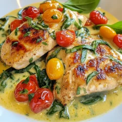 Für ein einfaches und leckeres Gericht brauchst du folgende Zutaten: - 4 knochenlose, hautlose Hähnchenbrustfilets - 2 Esslöffel Olivenöl - 1 Teelöffel italienische Gewürzmischung - 4 Knoblauchzehen, fein gehackt - 1 Tasse Kirschtomaten, halbiert - 2 Tassen frischer Spinat - 1 Tasse Schlagsahne - ½ Tasse geriebener Parmesan - Salz und Pfeffer nach Geschmack Diese Zutaten sorgen für ein tolles Aroma und eine cremige Textur. Die italienische Gewürzmischung bringt viel Geschmack. Knoblauch gibt der Sauce eine schöne Tiefe. Kirschtomaten fügen Süße hinzu, die perfekt mit dem Hähnchen harmoniert. Spinat bringt Farbe und Nährstoffe. Parmesan macht die Sauce reichhaltig und cremig. Um das Gericht schön zu präsentieren, kannst du frische Basilikumblätter verwenden. Sie geben einen frischen Geschmack und eine schöne Farbe. Du kannst auch etwas extra Parmesan darüber streuen. So sieht das Gericht noch ansprechender aus. {{ingredient_image_2}} Zuerst nehmen Sie die Hähnchenbrustfilets. Sie brauchen vier Stück, hautlos und knochenlos. Würzen Sie die Filets mit italienischer Gewürzmischung, Salz und Pfeffer. Das gibt dem Fleisch viel Geschmack. Erhitzen Sie zwei Esslöffel Olivenöl in einem großen Topf. Wenn das Öl heiß ist, legen Sie die Hähnchenbrustfilets hinein. Braten Sie jedes Filet etwa vier bis fünf Minuten an, bis es goldbraun ist. Nehmen Sie das Hähnchen dann aus dem Topf und legen Sie es beiseite. Im gleichen Topf fügen Sie vier fein gehackte Knoblauchzehen hinzu. Braten Sie den Knoblauch für etwa 30 Sekunden an. Achten Sie darauf, dass er nicht verbrennt. Danach kommen eine Tasse halbierte Kirschtomaten in den Topf. Kochen Sie die Tomaten für drei bis vier Minuten, bis sie weich werden. Jetzt ist es Zeit, eine Tasse Schlagsahne hinzuzufügen. Rühren Sie alles gut um und bringen Sie die Mischung zum Köcheln. Fügen Sie dann eine halbe Tasse geriebenen Parmesan hinzu. Rühren Sie weiter, bis der Käse schmilzt und die Sauce cremig wird. Zum Schluss kommt zwei Tassen frischer Spinat in den Topf. Rühren Sie alles um, bis der Spinat zusammenfällt. Legen Sie die angebratenen Hähnchenbrustfilets zurück in den Topf. Löffeln Sie die cremige Sauce über das Hähnchen. Decken Sie den Topf ab und lassen Sie alles für fünf bis sieben Minuten kochen. Das Hähnchen sollte durchgegart sein, und die Sauce dickt leicht ein. Probieren Sie die Sauce vor dem Servieren. Passen Sie die Gewürze nach Ihrem Geschmack an. Servieren Sie das Gericht in tiefen Tellern und garnieren Sie es mit frischen Basilikumblättern. Genießen Sie Ihr cremiges toskanisches Hühnchen! Um die Sauce perfekt zu machen, achte auf die Hitze. Koche die Sauce sanft, damit sie nicht anbrennt. Wenn die Kirschtomaten weich sind, füge die Sahne langsam hinzu. Rühre gut um, damit alles schön cremig wird. Der Parmesan sollte zuletzt kommen, damit er gleichmäßig schmilzt. Wenn die Sauce zu dick ist, kannst du etwas Brühe oder Wasser hinzufügen. Für das beste Ergebnis, wähle frisches Hähnchen. Es hat mehr Geschmack als gefrorenes Hähnchen. Achte darauf, dass die Brustfilets gleichmäßig dick sind. So garen sie gleichmäßig. Du kannst auch Hähnchenschenkel verwenden, wenn du mehr Geschmack magst. Diese haben mehr Fett und machen die Sauce noch reichhaltiger. Es gibt viele Möglichkeiten, dieses Gericht anzupassen. Du kannst zum Beispiel Pilze oder Paprika hinzufügen. Diese bringen mehr Textur und Farbe. Für einen würzigeren Kick, füge rote Pfefferflocken hinzu. Wenn du es vegan halten möchtest, ersetze das Hähnchen durch Tofu. Verwende pflanzliche Sahne und Parmesan für eine leckere, cremige Sauce. Pro Tipps Hähnchen marinieren: Marinieren Sie die Hähnchenbrustfilets mindestens 30 Minuten vor dem Kochen, um den Geschmack zu intensivieren. Frische Kräuter verwenden: Frische Kräuter wie Basilikum oder Petersilie verleihen dem Gericht ein zusätzliches Aroma und eine schöne Farbe. Variation der Sauce: Fügen Sie zusätzlich Oliven, Artischocken oder Pilze hinzu, um der Sauce mehr Textur und Geschmack zu verleihen. Perfekte Konsistenz: Achten Sie darauf, die Sauce nicht zu lange zu kochen, damit sie cremig bleibt und nicht zu dick wird. {{image_4}} Wenn du eine vegetarische Option möchtest, probiere Tofu oder Kichererbsen. Diese Zutaten nehmen die Aromen gut auf. Du kannst die Hähnchenbrust durch 400 g feste Tofu-Würfel ersetzen. Brate den Tofu goldbraun an und folge dem Rezept wie gewohnt. Für Kichererbsen, benutze 1 Dose, gut abgetropft. Füge sie zusammen mit dem Spinat hinzu. So hast du eine leckere, cremige Sauce. Das cremige toskanische Hühnchen passt gut zu vielen Beilagen. Du kannst es mit Pasta servieren. Koche Spaghetti oder Penne und mische sie mit der Sauce. Auch Reis ist eine tolle Option. Probiere es mit einem frischen Salat oder knusprigem Knoblauchbrot. Diese Beilagen bringen Abwechslung und Geschmack. Für eine glutenfreie Variante kannst du glutenfreie Pasta verwenden. Nutze auch glutenfreies Brot für dein Knoblauchbrot. Wenn du kalorienbewusst bist, ersetze die Sahne durch griechischen Joghurt. Das macht die Sauce leichter, aber trotzdem cremig. Achte darauf, die Gewürze anzupassen, um den vollen Geschmack zu erhalten. Du solltest das cremige toskanische Hühnchen in einem luftdichten Behälter aufbewahren. Es bleibt im Kühlschrank bis zu drei Tage frisch. Achte darauf, das Gericht vollständig abkühlen zu lassen, bevor du es in den Kühlschrank stellst. So bleibt der Geschmack besser erhalten. Falls du Reste hast, kannst du das Gericht einfrieren. Fülle es in einen gefrierfreundlichen Behälter. Es hält sich gut bis zu drei Monate im Gefrierfach. Denke daran, die Portionen gut zu kennzeichnen. So weißt du, wann du sie eingefroren hast. Um das Hühnchen aufzuwärmen, benutze die Mikrowelle oder einen Topf. Wenn du die Mikrowelle nutzt, decke das Gericht ab, damit es nicht austrocknet. Erhitze es in kurzen Intervallen und rühre zwischendurch um. In einem Topf kannst du etwas Milch oder Brühe hinzufügen, um die Sauce wieder cremig zu machen. So bleibt dein Gericht voll im Geschmack. Die Zubereitung des toskanischen Hühnchens dauert insgesamt etwa 30 Minuten. Diese Zeit umfasst 10 Minuten für die Vorbereitung und 20 Minuten zum Kochen. Es ist ein schnelles und einfaches Gericht, das sich perfekt für ein Abendessen unter der Woche eignet. Ja, du kannst das Rezept im Voraus zubereiten. Koche das Hühnchen und die Sauce wie beschrieben. Lass das Gericht abkühlen und stelle es dann in den Kühlschrank. Du kannst es bis zu drei Tage aufbewahren. Wenn du bereit bist zu essen, erwärme es einfach in einer Pfanne oder in der Mikrowelle. Um das Rezept schärfer zu machen, füge einfach rote Paprikaflocken oder frische Chili hinzu. Du kannst die Menge nach deinem Geschmack anpassen. Diese Zutaten bringen mehr Wärme und Geschmack in das Gericht. Ein wenig scharfer Senf kann auch eine gute Option sein. Sie haben nun alles, was Sie für cremiges toskanisches Hühnchen brauchen. Wir haben die Zutaten, die Zubereitung und die besten Tipps behandelt. Denken Sie daran, die Sauce nach Ihrem Geschmack zu perfektionieren und bei Bedarf Variationen auszuprobieren. Ob Sie das Gericht frisch servieren oder aufbewahren, es bleibt köstlich. Genießen Sie die Freiheit, dieses Rezept anzupassen und Ihre eigene Note hinzuzufügen. Essen Sie gut und teilen Sie Ihre Kreationen mit anderen!