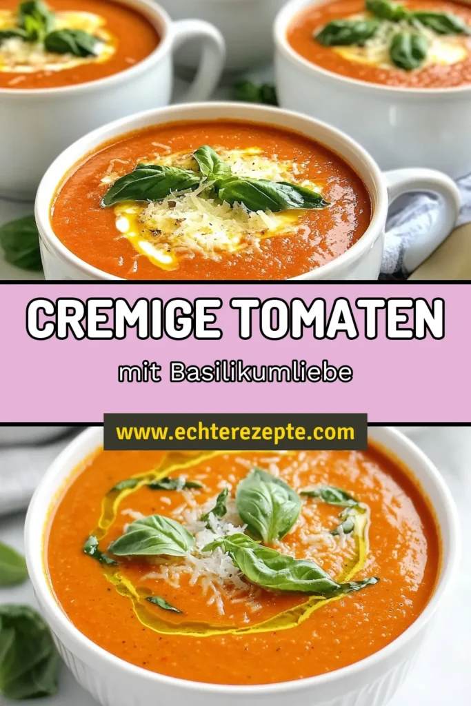 Entdecke unser Rezept für cremige Tomatensuppe mit frischem Basilikum! Diese schnelle Instant Pot Tomatensuppe ist perfekt für gesunde Mahlzeiten. In nur 25 Minuten zauberst du eine köstliche, gesunde Tomaten-Basilikum Suppe, die sich ideal für jeden Anlass eignet. Genieße eine kräftige Geschmacksexplosion mit unserem Basilikum Suppe Rezept. Probiere es aus und teile deine Kreationen! #CremigeTomatensuppe #InstantPotRezept #GesundeSuppe #SchnelleRezepte