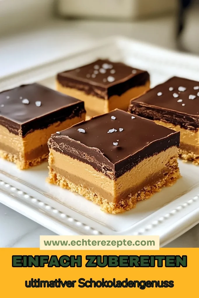 Entdecke das einfache und köstliche Rezept für No-Bake Schokoladen-Erdnussbutter-Riegel! Diese gesunden Snacks sind perfekt für jede Gelegenheit und lassen sich schnell zubereiten. Mit cremiger Erdnussbutter, Haferflocken und einer schokoladigen Glasur sind diese Erdnussbutter Riegel das ideale No-Bake Dessert. Probiere unser Erdnussbutter Riegel Rezept jetzt aus und genieße schokoladige Riegel ohne Backen! Teile deine Ergebnisse! #NoBakeDessert #Erdnussbutter #SnackIdeen #DessertRezept