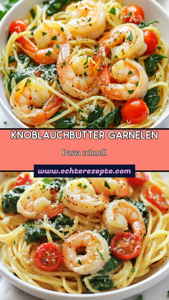 Entdecke das Rezept für Knoblauchbutter Garnelen Pasta - eine köstliche, einfache Pasta mit Garnelen, die in nur 30 Minuten zubereitet ist! Dieses One-Pan Garnelen Rezept vereint zarte Spaghetti mit Knoblauch und Butter, saftigen Garnelen und frischem Spinat. Perfekt für ein schnelles Abendessen! Probiere es jetzt aus und teile es mit Freunden! #KnoblauchbutterGarnelenPasta #OnePanGarnelenRezept #schnelleGarnelenPastaRezept #einfachePastaMitGarnelen
