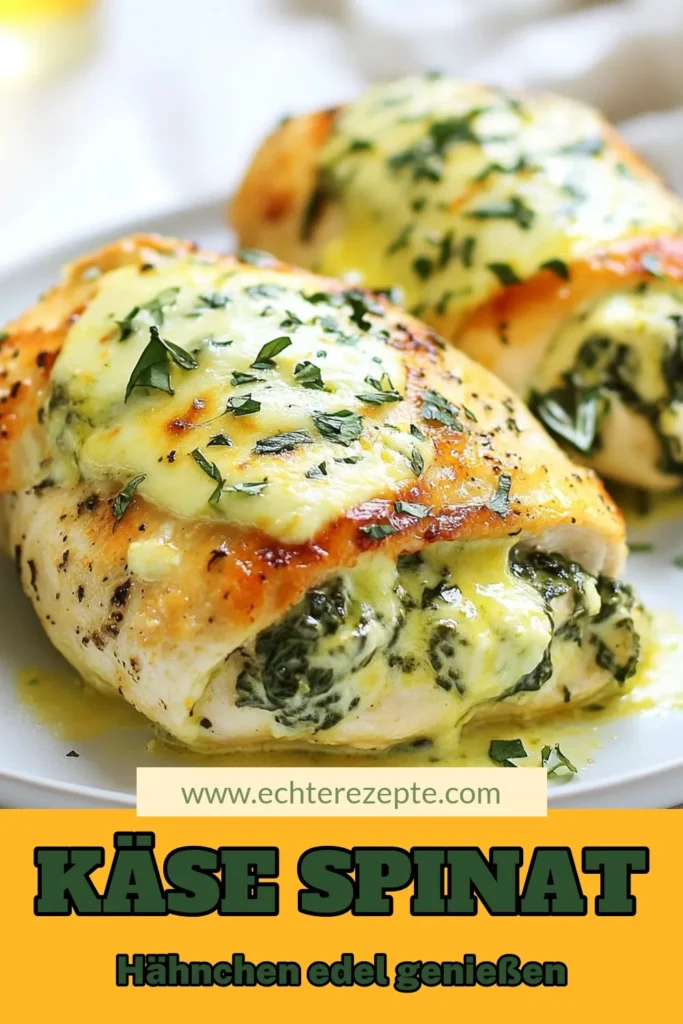 Entdecken Sie unser köstliches Rezept für Käse-Spinat gefüllte Hähnchenbrust! Mit frischem Spinat, cremigem Frischkäse und würzigem Mozzarella ist dieses gesundes Hähnchen Rezept perfekt für ein italienisches Hähnchen Gericht. Ideal für ein Abendessen unter der Woche oder besondere Anlässe. Lassen Sie sich von dieser gefüllten Hähnchenbrust inspirieren und probieren Sie es selbst aus! #Hähnchenrezept #KäseSpinat #GesundeErnährung #ItalienischKochen