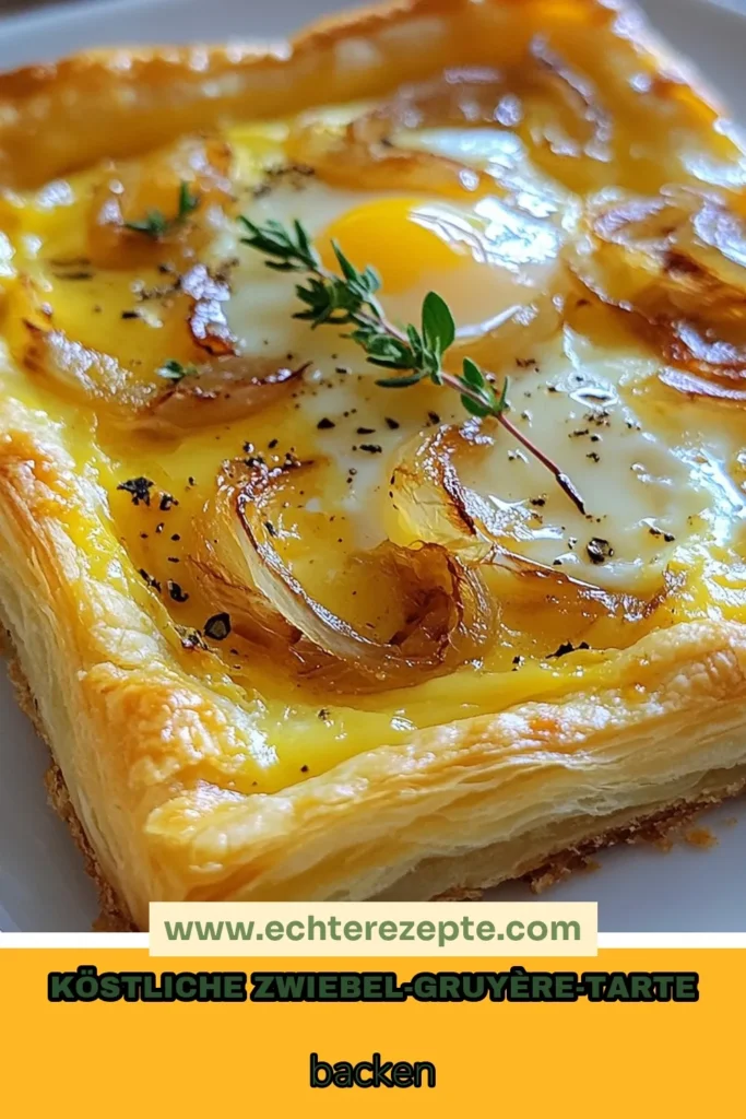 Entdecken Sie dieses köstliche Rezept für eine Karamellisierte Zwiebel Tarte mit Gruyère Käse. Diese Blätterteig Tarte ist ideal für jeden Anlass und vereint die Aromen von süßen Zwiebeln und cremigem Käse perfekt. Genießen Sie diesen Zwiebelkuchen mit Käse als herzhaften Snack oder Hauptgericht. Probieren Sie unser Französische Tarte Rezept aus und beeindrucken Sie Ihre Gäste! Jetzt nachbacken und genießen! #KaramellisierteZwiebelTarte #GruyèreKäseRezept #BlätterteigTarte #ZwiebelkuchenMitKäse