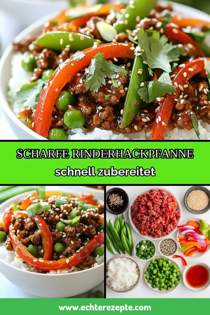 Entdecken Sie unser schnelles Rezept mit Rinderhack, die scharfe Rinderhackpfanne mit Reis! Dieses köstliche asiatische Hackfleischrezept vereint zartes Rinderhack mit knackigem Gemüse und einer würzigen Sauce. Perfekt für alle Liebhaber scharfer Wokgerichte und ideal für ein schnelles Mittag- oder Abendessen. Speichern Sie dieses Rezept für Ihre nächste Mahlzeit! #ScharfeRinderhackpfanne #RinderhackMitReis #ScharfeWokgerichte #AsiatischeHackfleischrezepte
