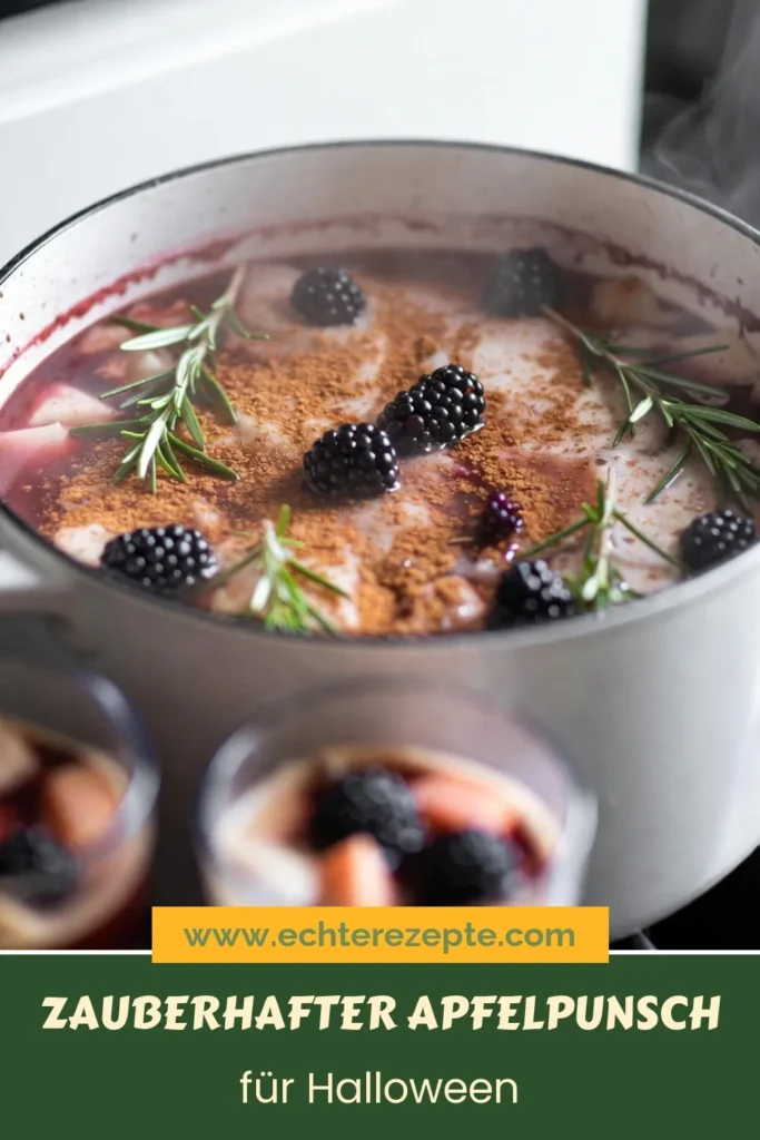 Entdecke unser köstliches Apfelpunsch Rezept für Halloween – der vergiftete Punsch wird zum Höhepunkt deiner Feier! Kombiniere Apfelwein, Kürbis, Cranberries und Gewürze für einen herbstlichen Genuss. Ideal für gesellige Abende und als kreative Ergänzung zu deinen herbstlichen Getränke Ideen. Lass dir unser Kürbis Punsch rezept nicht entgehen! Jetzt ausprobieren und Inspiration für deine Halloween-Party sammeln! #HalloweenGetränke #ApfelpunschRezept #KürbisPunschRezept #HerbstlicheGetränkeIdeen