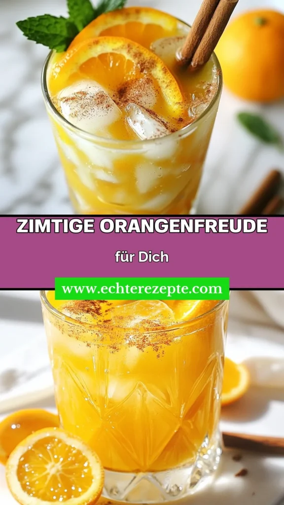 Entdecke unser leckeres Zimt Mocktail Rezept! Dieser erfrischende Orangen Mocktail alkoholfrei kombiniert frisch gepressten Orangensaft mit würzigem Zimt zu einem zimtigen Getränkerezepte, das perfekt für jede Gelegenheit ist. Mit wenigen Zutaten zauberst du einen frischen Orangensaft Cocktail, der sowohl lecker als auch einfach zuzubereiten ist. Probiere es aus und lass dich von dieser herrlichen Geschmackskombination verzaubern! Speichern und teilen nicht vergessen! #MocktailRezept #Zimt #Orangen #CocktailAlkoholfrei