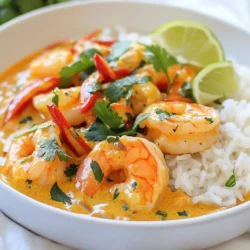 - 450 g Garnelen, geschält und entdarmt - 2 Esslöffel Kokosöl - 1 Zwiebel, fein gehackt - 3 Knoblauchzehen, gehackt - 1 Esslöffel Ingwer, gerieben Die Hauptzutaten für cremiges Thai Garnelen-Curry sind einfach und frisch. Garnelen sind die Hauptstütze des Gerichts. Du solltest sie gut reinigen, damit sie zart bleiben. Kokosöl bringt einen tollen Geschmack. Die Zwiebel, der Knoblauch und der Ingwer geben Aromen, die das Curry lebendig machen. - 2 Esslöffel rote Currypaste - 1 Dose (400 ml) Kokosmilch - 240 ml Gemüsebrühe - 1 Esslöffel Fischsauce (oder Sojasauce für eine vegetarische Option) - 2 Esslöffel brauner Zucker Die rote Currypaste macht das Gericht würzig und scharf. Kokosmilch sorgt für die cremige Basis. Gemüsebrühe gibt dem Curry Tiefe. Fischsauce bringt Umami, während der braune Zucker die Aromen ausbalanciert. - 1 rote Paprika, in Scheiben geschnitten - 1 Tasse Zuckerschoten - Saft von 1 Limette - Frischer Koriander zum Garnieren - Jasminreis zum Servieren Gemüse gibt dem Curry Farbe und Textur. Rote Paprika und Zuckerschoten sorgen für Crunch. Limettensaft bringt Frische. Frischer Koriander ist perfekt zum Garnieren. Jasminreis ist die ideale Beilage. {{ingredient_image_2}} Zuerst bereiten wir die Garnelen vor. Das bedeutet, wir schälen sie und entfernen den Darm. Das ist wichtig, damit das Curry zart wird. Jetzt hacken wir die Zwiebel, den Knoblauch und den Ingwer. Diese Zutaten geben dem Curry viel Geschmack. In einem großen Topf erhitzen wir das Kokosöl bei mittlerer Hitze. Wenn das Öl heiß ist, geben wir die gehackte Zwiebel hinzu. Wir braten sie 3 bis 4 Minuten an, bis sie weich und leicht golden ist. Danach fügen wir den gehackten Knoblauch und den geriebenen Ingwer hinzu. Wir braten diese Mischung 1 bis 2 Minuten weiter, bis sie aromatisch ist. Jetzt kommt die rote Currypaste. Wir rühren sie gut ein und lassen alles 1 Minute kochen. So intensivieren wir die Aromen. Jetzt gießen wir die Kokosmilch und die Gemüsebrühe hinein. Es ist wichtig, alles gut umzurühren, damit die Zutaten sich verbinden. Danach geben wir die Fischsauce und den braunen Zucker hinzu. Wir mischen alles gründlich und lassen die Currymischung etwa 5 Minuten köcheln. Nun fügen wir die Garnelen hinzu und kochen sie 3 bis 5 Minuten, bis sie rosa und undurchsichtig werden. Dann integrieren wir die in Scheiben geschnittene rote Paprika und die Zuckerschoten. Wir kochen alles für weitere 2 bis 3 Minuten. Jetzt pressen wir den Limettensaft in das Curry. Vor dem Servieren probieren wir die Gewürze und passen den Geschmack nach Bedarf an. Serviere das cremige Thai Garnelen-Curry über warmem Jasminreis, garniert mit frischem Koriander. Um die perfekte Konsistenz zu erreichen, achte darauf, die Kokosmilch gut einzurühren. Wenn das Curry zu dick ist, füge etwas Gemüsebrühe hinzu. Wenn es zu dünn ist, lasse es länger köcheln. Du kannst den Geschmack mit Fischsauce oder braunem Zucker anpassen. Probiere das Curry, während du es kochst. So findest du den perfekten Mix aus süß und salzig. Frischer Koriander bringt Farbe und Geschmack. Schneide die Blätter grob und streue sie über das Curry kurz vor dem Servieren. Das sieht nicht nur gut aus, sondern hebt auch den Geschmack. Für eine ansprechende Präsentation serviere das Curry in einer großen Schüssel. Platziere den Jasminreis daneben und dekoriere mit Limettenscheiben. Du kannst das Curry auch im Slow Cooker zubereiten. Gib alle Zutaten in den Slow Cooker und lasse sie 4-6 Stunden auf niedriger Stufe köcheln. Für eine vegetarische Variante tausche die Garnelen gegen Tofu aus. Achte darauf, den Tofu vor der Zugabe gut zu würzen. So bekommst du ein leckeres und cremiges Curry, das alle lieben werden. Pro Tipps Frische Garnelen verwenden: Wählen Sie frische oder gefrorene Garnelen, die bereits geschält und entdarmt sind, um Zeit bei der Zubereitung zu sparen. Currypaste anpassen: Die Menge der roten Currypaste kann je nach gewünschtem Schärfegrad angepasst werden. Beginnen Sie mit weniger und fügen Sie nach Geschmack hinzu. Gemüsevariationen probieren: Fühlen Sie sich frei, das Gemüse nach Saison oder Vorliebe zu variieren, wie z.B. Brokkoli, Karotten oder Auberginen. Kokosmilch schütteln: Vor der Verwendung die Dose Kokosmilch gut schütteln, damit sich die cremigen und flüssigen Bestandteile gleichmäßig vermischen. {{image_4}} Eine tolle Idee ist, Tofu statt Garnelen zu verwenden. Tofu nimmt die Aromen gut auf. Du kannst die Garnelen einfach durch 400 g festen Tofu ersetzen. Schneide den Tofu in Würfel und brate ihn goldbraun an, bevor du ihn zum Curry gibst. Füge auch mehr Gemüse hinzu. Brokkoli, Karotten oder Auberginen passen sehr gut. Diese Varianten machen das Gericht bunt und nahrhaft. Du kannst mit dem Gemüse variieren, ganz nach deinem Geschmack. Die Currypaste hat einen großen Einfluss auf die Schärfe. Es gibt verschiedene Sorten, wie rote, grüne und gelbe Currypaste. Rote Currypaste gibt einen milden bis mittleren Geschmack. Wenn du mehr Schärfe magst, wähle eine grüne Currypaste. Für einen extra Kick kannst du auch frische Chilischoten hinzufügen. Schneide sie klein und gib sie in das Curry, wenn du die Currypaste einrührst. Achte darauf, die Menge nach deinem Schärfewunsch anzupassen. Serviere das Curry mit verschiedenen Reissorten. Jasminreis ist klassisch, aber du kannst auch Basmatireis oder wildem Reis nutzen. Jede Sorte bringt einen eigenen Geschmack mit. Alternativ kannst du Brot oder Naan servieren. Diese Beilagen sind perfekt, um die leckere Soße aufzutunken. Probiere verschiedene Kombinationen aus, um deinen Favoriten zu finden. - Lagern Sie Reste in einem luftdichten Behälter. - Stellen Sie den Behälter in den Kühlschrank. - Das Curry bleibt frisch für 3 bis 4 Tage. - Im Gefrierfach hält es bis zu 3 Monate. - Die beste Methode ist, das Curry in einem Topf zu erwärmen. - Fügen Sie etwas Wasser oder Brühe hinzu, um es nicht trocken zu machen. - Erwärmen Sie es langsam bei mittlerer Hitze. - Rühren Sie oft, um die Konsistenz zu bewahren. - Verwenden Sie das Curry für Wraps oder Tacos. - Machen Sie eine leckere Suppe, indem Sie Brühe hinzufügen. - Fügen Sie Reis oder Quinoa hinzu für eine neue Mahlzeit. - Experimentieren Sie mit verschiedenen Gemüsesorten für Abwechslung. Die Zubereitung des Currys dauert insgesamt etwa 30 Minuten. Du benötigst etwa 15 Minuten für die Vorbereitung. Diese Zeit reicht, um alle Zutaten zu schneiden und bereitzustellen. Die Kochzeit beträgt dann 15 Minuten. In dieser Zeit vermischst du die Aromen und garst die Garnelen. Ja, du kannst das Curry auch ohne Kokosmilch machen. Stattdessen kannst du Mandelmilch oder Sahne verwenden. Diese Alternativen geben dem Curry eine andere Textur. Beachte, dass der Geschmack weniger exotisch sein könnte. Die Kokosmilch bringt diese besondere Cremigkeit und Süße mit. Probiere die Alternativen aus, um zu sehen, was dir besser gefällt. Um die Garnelen perfekt zu garen, achte auf die Garzeit. Koche sie nur 3 bis 5 Minuten. Wenn sie rosa und undurchsichtig werden, sind sie fertig. Überkoche sie nicht, da sie sonst zäh werden. Du kannst auch frische Garnelen verwenden, um den besten Geschmack zu erzielen. Achte darauf, sie gleichmäßig im Curry zu verteilen, damit sie gleichmäßig garen. Zusammenfassend haben wir effektive Schritte für ein leckeres Thai Garnelen-Curry durchgenommen. Wir besprachen die Zutaten, die Zubereitung und Tipps, um Ihr Curry zu perfektionieren. Denken Sie daran, die Rezepte nach Ihrem Geschmack anzupassen. Variieren Sie die Garnelen, das Gemüse oder die Beilagen. Bedenken Sie auch, wie Sie Reste verwerten können, um neue Gerichte zu kreieren. Genießen Sie Ihr Curry und bringen Sie Abwechslung in Ihre Küche!