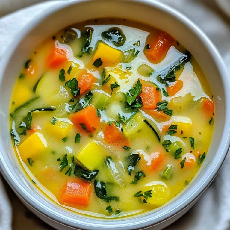 - 1 Esslöffel Olivenöl - 1 mittlere Zwiebel, grob gehackt - 2 Knoblauchzehen, fein gehackt - 2 mittlere Karotten, gewürfelt - 1 mittlere Zucchini, gewürfelt - 1 Paprika, gehackt (beliebige Farbe) - 1 Tasse grüne Bohnen, geschnitten in 2,5 cm Stücke Die Hauptzutaten sind wichtig, um die Basis der Suppe zu bilden. Olivenöl bringt einen feinen Geschmack. Zwiebel und Knoblauch geben der Suppe Tiefe. Karotten, Zucchini, Paprika und grüne Bohnen fügen Farbe und Textur hinzu. Diese Mischung sorgt für ein frisches und gesundes Gericht. - 4 Tassen Gemüsebrühe - 1 Tasse Vollmilch oder pflanzliche Alternative - 1 Tasse Schlagsahne Die Flüssigkeiten sind entscheidend für die Cremigkeit. Gemüsebrühe bietet einen herzhaften Geschmack. Vollmilch oder pflanzliche Alternativen machen die Suppe reichhaltig. Schlagsahne verleiht der Suppe die samtige Konsistenz, die wir lieben. - 1 Teelöffel getrockneter Thymian - 1 Teelöffel getrocknetes Basilikum - Salz und Pfeffer nach Geschmack Die Gewürze und Kräuter bringen das Aroma in die Suppe. Thymian und Basilikum sind klassisch und passen gut. Salz und Pfeffer bringen die Aromen zum Vorschein. Diese einfachen Zutaten machen die Suppe noch schmackhafter und einladender. {{ingredient_image_2}} Zuerst erhitzen Sie das Olivenöl in einem großen Topf bei mittlerer Hitze. Fügen Sie die grob gehackte Zwiebel und den fein gehackten Knoblauch hinzu. Braten Sie die Mischung an, bis die Zwiebel leicht durchsichtig ist. Das dauert etwa 5 Minuten. Dann geben Sie die gewürfelten Karotten, die Zucchini, die gehackte Paprika und die geschnittenen grünen Bohnen in den Topf. Kochen Sie alles für weitere 5 bis 7 Minuten. Rühren Sie gelegentlich um. So wird das Gemüse schön weich. Gießen Sie die Gemüsebrühe in den Topf. Bringen Sie die Mischung zum Kochen. Reduzieren Sie dann die Hitze und lassen Sie die Suppe 15 Minuten lang sanft köcheln. Achten Sie darauf, dass das gesamte Gemüse zart wird. Wenn das Gemüse weich ist, verwenden Sie einen Pürierstab. Pürieren Sie die Suppe bis zur gewünschten Cremigkeit. Wenn Sie einen Standmixer nutzen, pürieren Sie die Suppe in Chargen. Geben Sie die pürierte Suppe zurück in den Topf, falls nötig. Jetzt rühren Sie die Vollmilch und die Schlagsahne gut ein. Mischen Sie alles, bis es gleichmäßig aussieht. Fügen Sie den getrockneten Thymian und das getrocknete Basilikum hinzu. Würzen Sie mit Salz und Pfeffer nach Geschmack. Lassen Sie die Suppe bei schwacher Hitze für weitere 5 Minuten köcheln. Kurz vor dem Servieren geben Sie den frischen Spinat in die Suppe. Lassen Sie ihn leicht in der Wärme der Suppe welken. Füllen Sie die Suppe in Schalen. Garnieren Sie mit gehackter Petersilie und servieren Sie sie heiß. Um die perfekte Konsistenz zu erreichen, püriere die Suppe gut. Ich empfehle, einen Pürierstab zu verwenden. Das gibt dir mehr Kontrolle. Wenn die Suppe zu dick ist, füge langsam Gemüsebrühe hinzu. Achte darauf, die Flüssigkeitsmenge nach deinem Geschmack anzupassen. Du kannst die Suppe auch in einem Standmixer pürieren, was sehr gut funktioniert. Mixe sie in kleinen Chargen, um ein Überlaufen zu vermeiden. Um den Geschmack zu verbessern, kannst du zusätzliche Gewürze verwenden. Probiere etwas Paprika oder Kreuzkümmel für mehr Tiefe. Auch frische Kräuter wie Basilikum oder Petersilie sind eine gute Wahl. Du kannst das Gemüse vor dem Kochen marinieren. Ein bisschen Olivenöl, Salz und Pfeffer geben viel Geschmack. Lass das Gemüse eine halbe Stunde marinieren, um die Aromen zu verstärken. Die Optik der Suppe ist wichtig. Garnieren ist eine tolle Möglichkeit, die Suppe ansprechend zu machen. Verwende frische Kräuter wie Petersilie oder Schnittlauch. Ein Spritzer Sahne in die Mitte der Suppe sieht schön aus. Du kannst auch geröstete Nüsse oder Samen darüber streuen. Das sorgt für Textur und Farbe. Pro Tipps Frisches Gemüse verwenden: Verwenden Sie möglichst frisches Gemüse aus dem Garten oder vom Markt, um den besten Geschmack und die höchste Nährstoffdichte zu erzielen. Aromen intensivieren: Lassen Sie die Suppe nach dem Hinzufügen der Gewürze einige Minuten köcheln, damit sich die Aromen besser entfalten können. Variationen ausprobieren: Experimentieren Sie mit anderen Gemüsesorten oder Kräutern, um der Suppe eine persönliche Note zu verleihen. Vegane Option: Ersetzen Sie die Vollmilch und die Schlagsahne durch pflanzliche Alternativen, um eine vegane Version der Suppe zuzubereiten. {{image_4}} Saisonale Gemüseoptionen machen die Suppe besonders frisch. Im Frühling sind Erbsen und Spargel toll. Im Sommer passen Tomaten und Paprika gut. Im Herbst kannst du Kürbis und Süßkartoffeln verwenden. Im Winter sind Wurzelgemüse wie Karotten und Sellerie ideal. Diese Gemüse geben der Suppe einen neuen Geschmack. Du kannst auch gefrorenes Gemüse nutzen. Es ist oft schnell erhältlich und spart Zeit. Gefrorenes Gemüse hat viele Nährstoffe. Achte darauf, dass es frisch gefroren ist. Einfach die gefrorenen Stücke direkt in die Suppe geben, ohne sie vorher aufzutauen. Für eine vegane oder milchfreie Suppe wähle pflanzliche Alternativen. Anstelle von Vollmilch kannst du Mandel- oder Hafermilch nehmen. Diese sind leicht und geben der Suppe einen neuen Geschmack. Auch die Schlagsahne lässt sich gut ersetzen. Kokosmilch oder Sojasahne sind gute Optionen. Stelle sicher, dass du Gemüsebrühe ohne tierische Produkte verwendest. So bleibt die Suppe perfekt vegan und lecker. Achte darauf, dass alle Zutaten pflanzenbasiert sind, damit du die beste vegane Erfahrung bekommst. Um die Suppe nahrhafter zu machen, füge Bohnen oder Linsen hinzu. Diese sind reich an Proteinen und Ballaststoffen. Sie passen gut zu den anderen Zutaten. Du kannst sie einfach in die Suppe geben und mitkochen. Wenn du Fleisch magst, ist Hähnchen eine gute Wahl. Koche es zuerst und schneide es dann klein. Tofu ist eine weitere tolle Proteinquelle. Er nimmt den Geschmack der Suppe gut auf. So wird deine Gemüsesuppe noch sättigender und nahrhafter. Um die Cremige Gemüsesuppe frisch zu halten, bewahre sie in einem luftdichten Behälter auf. Achte darauf, dass der Behälter gut verschlossen ist. So bleibt die Suppe frei von Gerüchen aus dem Kühlschrank. Die Haltbarkeit der Suppe beträgt in der Regel drei bis fünf Tage. Überprüfe immer den Geruch und die Farbe, bevor du sie isst. Wenn die Suppe schlecht riecht oder sich die Farbe verändert hat, ist es besser, sie wegzuwerfen. Wenn du die Suppe länger aufbewahren möchtest, kannst du sie auch einfrieren. Wähle einen gefrierfesten Behälter oder spezielle Gefrierbeutel. Achte darauf, etwas Platz zu lassen, da die Suppe beim Einfrieren expandiert. Zum richtigen Auftauen stelle die gefrorene Suppe über Nacht in den Kühlschrank. Du kannst sie auch in der Mikrowelle auftauen, aber achte darauf, sie gleichmäßig zu erhitzen. Beim Wiedererwärmen kannst du etwas Wasser oder Brühe hinzufügen, um die Konsistenz zu verbessern. Die Suppe hält sich bis zu fünf Tage im Kühlschrank. Achte darauf, sie in einem luftdichten Behälter zu lagern. So bleibt sie frisch und lecker. Stellt sicher, dass die Suppe abgekühlt ist, bevor ihr sie in den Kühlschrank stellt. Dies hilft, das Wachstum von Bakterien zu vermeiden. Ja, die Suppe lässt sich gut im Voraus zubereiten. Du kannst sie bis zu zwei Tage vorher kochen und dann im Kühlschrank lagern. Um die besten Aromen zu erhalten, empfehle ich, die Suppe erst kurz vor dem Servieren zu erwärmen. So bleibt sie cremig und frisch. Um die Gewürze anzupassen, probiere einfach verschiedene Kräuter und Gewürze aus. Zum Beispiel, füge etwas Paprika oder Kreuzkümmel hinzu für mehr Geschmack. Du kannst auch frische Kräuter wie Basilikum oder Petersilie verwenden. Schmecke die Suppe während des Kochens ab. So findest du die perfekte Balance. Ja, gefrorenes Gemüse ist eine gute Option. Es spart Zeit und ist oft genauso nahrhaft wie frisches Gemüse. Achte darauf, das gefrorene Gemüse vor dem Kochen nicht aufzutauen. Gib es einfach direkt in den Topf, wenn du die Brühe hinzufügst. Dies sorgt dafür, dass die Suppe schön dick und cremig bleibt. Diese Suppe ist einfach zuzubereiten und voller Geschmack. Wir haben die Hauptzutaten wie frisches Gemüse und Gewürze hervorgehoben. Ein einfacher Schritt-für-Schritt-Prozess sorgt für schnelle Erfolge. Tipps zur Konsistenz, Geschmack und Präsentation machen deine Suppe besonders. Denke daran, du kannst die Zutaten anpassen und variieren. Egal, ob vegan oder nicht, diese Suppe ist für jeden lecker. Probiere es aus und finde deine eigene Lieblingsversion!