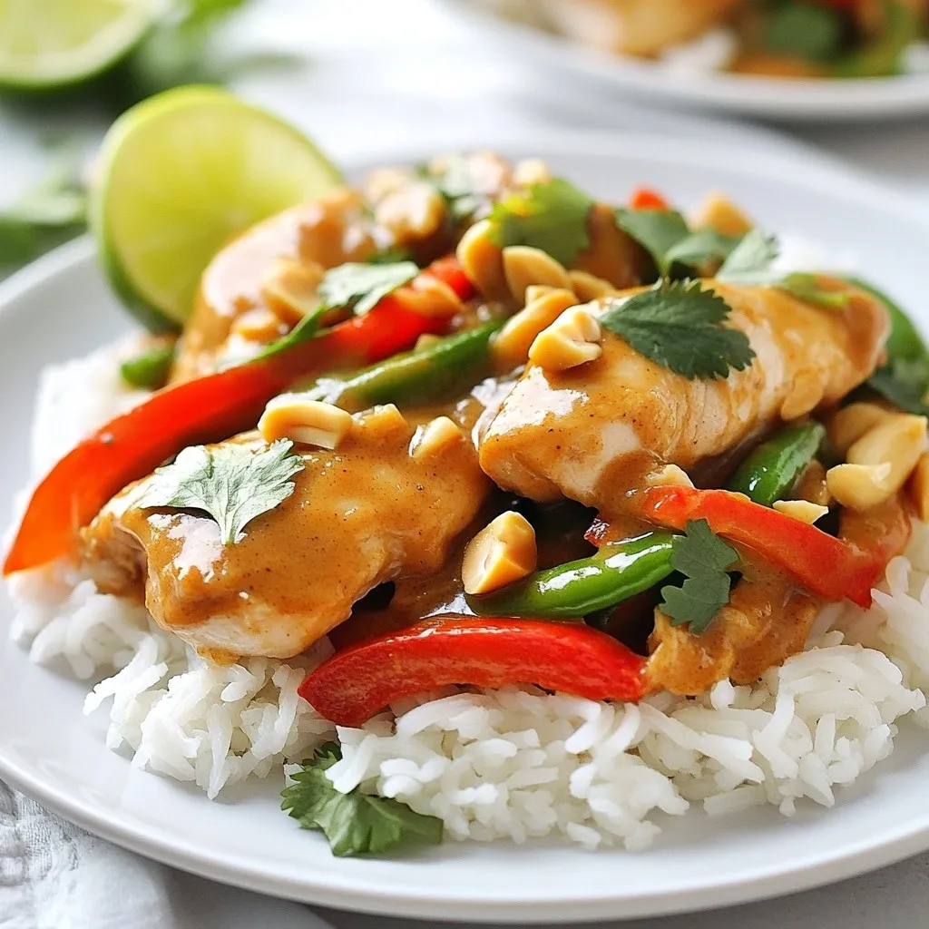 Thai Peanut Chicken Stir-Fry Schnelles und einfaches Gericht
