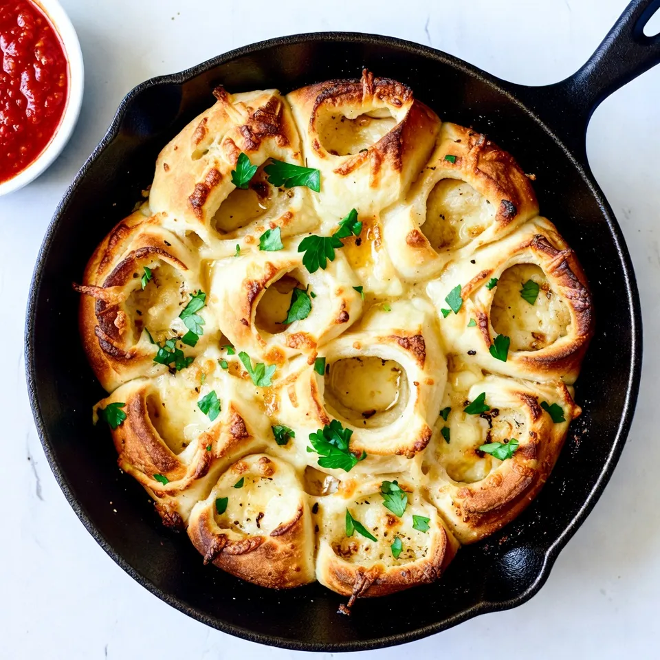 Für das Knoblauch Parmesan Pull-Apart Brot benötigst du: - 1 Laib frischer Teig (fertig gekauft oder hausgemacht) - 4 Esslöffel ungesalzene Butter, geschmolzen - 4 Knoblauchzehen, fein gehackt - 1 Tasse geriebener Parmesan-Käse - 2 Esslöffel frische Petersilie, gehackt - 1 Teelöffel Knoblauchpulver - 1 Teelöffel italienische Kräuter - 1/2 Teelöffel Salz - 1/2 Teelöffel schwarzer Pfeffer Wenn du keine frischen Zutaten hast, gibt es gute Alternativen. Zum Beispiel: - Du kannst Knoblauchpulver statt frischer Knoblauchzehen verwenden. - Statt frischer Petersilie kannst du auch getrocknete Petersilie nutzen. - Parmesan-Käse kannst du durch einen anderen Hartkäse ersetzen. Diese Alternativen sind leicht zu finden und helfen dir, das Brot trotzdem lecker zu machen. Jede Portion des Knoblauch Parmesan Pull-Apart Brotes hat folgende Werte: - Kalorien: 210 kcal - Fett: 12 g - Kohlenhydrate: 19 g - Eiweiß: 6 g - Ballaststoffe: 1 g Diese Werte können variieren, abhängig von den genauen Zutaten, die du verwendest. Es ist wichtig, die Nährstoffe im Auge zu behalten, besonders wenn du diätetische Einschränkungen hast. {{ingredient_image_2}} Zuerst heizen Sie den Ofen auf 190 °C vor. Das ist wichtig für die perfekte Backtemperatur. Danach fetten Sie eine Kastenform oder eine gusseiserne Pfanne ein. Dies verhindert, dass das Brot kleben bleibt. Verwenden Sie dafür etwas Butter oder Öl. Jetzt ist es Zeit für den Teig. Sie können frischen Teig kaufen oder selbst machen. Wenn Sie frischen Teig haben, rollen Sie ihn auf einer bemehlten Fläche aus. Schneiden Sie ihn in kleine Quadrate, etwa 2,5 cm groß. Achten Sie darauf, gleichmäßige Stücke zu schneiden. In einer kleinen Schüssel vermengen Sie die geschmolzene Butter mit dem gehackten Knoblauch. Fügen Sie auch das Knoblauchpulver, die italienischen Kräuter, Salz und Pfeffer hinzu. Rühren Sie alles gut um, bis es gut gemischt ist. Diese Mischung gibt dem Brot viel Geschmack. Jetzt kommen die Teigquadrate ins Spiel. Tauchen Sie jedes Stück in die Knoblauch-Butter-Mischung. Achten Sie darauf, dass alle Seiten gut bedeckt sind. Stapeln Sie die Teigstücke dann aufrecht in die vorbereitete Form. Zwischen den Schichten streuen Sie geriebenen Parmesan und gehackte Petersilie. Das sorgt für mehr Geschmack. Machen Sie so weiter, bis der gesamte Teig aufgebraucht ist. Vergessen Sie nicht, die restliche Butter-Mischung obenauf zu träufeln. Zum Schluss kommt noch eine letzte Schicht Parmesan. Decken Sie die Form mit einem Geschirrtuch ab. Lassen Sie den Teig 20-30 Minuten gehen. Dies hilft dem Brot, schön fluffig zu werden. Jetzt backen Sie das Brot im vorgeheizten Ofen für 25-30 Minuten. Es sollte goldbraun sein und hohl klingen, wenn Sie darauf klopfen. Nach dem Backen lassen Sie das Brot kurz abkühlen. Dann ziehen Sie die Stücke auseinander und genießen Sie es warm. Einige häufige Fehler können das Backergebnis beeinträchtigen. Achten Sie darauf, dass Ihr Teig frisch ist. Alter Teig kann zäh und trocken werden. Wenn Sie die Knoblauch-Butter-Mischung herstellen, mischen Sie alles gut. Klumpen können den Geschmack beeinträchtigen. Tauchen Sie die Teigstücke gründlich ein. Wenn sie nicht gut bedeckt sind, schmecken sie nachher nicht gut. Lassen Sie das Brot ausreichend gehen. Ein kurzer Zeitraum kann die Textur verändern. Um das Brot frisch zu halten, legen Sie es in ein sauberes Tuch. Dies schützt es vor Luft. Sie können das Brot auch in eine Papiertüte legen. Vermeiden Sie Plastik, da es das Brot weich macht. Wenn Sie es länger aufbewahren möchten, frieren Sie es ein. Wickeln Sie es fest in Frischhaltefolie ein und legen Sie es in einen Gefrierbeutel. Servieren Sie das Brot warm aus der Pfanne oder Kastenform. Das sieht toll aus und hält es frisch. Eine gute Idee ist, frische Petersilie darüber zu streuen. Das gibt Farbe und Geschmack. Ein klassischer Dip ist marinara Sauce. Diese Sauce passt perfekt zu Knoblauch und Parmesan. Sie können auch einen Kräuter-Dip anbieten. Das gibt dem Brot einen zusätzlichen Kick. Pro Tipps Teig richtig vorbereiten: Stellen Sie sicher, dass der Teig Zimmertemperatur hat, bevor Sie ihn verarbeiten, damit er sich besser ausrollen und formen lässt. Variationen hinzufügen: Experimentieren Sie mit verschiedenen Käsesorten oder Kräutern, um dem Brot eine persönliche Note zu verleihen. Feta oder Mozzarella sind z.B. gute Alternativen. Frische Kräuter verwenden: Verwenden Sie frische Petersilie oder andere Kräuter anstelle von getrockneten, um das Aroma zu intensivieren und das Brot optisch ansprechender zu machen. Serviertemperatur: Servieren Sie das Brot warm, um den vollen Geschmack der Butter und des Käses zu genießen. Es kann auch leicht aufgewärmt werden, falls es abgekühlt ist. {{image_4}} Für mehr Geschmack können Sie verschiedene Kräuter nutzen. Basilikum passt gut zu Knoblauch. Thymian bringt eine erdige Note. Rosmarin hat einen starken Duft. Mischen Sie einfach frische oder getrocknete Kräuter in die Knoblauch-Butter-Mischung. Experimentieren Sie und finden Sie Ihre Lieblingskombination! Parmesan ist großartig, aber Sie können auch andere Käsesorten verwenden. Mozzarella sorgt für eine tolle Schmelz-Textur. Feta bringt einen salzigen Geschmack. Sie können auch getrocknete Tomaten oder Oliven hinzufügen. Schneiden Sie diese klein und schichten Sie sie zwischen den Teigstücken. Seien Sie kreativ und machen Sie es zu Ihrem eigenen! Für glutenfreie Optionen nutzen Sie speziellen glutenfreien Teig. Achten Sie darauf, dass alle Zutaten glutenfrei sind. Für vegane Varianten ersetzen Sie die Butter durch pflanzliche Margarine. Verwenden Sie Hefeflocken anstelle von Käse. So bleibt der Geschmack toll und alle können das Brot genießen! Um Ihr Knoblauch Parmesan Pull-Apart Brot gut aufzubewahren, lassen Sie es zuerst abkühlen. Wickeln Sie es dann in Frischhaltefolie oder Alufolie. Dies hält das Brot frisch und feucht. Alternativ können Sie eine luftdichte Box verwenden. Stellen Sie sicher, dass die Box gut verschlossen ist. So bleibt das Brot für ein paar Tage frisch. Wenn Sie das Brot länger aufbewahren möchten, können Sie es einfrieren. Wickeln Sie das Brot fest in Frischhaltefolie ein und legen Sie es in einen Gefrierbeutel. Achten Sie darauf, die Luft herauszudrücken. So bleibt das Brot bis zu drei Monate gut. Zum Auftauen, nehmen Sie das Brot aus dem Gefrierfach und lassen Sie es bei Raumtemperatur liegen. Es kann auch im Ofen leicht aufgewärmt werden, um die Knusprigkeit zurückzubringen. Im Kühlschrank bleibt das Brot etwa 3 bis 4 Tage frisch. Es kann jedoch etwas trocken werden. Das Einfrieren ist die beste Option, wenn Sie es länger aufbewahren möchten. So bleibt der Geschmack und die Textur erhalten. Denken Sie daran, es richtig zu verpacken, um Frostbrand zu vermeiden. Um gleichmäßiges Backen zu erreichen, heize deinen Ofen gut vor. Achte darauf, dass die Temperatur stimmt. Wenn das Brot in den Ofen kommt, platziere es in der Mitte. So kann die Hitze gleichmäßig zirkulieren. Verwende auch eine Kastenform oder Pfanne aus Gusseisen. Diese Materialien halten die Wärme gut und sorgen für ein schönes Ergebnis. Ja, du kannst das Brot im Voraus zubereiten! Bereite die Teigquadrate vor und lege sie in die Form. Decke die Form dann mit Frischhaltefolie ab. Lasse das Brot im Kühlschrank ruhen, bis du bereit bist, es zu backen. Du kannst es bis zu 24 Stunden vorher machen. Denk daran, das Brot vor dem Backen ein wenig länger gehen zu lassen, wenn es aus dem Kühlschrank kommt. Für einen knusprigen Belag verwende mehr Parmesan-Käse. Streue ihn großzügig zwischen die Teigschichten. Backe das Brot bei der richtigen Temperatur, damit es außen knusprig und innen weich wird. Ein weiterer Trick ist, das Brot in den letzten Minuten der Backzeit zu grillen. Das gibt ihm eine tolle goldene Farbe und eine knusprige Kruste. Das Brot sollte etwa 10 bis 15 Minuten abkühlen. Lass es in der Form ruhen, damit die Feuchtigkeit bleibt. Danach kannst du es auf ein Gitter legen. So kann die Luft zirkulieren und das Brot bleibt knusprig. Warte nicht zu lange, sonst wird es schwieriger, die Stücke auseinanderzuziehen. In diesem Artikel habe ich die besten Tipps und Schritte für knuspriges Brot geteilt. Du hast gelernt, welche Zutaten nötig sind und wie du sie vorbereitest. Ich habe auch die häufigsten Fehler und Ideen für Variationen erklärt. Denke daran, frische Zutaten machen immer einen großen Unterschied. Mit diesen Tipps wirst du das perfekte Brot backen. Viel Spaß beim Ausprobieren!