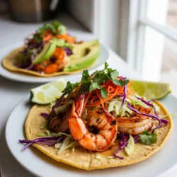 Um die besten schwarzen Garnelen-Tacos zu machen, brauchst du folgende Hauptzutaten: - 450 g große Garnelen, geschält und entdarmt - 2 Esslöffel Cajun-Gewürz - 1 Esslöffel Olivenöl - 8 kleine Maistortillas - 1 Tasse rote Kohl, fein gehobelt - 1 Tasse grüne Kohl, fein gehobelt - 1 mittelgroße Karotte, gerieben - 1/4 Tasse frischer Koriander, gehackt - 1 Limette, ausgepresst - 1/4 Tasse Mayonnaise - Salz und Pfeffer nach Geschmack - Optional: Avocadoscheiben zur Dekoration Diese Zutaten sind wichtig, um den vollen Geschmack zu erreichen. Die Cajun-Gewürze geben den Garnelen eine scharfe Note, während das Gemüse Frische bringt. Ich empfehle, die Garnelen gut zu reinigen. Sie sollten groß und frisch sein. Wenn du frische Garnelen nicht findest, sind gefrorene Garnelen auch in Ordnung. Achte darauf, sie vor der Zubereitung gut aufzutauen. Die Maistortillas sollten klein sein, etwa 15 cm Durchmesser. So kannst du die Tacos leicht halten und essen. Wenn du mehr Füllung magst, kannst du auch größere Tortillas verwenden. Für mehr Geschmack kannst du einige tolle Beilagen hinzufügen. Hier sind einige Ideen: - Frische Avocadoscheiben für Cremigkeit - Salsa für einen zusätzlichen Kick - Limettenspalten, um den Tacos Frische zu geben Diese zusätzlichen Garnituren machen die Tacos noch besser. Sie bieten verschiedene Aromen und Texturen, die deine Tacos aufregender machen. {{ingredient_image_2}} Zuerst nimmst du die Garnelen. Sie sollten geschält und entdarmt sein. Gib die Garnelen in eine große Schüssel. Füge 2 Esslöffel Olivenöl und 2 Esslöffel Cajun-Gewürz hinzu. Mische alles gut, bis die Garnelen gleichmäßig bedeckt sind. Das Cajun-Gewürz gibt den Garnelen einen tollen Geschmack. Erhitze eine große Pfanne bei mittlerer bis hoher Hitze. Wenn die Pfanne heiß ist, lege die gewürzten Garnelen hinein. Brate sie für etwa 2-3 Minuten pro Seite. Die Garnelen werden rosa und bekommen eine schöne schwarze Kruste. Wenn sie gar sind, nimm die Pfanne vom Herd. In einer separaten Schüssel mischst du 1 Tasse roten Kohl, 1 Tasse grünen Kohl und die geriebene Karotte. Füge 1/4 Tasse gehackten Koriander hinzu. In einer kleinen Schüssel vermenge den Limettensaft, 1/4 Tasse Mayonnaise, Salz und Pfeffer. Gieße das Dressing über den Krautsalat und mische alles gut. Erhitze eine trockene Pfanne bei mittlerer Hitze. Lege die Maistortillas in die Pfanne. Toast sie für etwa 30 Sekunden auf jeder Seite. Die Tortillas sollten warm und weich werden. So lassen sie sich besser füllen. Nimm eine warme Tortilla und lege einen großen Löffel Krautsalat in die Mitte. Füge dann die schwarzen Garnelen hinzu. Wenn du magst, lege ein paar Avocadoscheiben darauf. So werden die Tacos noch cremiger und leckerer. Serviere die Tacos auf einem großen Teller. Lege Limettenspalten an die Seite. So kann jeder seinen Taco nach Belieben würzen. Guten Appetit! Um die Garnelen perfekt zuzubereiten, ist die Auswahl frischester Zutaten wichtig. Frische Garnelen haben einen besseren Geschmack. Mischen Sie die Garnelen mit Olivenöl und Cajun-Gewürz. Achten Sie darauf, dass jede Garnele gut bedeckt ist. Erhitzen Sie eine Pfanne gut, damit die Garnelen schnell bräunen. Braten Sie sie zwei bis drei Minuten auf jeder Seite an. Wenn sie schwarz und knusprig sind, sind sie fertig. Überkochen Sie die Garnelen nicht, sonst werden sie zäh. Wenn Sie kein Cajun-Gewürz haben oder einen anderen Geschmack wollen, probieren Sie andere Gewürze. Paprika gibt einen süßen Grundgeschmack. Chili-Pulver fügt Schärfe hinzu. Eine Mischung aus Kreuzkümmel, Knoblauchpulver und Zwiebelpulver kann auch lecker sein. Experimentieren Sie mit Ihren Lieblingsgewürzen, um einen einzigartigen Geschmack zu erzielen. Denken Sie daran, weniger Gewürz zu verwenden, wenn Sie es nicht scharf mögen. Um die Tortillas richtig aufzuwärmen, verwenden Sie eine trockene Pfanne. Erhitzen Sie sie bei mittlerer Hitze. Legen Sie die Tortilla in die Pfanne und toasten Sie sie 30 Sekunden auf jeder Seite. So werden sie warm und geschmeidig. Sie können auch Aluminiumfolie verwenden, um sie warm zu halten. Wenn Sie eine Mikrowelle verwenden, legen Sie die Tortillas auf einen Teller. Decken Sie sie mit feuchtem Küchenpapier ab und erwärmen Sie sie für 20 bis 30 Sekunden. So bleiben sie weich und lecker. Pro Tipps Garnelen richtig würzen: Achten Sie darauf, die Garnelen gleichmäßig mit dem Cajun-Gewürz zu vermengen, damit jede Garnelenhäppchen den vollen Geschmack entfalten kann. Krautsalat frisch halten: Bereiten Sie den Krautsalat erst kurz vor dem Servieren zu, damit er knackig bleibt und die Aromen frisch sind. Tortillas optimal erwärmen: Toasten Sie die Tortillas nicht zu lange, um eine zähe Konsistenz zu vermeiden; sie sollten weich und geschmeidig bleiben. Limette nicht vergessen: Der Saft von frischen Limetten verleiht den Tacos eine besondere Frische und hebt die Aromen der Garnelen und des Salats hervor. {{image_4}} Für eine vegane Version der Blackened Shrimp Tacos, können Sie Garnelen durch Tofu ersetzen. Tofu hat eine feste Textur und nimmt Aromen gut auf. Schneiden Sie den Tofu in Würfel und marinieren Sie ihn mit Olivenöl und dem Cajun-Gewürz. Braten Sie ihn dann in der Pfanne an, bis er goldbraun ist. Verwenden Sie anstelle von Mayonnaise eine vegane Variante oder machen Sie einen cremigen Dressing aus Cashewkernen. Einfach die Cashewkerne einweichen und pürieren, dann mit Limettensaft, Salz und Pfeffer abschmecken. So haben Sie einen leckeren, veganen Krautsalat. Wenn Sie es scharf mögen, fügen Sie etwas Cayennepfeffer zum Cajun-Gewürz hinzu. Alternativ können Sie auch frische Jalapeños oder Chilis in den Krautsalat schneiden. Diese geben den Tacos einen aufregenden Kick. Ein Spritzer scharfe Soße vor dem Servieren verstärkt den Geschmack zusätzlich und hebt die Aromen. Die perfekten Beilagen zu Ihren Blackened Shrimp Tacos sind einfach und lecker. Guacamole passt hervorragend dazu. Sie können auch frische Salsa oder einen einfachen grünen Salat anbieten. Ein erfrischendes Getränk, wie eine Limetten-Limonade, rundet das Gericht ab. All dies macht Ihre Tacos zu einem tollen Erlebnis für alle. Um die Reste der Blackened Shrimp Tacos gut zu lagern, benutze einen luftdichten Behälter. Trenne die Garnelen von den Tortillas und dem Krautsalat, um die Frische zu bewahren. So bleiben die Tacos lecker und knusprig. Die Tacos halten sich im Kühlschrank etwa 2 bis 3 Tage. Achte darauf, die Reste rechtzeitig zu essen. Nach dieser Zeit können die Garnelen und der Salat an Geschmack und Textur verlieren. Um die Tacos wieder aufzuwärmen, nutze eine Pfanne. Erhitze die Garnelen bei mittlerer Hitze für etwa 2 Minuten. So bleiben sie saftig und schmackhaft. Erwärme die Tortillas separat für 30 Sekunden pro Seite. Vermeide die Mikrowelle, da sie die Tacos weich macht. Die besten Garnelen für Tacos sind große, frische Garnelen. Sie haben mehr Biss und schmecken besser. Achte darauf, dass sie geschält und entdarmt sind. So sparst du Zeit beim Kochen. Wild gefangene Garnelen schmecken oft besser als Zuchtgarnelen. Du kannst die Tacos ganz nach deinem Geschmack anpassen. Füge zum Beispiel mehr Gemüse hinzu, wie Paprika oder Zwiebeln. Für einen scharfen Kick kannst du Jalapeños oder scharfe Soße verwenden. Auch verschiedene Salsas passen gut. Experimentiere mit verschiedenen Kräutern, wie Petersilie oder Dill. Schwarze Garnelen-Tacos findest du oft in mexikanischen Restaurants. Einige Foodtrucks bieten sie ebenfalls an. Nutze Apps oder Websites, um Restaurants in deiner Nähe zu suchen. Oft haben sie auch die Rezepte online. So kannst du nachsehen, ob sie deine Favoriten anbieten. Ja, das Marinieren der Garnelen ist eine tolle Idee! Du kannst sie bis zu einer Stunde vorher mit dem Cajun-Gewürz und Olivenöl marinieren. Dadurch ziehen die Aromen besser ein. Achte darauf, die Marinade im Kühlschrank aufzubewahren, um die Frische zu sichern. Schwarze Garnelen-Tacos sind einfach zuzubereiten und lecker. Wir haben die besten Zutaten, einfache Schritte und nützliche Tipps durchgenommen. Du kannst auch Variationen wie vegane Alternativen oder mehr Schärfe ausprobieren. Vergiss nicht, die Reste richtig zu lagern und erneut zu erwärmen. Freue dich auf köstliche Tacos, die deine Gäste begeistern werden! Experimentiere und finde deinen eigenen Stil. Guten Appetit!