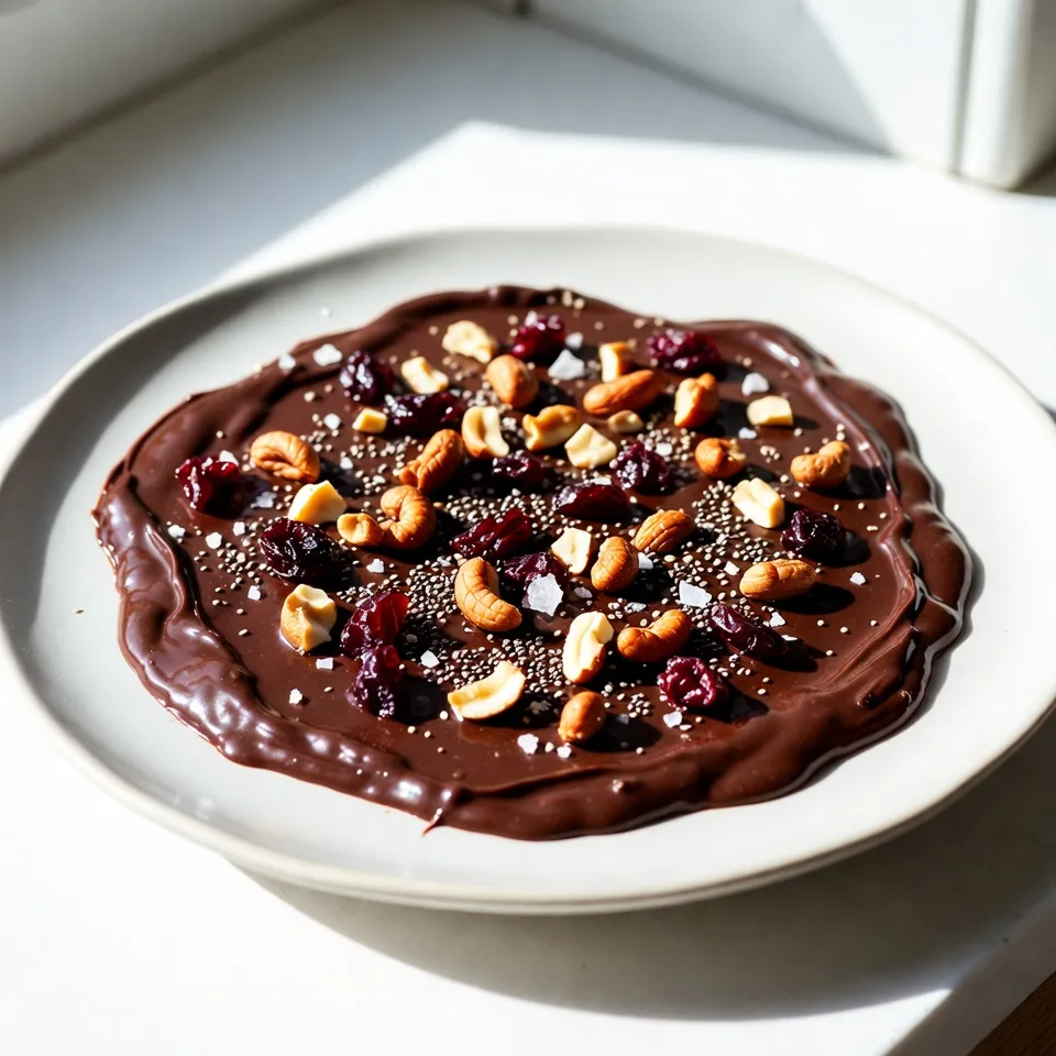 Für dieses Rezept benötigst du einige leckere Zutaten, um die perfekte dunkle Schokoladen-Meersalz-Borke zu machen. Hier sind die Hauptzutaten: - 225 g dunkle Schokolade (70% Kakao oder mehr), grob gehackt - 120 g gemischte Nüsse (Mandeln, Walnüsse, Pekannüsse), grob gehackt - 40 g getrocknete Cranberries oder Kirschen, gehackt - 2 Esslöffel Chiasamen - 1 Teelöffel flächige Meersalzflakes (wie Maldon oder fleur de sel) Die Wahl der Schokolade ist wichtig. Ich empfehle dunkle Schokolade mit mindestens 70% Kakao. Diese Sorte gibt der Borke einen tiefen, reichen Geschmack. Du kannst Marken wie Lindt, Valrhona oder Callebaut ausprobieren. Diese Schokoladen sind leicht zu finden und bieten gute Qualität. Wenn du deiner Borke mehr Geschmack geben möchtest, kannst du ein paar optionale Zutaten hinzufügen: - 1/2 Teelöffel Vanilleextrakt für einen süßen Geschmack - Eine Prise Zimt für eine warme Note - Eine Handvoll gehackter getrockneter Früchte für mehr Süße Diese Zutaten machen die Borke noch interessanter. Sie bringen neue Aromen und Texturen in das Rezept. Probiere es aus und finde deine persönliche Lieblingskombination! {{ingredient_image_2}} Zuerst suchen Sie ein Backblech. Es sollte etwa 23 x 33 cm groß sein. Legen Sie es mit Backpapier aus. Lassen Sie genug Papier überhängen. So können Sie die Borke später leicht herausheben. Nehmen Sie 225 g dunkle Schokolade. Sie sollte mindestens 70% Kakao haben. Hacken Sie die Schokolade grob. Stellen Sie eine hitzebeständige Schüssel auf einen Topf mit köchelndem Wasser. Lassen Sie die Schokolade dort langsam schmelzen. Rühren Sie ständig, um Anbrennen zu vermeiden. Alternativ nutzen Sie die Mikrowelle. Erhitzen Sie die Schokolade in 30-Sekunden-Intervallen. Rühren Sie nach jedem Intervall, bis sie geschmolzen ist. Fügen Sie optional ½ Teelöffel Vanilleextrakt hinzu. Dieser Schritt bringt mehr Geschmack. Gießen Sie die geschmolzene Schokolade auf das Backblech. Verteilen Sie sie mit einem Spatel gleichmäßig. Die Schokolade sollte etwa 0,6 cm dick sein. Streuen Sie jetzt die gehackten Nüsse darüber. Verwenden Sie 120 g gemischte Nüsse wie Mandeln und Walnüsse. Fügen Sie auch 40 g gehackte getrocknete Cranberries oder Kirschen hinzu. Vergessen Sie nicht die 2 Esslöffel Chiasamen. Drücken Sie alles leicht nach unten. So bleibt es an der Schokolade haften. Zum Schluss streuen Sie 1 Teelöffel Meersalzflakes darüber. Dies gibt der Borke einen tollen salzigen Geschmack. Stellen Sie das Backblech in den Kühlschrank. Lassen Sie die Borke mindestens 1 Stunde fest werden. Die Schokolade sollte vollständig hart sein. Nehmen Sie das Blech heraus und heben Sie die Borke mit dem Backpapier heraus. Brechen Sie die Borke in Stücke. Lagern Sie sie in einem luftdichten Behälter. So bleibt sie frisch und lecker. Ein häufiger Fehler ist, die Schokolade zu heiß zu schmelzen. Schokolade brennt leicht an. Halte die Hitze niedrig und rühre ständig. Achte auch darauf, die Schokolade gleichmäßig auf dem Blech zu verteilen. Wenn die Schokolade nicht gleichmäßig ist, wird die Borke ungleichmäßig fest. Drücke die Nüsse und Früchte gut in die Schokolade. So bleiben sie besser haften. Wähle dunkle Schokolade mit mindestens 70% Kakao. Diese Schokolade sorgt für einen reichen Geschmack. Du kannst auch Vanilleextrakt hinzufügen. Das gibt einen schönen, zusätzlichen Aroma. Das Meersalz ist wichtig. Es hebt den Geschmack der Schokolade hervor. Streue genug darüber, aber übertreibe es nicht. Plane 15 Minuten für die Vorbereitung ein. In dieser Zeit kannst du die Zutaten bereitstellen. In der Zwischenzeit kannst du deine Schokolade schmelzen. Während die Borke im Kühlschrank fest wird, räume die Küche auf. So sparst du Zeit und machst das Kochen einfacher. Pro Tipps Qualität der Schokolade: Verwenden Sie hochwertige Schokolade mit mindestens 70% Kakaoanteil für den besten Geschmack und eine glatte Textur. Nüsse rösten: Rösten Sie die Nüsse vor dem Hinzufügen zur Schokolade, um ihren Geschmack zu intensivieren und eine knusprige Textur zu erhalten. Variationen: Experimentieren Sie mit verschiedenen Trockenfrüchten oder Nüssen, um neue Geschmacksrichtungen zu entdecken und die Borke an Ihre Vorlieben anzupassen. Geschenkverpackung: Verpacken Sie die Borke in einer dekorativen Box oder einem Glas mit einer Schleife, um sie als Geschenk zu präsentieren. {{image_4}} Wenn Sie Nüsse meiden möchten, gibt es viele leckere Optionen. Ersetzen Sie die Nüsse durch Samen wie Sonnenblumen- oder Kürbiskerne. Diese bieten einen tollen Crunch und sind nussfrei. Sie können auch Popcorn verwenden, um eine knusprige Textur zu erhalten. Einfach das Popcorn leicht salzen und über die Schokolade streuen. Seien Sie kreativ mit Ihren Toppings! Probieren Sie Kokosflocken oder gefriergetrocknete Früchte. Diese bringen neue Aromen und Farben in die Borke. Für einen Hauch von Würze fügen Sie Chili-Flocken hinzu. Sie können auch Karamellstückchen oder sogar gesunde Snacks wie Müsliriegel zerbröseln und darüber streuen. Um die Borke glutenfrei zu machen, achten Sie darauf, dass alle Zutaten zertifiziert glutenfrei sind. Für eine vegane Version verwenden Sie dunkle Schokolade ohne Milchbestandteile. Viele Marken bieten vegane Schokolade an. Diese Optionen sind lecker und passen zu verschiedenen Ernährungsweisen. Bewahren Sie die Borke in einem luftdichten Behälter auf. Ein kühler, trockener Ort ist ideal. Wenn es warm ist, stellen Sie sie in den Kühlschrank. So bleibt sie frisch und lecker. Vermeiden Sie die Nähe zu stark riechenden Lebensmitteln. Dunkle Schokolade kann Gerüche aufnehmen. Die Haltbarkeit der Borke beträgt etwa zwei bis drei Wochen. Nach dieser Zeit kann die Schokolade ihre Frische verlieren. Achten Sie auf Veränderungen in Farbe oder Geruch. Frische Zutaten wie Nüsse und Trockenfrüchte halten den Geschmack lebendig. Wenn Sie die Borke frisch halten, bleibt sie länger köstlich. Wenn Sie die Borke verschenken möchten, wählen Sie hübsches Verpackungsmaterial. Kleine Boxen oder Zellophantüten sind perfekt. Fügen Sie eine persönliche Nachricht hinzu. Streuen Sie etwas zusätzliches Meersalz oder Chiasamen auf die Borke, um einen besonderen Touch zu geben. Ihre Freunde werden sich über das durchdachte Geschenk freuen. Um die beste dunkle Schokoladen-Meersalz-Borke zu machen, folgen Sie diesen Schritten: 1. Sie benötigen hochwertige dunkle Schokolade mit mindestens 70% Kakao. 2. Hacken Sie die Schokolade grob. 3. Schmelzen Sie die Schokolade über einem Wasserbad oder in der Mikrowelle. 4. Gießen Sie die geschmolzene Schokolade auf ein Backblech. 5. Fügen Sie Nüsse, Trockenfrüchte und Chiasamen hinzu. 6. Streuen Sie Meersalzflakes darüber. 7. Lassen Sie die Borke im Kühlschrank fest werden. Die Kombination aus süß und salzig macht sie besonders lecker. Ja, Sie können die Schokolade im Voraus schmelzen. Schmelzen Sie die Schokolade und lassen Sie sie etwas abkühlen. Dann können Sie sie in einem luftdichten Behälter aufbewahren. Stellen Sie sicher, dass sie nicht zu fest wird. Um sie wieder geschmeidig zu machen, erwärmen Sie sie kurz in der Mikrowelle. So sparen Sie Zeit, wenn Sie die Borke zubereiten. Dunkle Schokolade hat viele Vorteile: - Sie enthält Antioxidantien, die gut für die Gesundheit sind. - Sie kann den Blutdruck senken und die Herzgesundheit unterstützen. - Sie kann auch den Cholesterinspiegel verbessern. - Dunkle Schokolade hebt die Stimmung durch die Freisetzung von Endorphinen. Achten Sie darauf, sie in Maßen zu genießen. Gute Qualität dunkle Schokolade finden Sie in mehreren Orten: - Besuchen Sie lokale Feinkostläden oder Schokoladengeschäfte. - Supermärkte führen oft Marken mit hohem Kakaoanteil. - Online-Shops bieten eine große Auswahl an. Achten Sie auf die Zutatenliste und den Kakaoanteil. So stellen Sie sicher, dass die Schokolade von hoher Qualität ist. Die dunkle Schokoladen-Meersalz-Borke ist einfach zu machen. Wir haben die besten Zutaten ausgewählt und Schritte erklärt. Denk dran, häufige Fehler zu vermeiden, um den besten Geschmack zu sichern. Variationen sorgen für neuen Genuss. Nussfreie und vegane Optionen machen es für alle passend. Und mit den richtigen Tipps bleibt die Borke frisch. Mit diesen Informationen kannst du deine eigene köstliche Borke herstellen und genießen. Viel Spaß beim Ausprobieren!