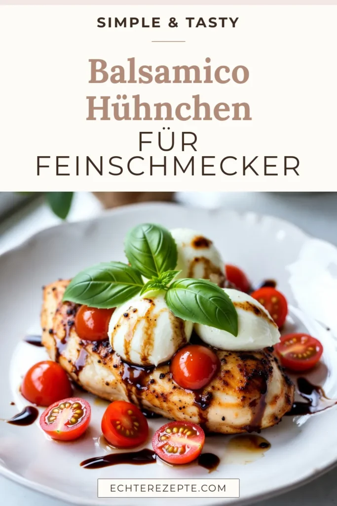 Genießen Sie das köstliche Balsamico-Glasierte Hühnchen als einfaches Hühnchen Rezept, das Ihre Familie lieben wird! Dieses italienische Hühnchen Gericht kombiniert zartes Hähnchen mit frischen Kirschtomaten und Mozzarella für ein gesundes Hühnchenrezept, das in nur 35 Minuten fertig ist. Perfekt für jede Gelegenheit! Speichern Sie dieses Caprese Hühnchen Rezept für Ihre nächste Mahlzeit! #BalsamicoGlasierteHühnchen #CapreseHühnchenRezept #GesundeHühnchenrezepte #EinfachesHühnchenRezept