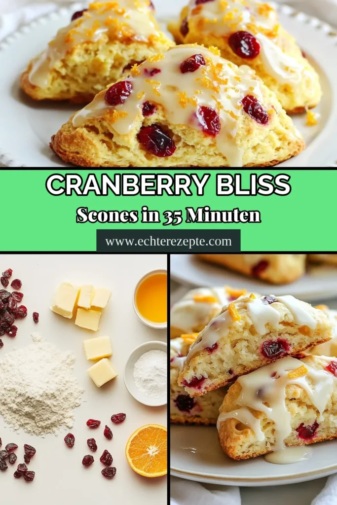 Entdecke das perfekte Rezept für Cranberry Bliss Scones! Diese Orangenscones sind einfach zuzubereiten und ideal für eine gemütliche Kaffeepause. Mit saftigen Scones mit Cranberries und feinem Zuckerguss wird jeder Biss zu einem Genuss. Egal, ob du leckere Scones backen oder ein Orangenscones Rezept ausprobieren möchtest, dieses Rezept ist ein Muss! Lass dich inspirieren und speichere es jetzt! #SconesMitCranberries #EinfacheSconesMitZuckerguss #CranberryBlissScones #LeckereSconesBacken