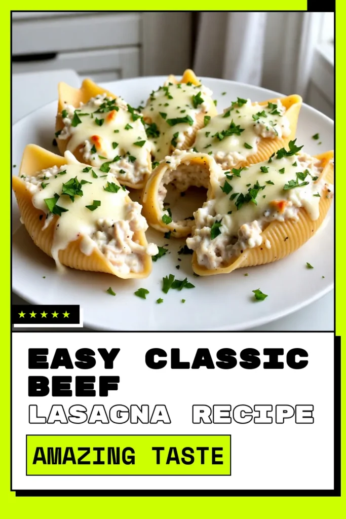 Entdecken Sie dieses köstliche Rezept für cremige Hähnchen-Alfredo Muscheln! Diese gefüllte Pasta Muscheln sind eine perfekte Kombination aus zartem Hähnchen, cremiger Alfredo-Sauce und geschmolzenem Käse. Ideal für ein italienisches Gericht mit Käse, das auch schnell zubereitet ist. Lassen Sie sich von diesem einfachen Pasta Rezept inspirieren und genießen Sie es mit Familie und Freunden. Speichern Sie das Rezept jetzt! #gefüllteMuscheln #HähnchenAlfredo #PastaRezepte #italienischesEssen