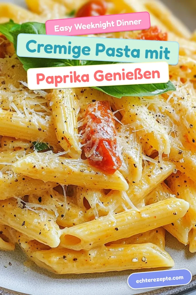 Entdecken Sie das köstliche Rezept für cremige Pasta mit Paprika, die perfekt für eine schnelle Woche ist! Diese geröstete Paprika Pasta kombiniert Schlagsahne für ein einfaches, aber luxuriöses Geschmackserlebnis. Ideal für italienische Pasta mit Basilikum, vereinfacht dieses einfache Pasta Gericht Ihre Abendessen. Lassen Sie sich inspirieren und probieren Sie es aus! Speichern Sie dieses Rezept für später. #PastaRezept #CremigePasta #EinfachePastaGerichte #GeröstetePaprikaPasta