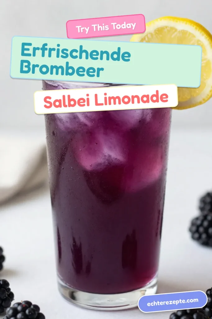 Genieße die erfrischende Brombeer-Salbei-Limonade, das perfekte Sommergetränk für heiße Tage! Diese selbstgemachte Limonade kombiniert frische Brombeeren, Zitronensaft und aromatischen Salbei und bringt deinen Gaumen zum Tanzen. Entdecke dieses wunderbare Rezept für Brombeeren und erfrischende Salbei Getränke. Klicke für mehr Brombeer Rezepte und lass dich inspirieren! #BrombeerSalbeiLimonade #Sommergetränke #selbstgemachteLimonade #BrombeerenRezepte