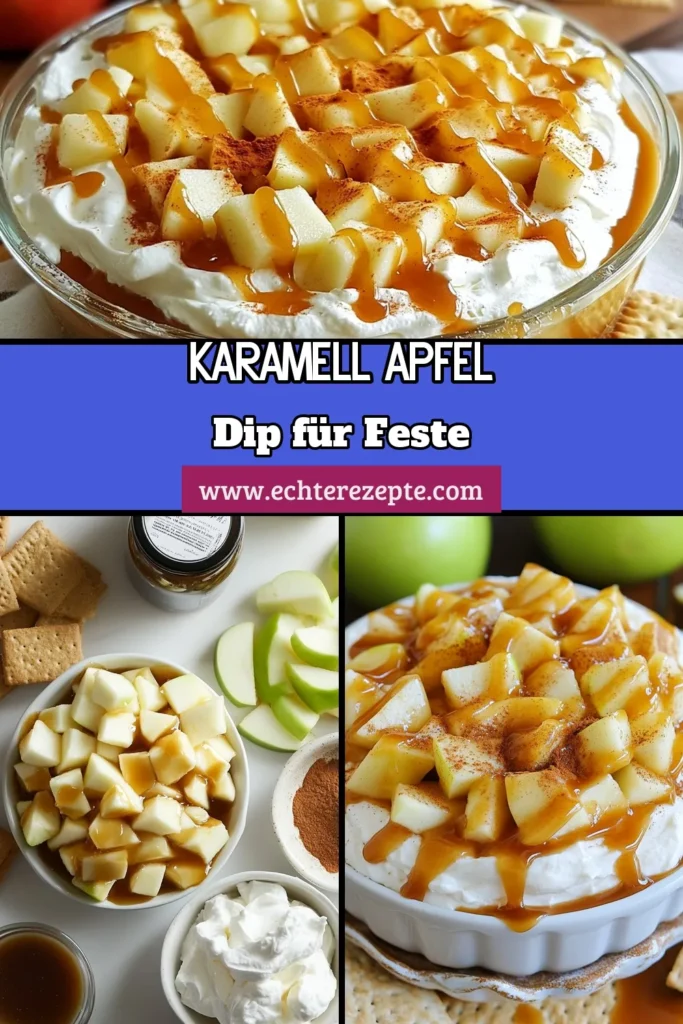 Entdecken Sie diesen köstlichen Karamellisierte Apfel-Pie-Dip – ein einfacher Dessert Dip, der jeden begeistert! Mit einer cremigen Frischkäse Apfel Dip-Basis und einer unwiderstehlichen Karamellsauce ist dieses Karamell Dip Rezept perfekt für Snacks oder Partys. Servieren Sie ihn mit Graham Crackern oder Apfelscheiben. Lassen Sie sich dieses Rezept nicht entgehen und speichern Sie es für Ihre nächsten Feierlichkeiten! #KaramellisierteApfelPieDip #DessertDip #ApfelDipSnacks #KaramellDipRezept