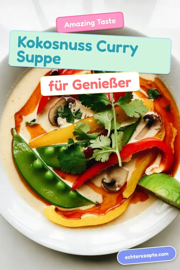 Entdecke das perfekte thailändische Curry-Rezept mit dieser köstlichen Kokosnuss-Curry-Suppe! Diese vegane Suppe mit Kokosmilch ist nicht nur einfach zuzubereiten, sondern bietet auch gesunde Aromen und ist ideal für jede Gelegenheit. Mit frischem Gemüse und einer einzigartigen Gewürzkombination wirst du diese einfache Curry-Suppe lieben. Probiere es jetzt aus und genieße die Aromen Thailands! #CurrySuppe #VeganeRezepte #Kokosmilch #AsiatischeKüche