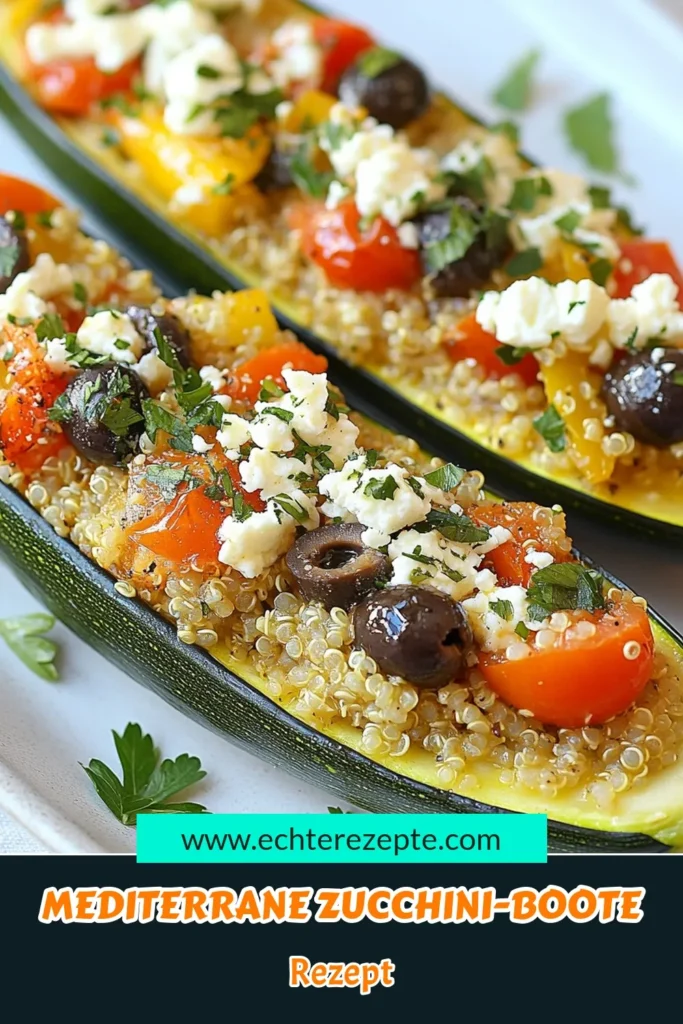 Entdecken Sie dieses köstliche Rezept für Käse gefüllte Zucchini! Diese mediterranen Zucchini-Boote sind nicht nur einfach zuzubereiten, sondern bieten auch eine gesunde Snack-Option. Mit Quinoa Rezept Zucchini und zerkrümeltem Feta wird jede Portion zum Genuss. Perfekt für eine leichte Mahlzeit oder als gesunde Zucchini Snacks. Probieren Sie es aus und lassen Sie sich inspirieren! #KäseGefüllteZucchini #MediterraneZucchiniBoote #FetaGefüllteZucchini #GesundeZucchiniSnacks