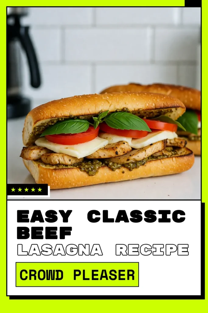 Entdecke das perfekte Pesto Hähnchen Sandwich, das jede Mahlzeit aufwertet! Mit frischem Mozzarella-Sandwich und köstlichem Ciabatta Brötchen mit Hähnchen wirst du deine Familie begeistern. Dieses Caprese Sandwich Rezept ist einfach und schnell zuzubereiten. Probiere unser einfaches Pesto Rezept aus und lass dich von dem Geschmack verzaubern. Speichere dir das Rezept für deinen nächsten Snack! #PestoSandwich #Ciabatta #CapreseRezept #LeckereRezepte