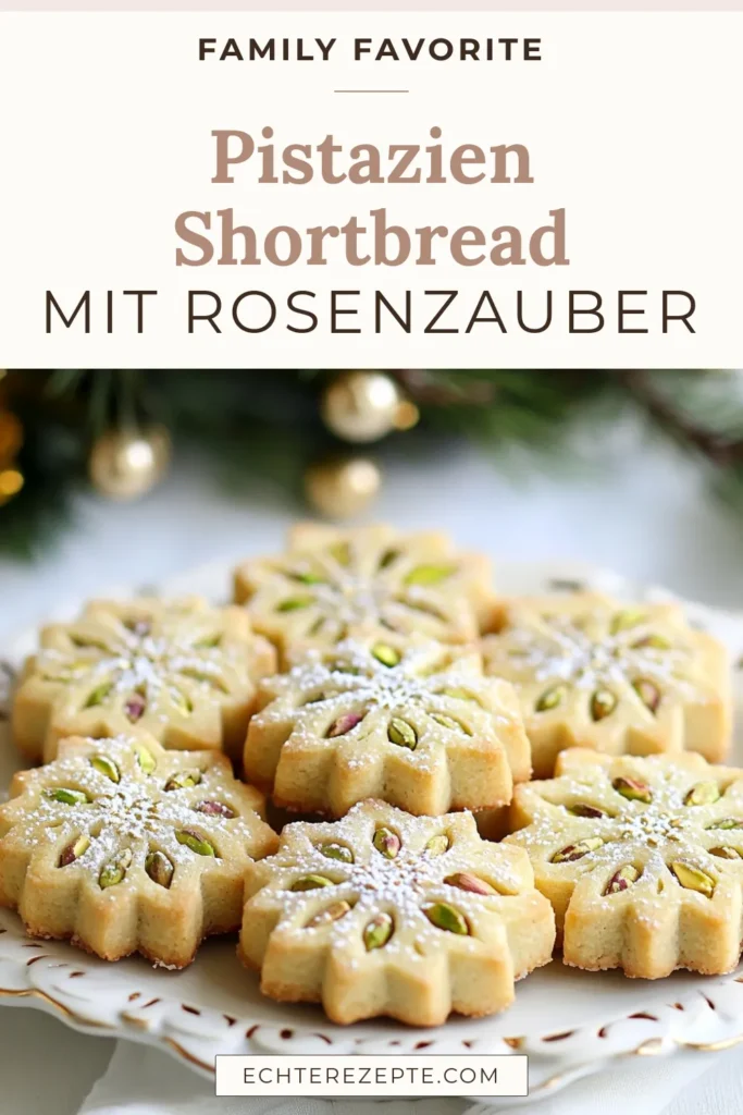 Entdecke unser unwiderstehliches Pistazien Shortbread Rezept! Diese zarten Rosenwasser Cookies mit Pistazien sind die perfekten einfachen Kekse mit Rosenwasser für jede festliche Gelegenheit. Mit einer Kombination aus cremiger Butter und aromatischem Rosenwasser sind diese Shortbread mit Pistazien ein wahrer Genuss. Probiere das Rezept aus und zaubere ein Highlight auf deine Kaffeetafel! Speichere es dir und teile die Leckerei. #PistazienShortbreadRezept #RosenwasserCookies #ShortbreadMitPistazien #FestlicheKekseRezept