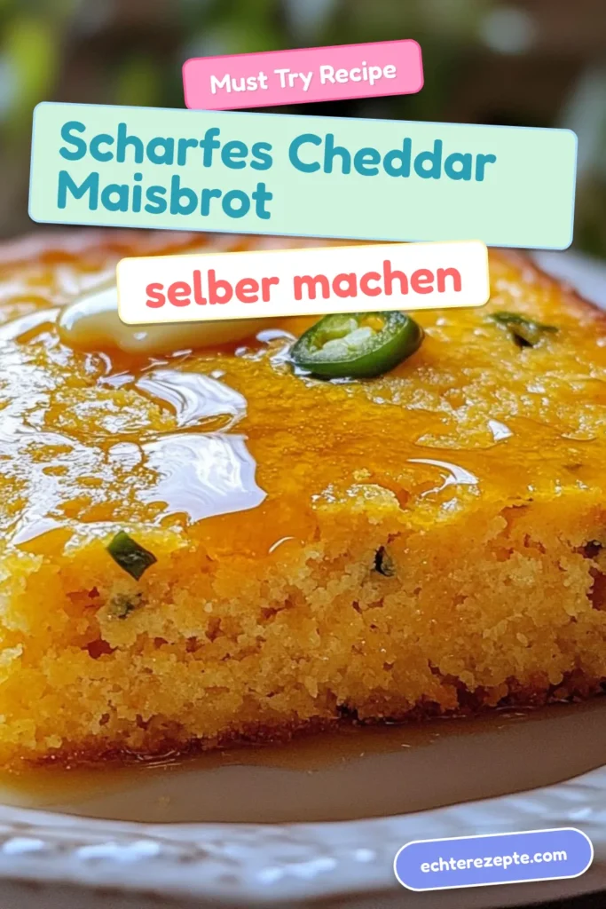 Entdecken Sie dieses köstliche Jalapeño Cheddar Maisbrot, ein scharfes Maisbrot Rezept, das ideal für jede Gelegenheit ist. Mit einfachem Rezept für Cornbread und der perfekten Balance aus scharfen Jalapeños und würzigem Cheddar wird dieses pikante Brotrezept schnell zum Favoriten. Perfekt als Beilage oder Snack. Probieren Sie es aus und genießen Sie den Geschmack! Jetzt speichern und nachbacken! #Maisbrot #Cornbread #Jalapeño #scharf