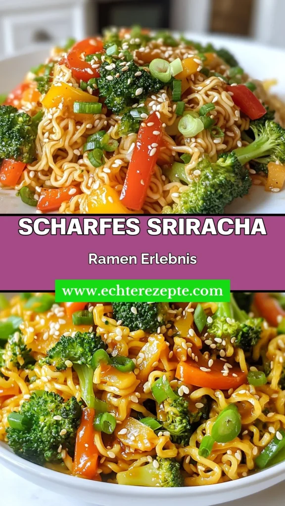 Entdecken Sie unser scharfes Sriracha Ramen Wok Gericht, das in nur 20 Minuten zubereitet ist! Dieses vegane Wok Rezept kombiniert frisches Gemüse und köstliche Ramen für ein perfektes asiatisches Nudelgericht. Ideal für ein schnelles Abendessen oder als leckere Mittagspause. Probieren Sie es aus und lassen Sie sich von den scharfen Aromen begeistern! Speichern Sie dieses Rezept für mehr Inspiration! #SrirachaRamen #WokGericht #VeganesRezept #AsiatischeNudeln
