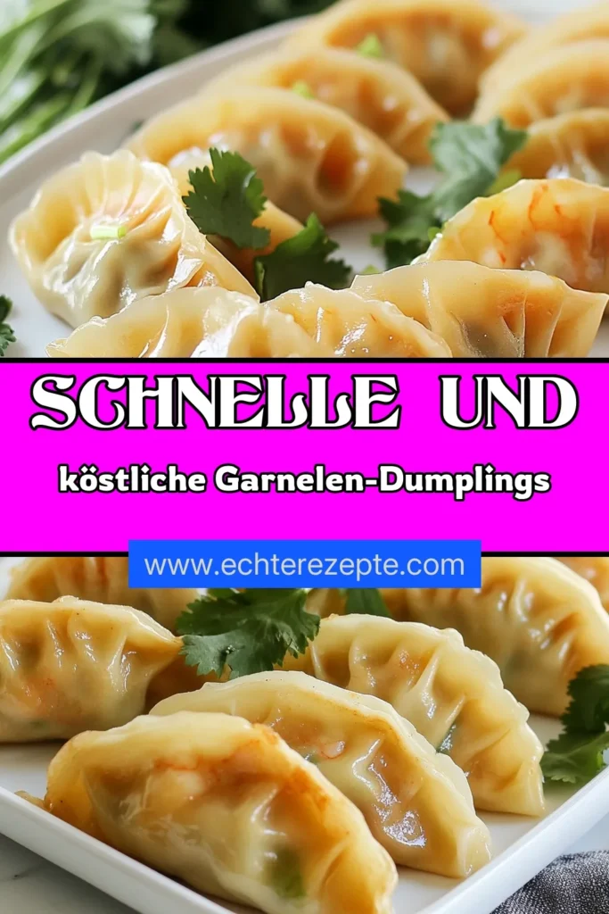 Entdecken Sie unser Rezept für schnelle Garnelen-Dumplings, die perfekte asiatische Vorspeise! Diese einfachen Dumplings selber machen dauert nur 25 Minuten und bietet Ihnen köstliche Aromen aus frischen Garnelen. Verwenden Sie einen Dampfgarer für die besten Ergebnisse. Überraschen Sie Ihre Gäste mit diesen zarten Dampfgarer Dumplings. Speichern Sie das Rezept für einen besonderen Anlass! #GarnelenRezept #DumplingSelberMachen #AsiatischeVorspeise #SchnelleGarnelenDumplings